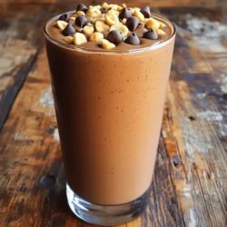 - 1 large ripe banana, frozen - 2 tablespoons creamy peanut butter - 1 tablespoon unsweetened cocoa powder - 1 tablespoon honey or maple syrup (optional) - 1 cup almond milk (or preferred milk) - 1/4 cup Greek yogurt - 1 tablespoon mini chocolate chips (garnish) - 1 tablespoon chopped roasted peanuts (garnish) To make a Peanut Butter Cup Smoothie, you need simple yet tasty ingredients. Each one adds to the rich flavor and creamy texture. The frozen banana gives a smooth base. Its natural sweetness pairs perfectly with the peanut butter. Creamy peanut butter is the star, adding depth and protein. Unsweetened cocoa powder gives that chocolatey kick. If you like it sweeter, honey or maple syrup works well. Almond milk adds a nice creaminess without being heavy. Greek yogurt makes it even richer and adds protein. Finally, mini chocolate chips and chopped roasted peanuts are optional, but they add a fun crunch and extra flavor. You can find the full recipe for this delightful smoothie online. - Step 1: Start with the frozen banana. This gives your smoothie a thick, creamy base. - Step 2: Add the remaining ingredients to the blender. You will need peanut butter, cocoa powder, honey or maple syrup, almond milk, and Greek yogurt. - Step 3: Blend until smooth. This should take about 30 to 60 seconds. If the mix is too thick, add a bit more almond milk. - Step 4: Adjust sweetness if necessary. Taste your smoothie. If it needs more sweetness, add honey or maple syrup. Blend again briefly. - Step 5: Pour and garnish before serving. Use mini chocolate chips and chopped roasted peanuts for a tasty crunch. Making this Peanut Butter Cup Smoothie is quick and easy. You can find the full recipe above for more details. Enjoy a delicious treat! - Use frozen bananas for creaminess: Frozen bananas make your smoothie thick and rich. They add natural sweetness too. I always keep some in my freezer. - Adjust almond milk for desired thickness: If you want a thicker smoothie, use less almond milk. For a thinner one, just add more milk. It’s all about what you like best! - Experiment with sweeteners and flavors: Try honey, maple syrup, or even agave. You can also add vanilla extract or a pinch of salt for extra flavor. - Alternatives to almond milk: If you’re not a fan of almond milk, you can use oat milk, soy milk, or coconut milk. Each gives a unique taste and texture. - Peanut butter alternatives for nut allergies: If you have nut allergies, use sunflower seed butter or soy nut butter. They still give that creamy feel and flavor. - Dairy-free yogurt options: For a dairy-free option, try coconut yogurt or almond yogurt. They add creaminess and a nice taste without dairy. For the full experience, check the [Full Recipe] to make your own Peanut Butter Cup Smoothie! {{image_4}} You can easily give your Peanut Butter Cup Smoothie a fun twist. Here are some ways to mix it up: - Add protein powder for extra nutrition: This boost helps you feel full and supports muscle health. Choose your favorite flavor, like chocolate or vanilla. Just mix in a scoop with the other ingredients before blending. - Incorporate spinach for added greens: Toss in a handful of fresh spinach. It blends well and adds nutrients without changing the taste. You’ll enjoy a healthy green boost! - Use different nut butters for varied flavors: Try almond butter or cashew butter instead of peanut butter. Each nut butter brings its own unique taste and creaminess to your smoothie. Seasonal ingredients can add a refreshing touch to your smoothie. Consider these options: - Use seasonal fruits for a twist: In spring, add strawberries. In fall, use pumpkin puree. These fruits can change the flavor and give you a tasty treat that fits the season. - Incorporate spices like cinnamon or nutmeg: A pinch of cinnamon warms up your smoothie, while nutmeg adds a cozy touch. These spices can enhance the flavor and make your drink even more delicious. For the full recipe, check out the Peanut Butter Cup Smoothie Delight! You can store your Peanut Butter Cup Smoothie in an airtight container. A mason jar works well for this. Place the jar in the fridge right after making your smoothie. It will stay fresh for up to 24 hours. After that, the texture may change, and it might separate. If you see separation, just shake or stir it before drinking. Freezing your smoothie is a great way to enjoy it later. Pour the smoothie into an ice cube tray or a freezer-safe container. Make sure to leave some space at the top, as liquids expand when frozen. Your smoothie can last in the freezer for up to 3 months. When you're ready to enjoy it, take out the cubes or container. Let it thaw in the fridge overnight or at room temperature for a few hours. If it's too thick, blend it again with a splash of milk. This way, you’ll have a creamy treat ready to sip! Can I make this smoothie vegan? Yes, you can make this smoothie vegan. Just use plant-based yogurt and maple syrup. Swap out almond milk for any non-dairy milk you enjoy. This way, you keep all the rich and creamy flavor without using dairy. Is this smoothie healthy? This smoothie can be healthy. It has good fats from peanut butter and fiber from bananas. Greek yogurt adds protein too. Just watch how much honey you add for sweetness. When you keep it balanced, it makes a great snack or breakfast. What can I add to boost the protein content? To boost the protein, add a scoop of your favorite protein powder. You can also try adding more Greek yogurt. If you want, toss in some nuts or seeds too. This will make your smoothie even more filling and nutritious. For the full recipe, check out the Peanut Butter Cup Smoothie Delight. The Peanut Butter Cup Smoothie is a simple, tasty drink. You see how easy it is to make with just a few ingredients. Frozen bananas give it a creamy feel, while peanut butter and cocoa bring rich flavors. You can customize it with your favorite milk or sweetener. If you want a healthy boost, add greens or protein! Store leftovers in the fridge or freeze extras for a quick treat later. Enjoy this smoothie as a delightful snack or meal on the go. So, blend, sip, and savor!