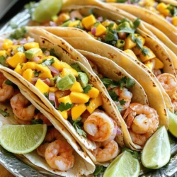 To make delicious shrimp tacos, you need fresh items. Here’s your list: - 1 lb fresh shrimp, peeled and deveined - 1 ripe mango, finely diced - 1/2 medium red onion, finely chopped - 1 jalapeño pepper, minced (remove seeds for less heat) - 1/4 cup fresh cilantro leaves, chopped - Ripe avocado slices, for serving - Lime wedges, for garnish You’ll also need some common pantry items to boost flavor: - 1 tablespoon extra virgin olive oil - 1 teaspoon ground cumin - 1 teaspoon smoked paprika - 1/2 teaspoon garlic powder - Sea salt and freshly ground black pepper, to taste - 8 small corn tortillas For extra flair, consider these optional toppings: - Shredded cheese - Sour cream - Additional lime juice - Extra mango salsa Each ingredient plays a role in making your tacos tasty and fresh. You can find the complete cooking steps in the Full Recipe. Enjoy the burst of flavors with every bite! Start by grabbing a mixing bowl. In it, whisk together one tablespoon of extra virgin olive oil, one teaspoon of ground cumin, one teaspoon of smoked paprika, and half a teaspoon of garlic powder. Add sea salt and freshly ground black pepper to taste. Once mixed, toss in one pound of peeled and deveined shrimp. Make sure the shrimp is well-coated in the marinade. Let them sit for about 10 minutes to soak up the flavors. While the shrimp marinates, you can prepare the mango salsa. Take another bowl and combine one ripe mango, finely diced, with half a medium red onion, finely chopped, and one minced jalapeño pepper. You should remove the seeds from the jalapeño to control the heat. Add a quarter cup of chopped fresh cilantro and two tablespoons of fresh lime juice. Mix gently until everything is well combined, and set it aside. Now it’s time to cook the shrimp. Preheat a skillet over medium-high heat. Once hot, add the marinated shrimp. Cook them for about 2 to 3 minutes on each side. You want the shrimp to turn pink and opaque. This means they are cooked just right. When done, remove them from the heat. Next, warm the corn tortillas. In a separate dry skillet, place the tortillas. Heat them for about 30 seconds on each side. You want them to be pliable and slightly toasted. This step adds a nice texture to the tacos. To put your tacos together, take a warm tortilla and place a few cooked shrimp in the center. Generously top it with the mango salsa you made earlier. Add a couple of ripe avocado slices for a creamy touch. Serve the tacos right away, along with fresh lime wedges for an extra zing. For the complete recipe, check out the Full Recipe. Enjoy the fresh delight of your Easy Shrimp Tacos with Mango Salsa! To get the best shrimp texture, start with fresh shrimp. Frozen shrimp can work, but fresh makes a big difference. Marinate the shrimp for about 10 minutes. This allows the flavors to soak in and helps keep them juicy. When cooking, aim for 2 to 3 minutes on each side. You want them pink and opaque. Overcooking makes shrimp rubbery, so watch them closely. For tasty mango salsa, use a ripe mango. If the mango is not sweet, the salsa will lack flavor. Add lime juice to brighten up the taste. A bit of jalapeño adds heat, but you can adjust it to your liking. Mixing the salsa gently keeps the mango intact. Let it sit for a few minutes. This helps the flavors mix well. Warm your tortillas before serving. A dry skillet works great. Heat them for 30 seconds on each side. This keeps them soft and pliable. If you want a little crispness, cook them a bit longer. Serve the warm tortillas right away. They will hold the shrimp and salsa perfectly. For a fun twist, try using flour tortillas if you prefer. For the full recipe, check out the details above. {{image_4}} To spice up your shrimp tacos, add more jalapeño. You can keep the seeds for a real kick. Another option is to mix in some chili powder or cayenne pepper with the marinade. Both add heat and flavor. Consider using spicy salsa instead of mango salsa for extra heat. Try adding a dash of hot sauce right before serving for a fiery flavor boost. If you want a vegetarian option, swap shrimp for grilled veggies. Bell peppers, zucchini, and corn work great. Toss these veggies in the same marinade before grilling. You can also use black beans or lentils as a protein source. This keeps the dish filling and adds texture. Make sure to top with mango salsa for that sweet and tangy burst. While mango salsa is fresh and bright, you can try other salsas too. Pineapple salsa adds a nice tropical twist. Tomato salsa gives a classic flavor. For a unique taste, try a corn salsa with lime and cilantro. Each option brings different flavors to your tacos. Experiment with combinations to find what you love best. For inspiration, check out the Full Recipe for more salsa ideas. If you have leftover tacos, store them in an airtight container. Keep the shrimp and salsa separate. This helps keep the tortillas from getting soggy. Refrigerate them within two hours of cooking. They will stay fresh for up to two days. To reheat shrimp, place them in a skillet over medium heat. Cook for about three to four minutes. Stir to heat evenly. For tortillas, warm them in a dry skillet for about 30 seconds per side. This keeps them soft and tasty. Avoid using the microwave, as it can make them chewy. Always use fresh shrimp for the best taste. Look for shrimp that smell like the ocean, not fishy. For mango salsa, use ripe mangoes that yield slightly when pressed. Store any leftover salsa in the fridge and use it within three days. This way, you will enjoy the flavors at their peak. For more details, check the Full Recipe. To make the shrimp less spicy, remove the seeds from the jalapeño. This step reduces the heat. You can also use less jalapeño or swap it for sweet bell pepper. For a milder flavor, try using smoked paprika instead of regular paprika. You can use pineapple, peaches, or even kiwi for the salsa. Each fruit brings a unique taste. Pineapple adds sweetness, while peaches give a juicy bite. Kiwi adds a tartness that pairs well with shrimp. Yes, you can use shrimp without deveining them. However, deveining keeps the shrimp cleaner and prettier. Some people prefer to remove the vein for taste and texture. If you choose not to devein, just rinse the shrimp well before cooking. To make shrimp tacos gluten-free, use corn tortillas. Most corn tortillas are naturally gluten-free. Always check the package to confirm. Additionally, ensure the shrimp seasoning and salsa do not contain any gluten ingredients. Serve the tacos on a large platter for sharing. Add extra mango salsa and lime wedges on the side. This way, everyone can customize their tacos. Garnish with cilantro for a fresh touch. Enjoy the vibrant colors and flavors! For the full recipe, check out the complete details. In this post, we've covered how to create delicious shrimp tacos with fresh mango salsa. We looked at all the ingredients, including fresh items and pantry staples. You got step-by-step instructions on preparing the shrimp, cooking, and assembling the tacos. We also shared tips for perfect texture and flavor, plus exciting variations and storage tips. Enjoy making these tacos and impressing family and friends. Cooking should be fun, and you’re now ready to explore!