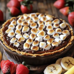 To make a delicious s'mores dip in the oven, you need a few simple ingredients. Here’s what you will need: - 1 cup semi-sweet chocolate chips - 1 cup mini marshmallows - 1/2 cup graham cracker crumbs - 2 tablespoons unsalted butter, melted - 1 teaspoon pure vanilla extract - Pinch of sea salt - Optional: Fresh strawberries or banana slices These ingredients create a mix of gooey chocolate and toasted marshmallows. The graham cracker crumbs add that classic s'mores crunch. You can also use fresh fruits for dipping if you want extra flavor. This combo makes your dessert fun and irresistible! - Preheat the oven to 350°F (175°C). - In a bowl, mix graham cracker crumbs, melted butter, and a pinch of sea salt. - Press the crumb mixture firmly into your baking dish. - Layer the crust with semi-sweet chocolate chips. - Spread mini marshmallows evenly on top of the chocolate. - Bake the dip for 10-12 minutes. - Watch for marshmallows to turn golden brown. This process is simple, and the result is a warm, gooey treat. Make sure to keep an eye on the oven. The perfect marshmallow top can change quickly! Enjoy the rich chocolate and soft marshmallows with graham crackers or fresh fruit for dipping. To make the best s'mores dip, balance is key. Use equal parts chocolate and marshmallows. This mix ensures each bite is sweet and gooey. When baking, watch the marshmallows closely. They should turn golden brown but not burn. This gives you that perfect, chewy texture. Serve your dip warm for the best taste. Pair it with graham crackers for that classic s'mores feel. You can also add fresh fruit like strawberries or banana slices. The fruit adds a nice, juicy twist to each bite. For a rustic look, use a pie dish. This makes your dip feel homemade and special. Garnish with whole graham crackers around the edge. You can also add colorful fruit slices for a bright display. These touches make your dessert even more inviting and fun. {{image_4}} You can switch things up with dark chocolate chips. They add a richer taste. If you want something nutty, try adding nut butter. It gives an extra layer of flavor that you will love. For a sweet twist, drizzle caramel sauce on top. This adds a nice touch of sweetness. You can also use flavored marshmallows. They can change the dip’s taste in fun ways, so feel free to experiment. For a fun contrast, serve the dip with pretzels. The saltiness pairs well with the sweet dip. You can also try pairing it with cookies. This gives a different texture and makes it even more enjoyable. Keep any leftover s'mores dip in an airtight container. This helps keep the dip fresh. You can refrigerate it for up to 3 days. Make sure to cover it well to avoid drying out. When you want to enjoy your dip again, you can use the oven or microwave. If using the oven, heat it at a low temperature. Watch the texture closely while reheating. You want it warm and gooey, not overcooked. You can freeze s'mores dip if you want to store it longer. Just place it in a freezer-safe container. When you're ready to eat, thaw it in the refrigerator. Once it's thawed, you can reheat as directed above. This way, you can enjoy this tasty treat anytime! To make S'mores Dip, follow these quick steps from the Full Recipe: - Preheat your oven to 350°F (175°C). - Mix melted butter, graham cracker crumbs, and a pinch of salt. - Press this mixture into a baking dish for the crust. - Layer semi-sweet chocolate chips on top of the crust. - Spread mini marshmallows over the chocolate evenly. - Bake for 10-12 minutes until the marshmallows puff up. - Let it cool for a few minutes before serving. This dip is easy and fun to make. It tastes amazing when warm! Yes, you can use different types of chocolate! Dark chocolate chips give a richer taste. Milk chocolate chips provide a sweeter flavor. You can also try using flavored chocolate, like mint or orange. Each type will change the dip's taste. Feel free to mix and match to find your favorite! You can serve S'mores Dip with a variety of dippers! Here are some tasty options: - Graham crackers for the classic taste. - Fresh strawberries for a fruity twist. - Banana slices for a sweet touch. - Pretzels for a salty contrast. - Marshmallows on a stick for extra fun! These dippers add great flavors and textures. Enjoy exploring different pairings! This blog post shared a tasty s'mores dip recipe. You learned how to create layers of chocolate, marshmallows, and graham crumbs. I also shared tips for perfecting your dish, offering variations and serving styles. To sum up, this dip is easy to make and fun to enjoy. Don’t hesitate to try different toppings and ingredients. With this recipe, you can impress friends and family at any gathering. Enjoy your baking and the delicious results!