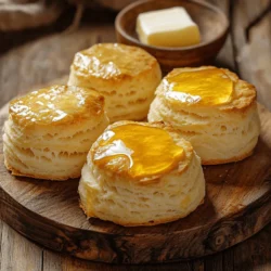 - 2 cups all-purpose flour - 2 teaspoons baking powder - 1/2 teaspoon baking soda - 1/2 teaspoon salt - 1/4 cup unsalted butter, cold and diced - 3/4 cup buttermilk, chilled - 1/4 cup honey, plus extra for drizzling - 2 tablespoons melted unsalted butter Using fresh flour matters. Fresh flour gives better taste and texture. If flour sits too long, it loses flavor. Always check the date on the bag. Choosing the right butter is key. Use unsalted butter for control over salt levels. Cold butter helps create flaky layers in biscuits. Buttermilk is a magic ingredient. It adds moisture and helps biscuits rise. The acidity in buttermilk makes the biscuits tender. You will enjoy the lightness it gives. 1. Start by preheating your oven to 425°F (220°C). This high heat helps the biscuits rise well. 2. Prepare a baking sheet by lining it with parchment paper. This makes cleanup easy and helps the biscuits not stick. 3. In a large bowl, whisk together the dry ingredients. Combine 2 cups of flour, 2 teaspoons of baking powder, 1/2 teaspoon of baking soda, and 1/2 teaspoon of salt. Make sure the mixture is uniform. 1. Handle cold butter with care. Take 1/4 cup of unsalted butter and cut it into small cubes. Keep it cold to ensure flaky biscuits. 2. In another bowl, mix 3/4 cup of chilled buttermilk with 1/4 cup of honey. Pour this mixture into the dry ingredients. Stir gently to combine. Avoid overmixing; the dough should feel slightly sticky. 1. Lightly flour a clean surface and transfer the dough onto it. Knead it gently for about 4-5 times. This helps the dough come together. 2. Pat the dough down to make a rectangle about 1-inch thick. Use a biscuit cutter or a glass to cut out your biscuits. Press straight down without twisting. This helps them rise evenly. 3. Gather any scraps, re-pat them, and cut out more biscuits. Aim for about 10-12 total. 1. Place the cut biscuits on the prepared baking sheet. Make sure to space them about 1 inch apart. This ensures they bake evenly. 2. Bake in your preheated oven for 12-15 minutes. Look for a lovely golden-brown color on top. 3. While baking, melt the remaining 2 tablespoons of butter. Brush this melted butter on the biscuits right after baking. For added sweetness, drizzle a bit of honey over each biscuit. Now you're ready to enjoy your honey butter biscuits! For the full recipe, check out the details above. - Overmixing the dough: Be gentle when mixing. Overmixing can make your biscuits tough. Stop as soon as you see no dry flour. - Not using cold ingredients: Make sure your butter and buttermilk are cold. This helps create fluffy layers. - Tips for flaky biscuits: Use cold butter and cut it into the flour until you see small chunks. This creates air pockets for flakiness. - Techniques for a soft interior: Don’t over-knead your dough. Knead it just enough to bring it together. This keeps the inside soft. - Ideal accompaniments: These biscuits taste great with honey, butter, or jam. You can also serve them with warm gravy. - Creative ways to serve biscuits: Try stacking them with fried chicken or using them as a base for breakfast sandwiches. They're perfect for any meal! {{image_4}} You can make honey butter biscuits even more fun by adding herbs or spices. Try mixing in fresh rosemary or thyme. A pinch of cinnamon or nutmeg can add warmth to your biscuits. These flavors work well with the honey. Incorporating cheeses or other fillings can create a savory twist. Crumbled feta or sharp cheddar adds richness. You can also add cooked bacon or ham for a hearty treat. These choices make the biscuits a main dish. If you need a gluten-free option, use a gluten-free flour blend. Look for a mix that has xanthan gum. This will help the biscuits hold together well. Adjusting the recipe for texture is key. Add a bit more buttermilk if the dough feels dry. This helps you achieve the right consistency for soft biscuits. For a sweeter touch, incorporate fruits or chocolate chips. Blueberries and chopped apples add natural sweetness. Chocolate chips make for a delightful dessert biscuit. You can also switch up honey for different flavors. Maple syrup or agave nectar can give a unique taste. Experimenting with various sweeteners can lead to exciting new flavors. To keep your leftover honey butter biscuits fresh, follow these tips: - Short-term storage: Place biscuits in an airtight container. This helps keep them soft. Store them at room temperature for up to 2 days. - Freezing options: For longer storage, freeze the biscuits. Wrap each biscuit in plastic wrap, then place them in a freezer bag. They can last up to 3 months in the freezer. When you want some, just thaw them overnight in the fridge. Reheating your biscuits properly is key to enjoying their yummy texture. Here are some methods: - Oven method: Preheat your oven to 350°F (175°C). Place the biscuits on a baking sheet and heat for about 10 minutes. This keeps them soft and warm. - Microwave method: If you need them fast, use the microwave. Place a biscuit on a microwave-safe plate, cover it with a damp paper towel, and heat for about 10-15 seconds. This helps keep moisture in. For the best results, avoid overheating. This can dry out the biscuits. Aim for warm, soft goodness every time! To keep your biscuits soft, store them in an airtight container. You can also wrap them in a clean kitchen towel. This helps trap moisture. Avoid keeping them in the fridge, as that can dry them out. If you want to reheat, cover them with a damp paper towel. Microwave for about 10-15 seconds. Yes, you can use regular milk. Buttermilk adds a nice tang and helps make biscuits fluffy. If you don't have buttermilk, mix one cup of milk with one tablespoon of lemon juice or vinegar. Let it sit for five minutes. This creates a similar effect to buttermilk. Your biscuits are done when they turn golden brown. The edges should look firm, and the tops should be slightly crisp. You can also insert a toothpick in the center. If it comes out clean, they are ready. Baking time is usually 12-15 minutes at 425°F (220°C). Yes, you can make the dough ahead of time. Cover it tightly with plastic wrap and refrigerate. Chill the dough for up to 24 hours. When ready to bake, let it sit at room temperature for about 10-15 minutes before shaping. This makes it easier to work with. Honey butter biscuits last about 2-3 days at room temperature. For longer storage, freeze them in an airtight container. They can last up to three months in the freezer. To enjoy, just reheat them in the oven or microwave. For the best taste, eat them fresh. For the full recipe, check out the previous sections. In this post, we explored the key ingredients for making perfect biscuits. We discussed the importance of using fresh ingredients and the method to mix them properly. I shared step-by-step instructions for making the dough and shaping biscuits. We also covered tips for achieving the right texture and looked at fun variations. Remember, great biscuits come from good ingredients and careful methods. Enjoy your baking and make every bite delicious!