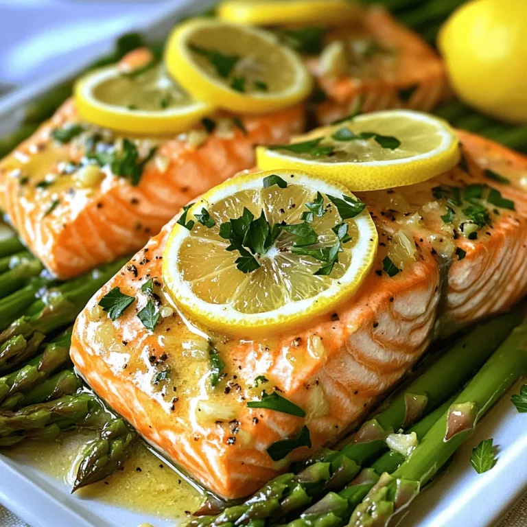 - 4 salmon fillets (6 oz each) - 4 tablespoons unsalted butter - 4 cloves garlic, finely minced - 1 large lemon, both juiced and zested - 1 teaspoon dried thyme - 1 teaspoon dried oregano - Salt and freshly ground black pepper, to taste - Fresh parsley, finely chopped (for garnish) - Lemon slices, for garnish These ingredients make this dish shine. Salmon provides a rich flavor. Garlic adds depth with its strong aroma. Butter adds richness, while lemon brings a bright, zesty punch. Thyme and oregano give a hint of earthiness. Don’t forget to season well with salt and pepper for balance. - 1 teaspoon red pepper flakes (for heat) - 1 tablespoon honey (for sweetness) - Fresh dill or basil (for a fresh twist) If you want to spice it up, add red pepper flakes. Honey can add a nice touch of sweetness to balance the lemon. Fresh herbs like dill or basil can enhance the flavor profile too. Feel free to experiment! - Large non-stick skillet - Spatula - Knife and cutting board - Measuring spoons - Zester or grater Using a non-stick skillet helps prevent sticking and makes cooking easier. A spatula is key for flipping the salmon without breaking it. A good knife and cutting board are essential for prepping garlic and lemon. Having measuring spoons on hand ensures your flavors are spot on. A zester or grater is great for getting the lemon zest just right. For the complete method, check the Full Recipe. Start by patting the salmon fillets dry with a paper towel. This step helps the fish sear well. Next, season both sides of each fillet with salt, black pepper, dried thyme, and dried oregano. Let them sit for a few minutes so the flavors can soak in. In a large, non-stick skillet, heat 4 tablespoons of unsalted butter over medium heat. Watch as the butter melts and bubbles. Make sure it doesn’t brown, as this can change the flavor. Once bubbling, add 4 cloves of finely minced garlic. Sauté it for about 1 minute, stirring often. Your kitchen will smell amazing! Gently lay the salmon fillets in the skillet, skin-side down. Let them cook undisturbed for about 4 to 5 minutes. This helps the skin crisp nicely. After this time, carefully flip each fillet over using a spatula. Pour the lemon juice and sprinkle the lemon zest over the top. Cook for another 4 to 5 minutes until the salmon turns opaque and flakes easily with a fork. While the salmon cooks, use a spoon to baste the fillets with the garlic butter sauce. This will add more flavor and keep the fish nice and moist. The basting step is key to a juicy salmon! When the salmon is done, take the skillet off the heat. Sprinkle the fillets with chopped fresh parsley and add lemon slices on the side. To serve, place the salmon on plates and drizzle with any remaining garlic butter sauce from the skillet. You can find the full recipe for more details on how to make this dish. For a beautiful presentation, serve the salmon on a bed of steamed asparagus or next to a fresh salad. Enjoy your delicious Garlic Butter Lemon Salmon! Use a non-stick skillet for easy cooking. Heat your skillet over medium heat before adding butter. This keeps the salmon from sticking. Start with the skin-side down to get a nice crisp. Cook without moving the fish for the best results. Keep an eye on the salmon as it cooks. Salmon cooks fast, about 4-5 minutes per side. You want it to be opaque and flake easily with a fork. If it looks too dry or hard, it’s overcooked. Basting with garlic butter helps keep it moist and flavorful. You can add extra flavor with herbs and spices. Try using fresh dill or parsley for a fresh taste. A pinch of red pepper flakes can give a nice kick. For a fun twist, add a splash of white wine when cooking. This adds depth and complements the lemon well. For the full recipe, check out the detailed instructions on Garlic Butter Lemon Salmon Delight. {{image_4}} You can swap salmon for other fish like tilapia or trout. These options cook fast and absorb flavors well. If you prefer seafood, shrimp works great too. Just adjust the cooking time to ensure they are perfectly done. For a meaty twist, try chicken breasts. They pair well with garlic butter and lemon too! Boost your dish with different spices. Try paprika for a smoky kick or chili flakes for heat. Fresh herbs like dill or basil add a bright touch. You might also marinate the protein in lemon juice and olive oil for an hour before cooking. This adds depth and makes it extra tasty. For a casual dinner, serve the salmon with rice and a simple salad. If you're hosting, add roasted veggies for a colorful plate. For a special occasion, present the dish on a bed of couscous and drizzle with extra garlic butter. This makes it look fancy and tastes amazing! Check out the Full Recipe for more details on cooking and serving. To keep leftover salmon fresh, place it in an airtight container. Make sure the salmon is cool before sealing it. Store it in the fridge for up to three days. If you want to keep it longer, freezing is a great option. When you're ready to eat your leftover salmon, gentle reheating is best. I recommend using the oven. Preheat it to 275°F (135°C). Place the salmon on a baking sheet and cover it with foil. Heat for about 15 minutes. This method keeps the salmon moist and tasty. Avoid the microwave, as it can make the fish dry. If you want to freeze your salmon, wrap it tightly in plastic wrap. Then, place it in a freezer bag to prevent freezer burn. It can last up to three months in the freezer. To thaw, move it to the fridge overnight before reheating. This keeps the flavor and texture just right. For more detailed instructions, check the Full Recipe. Yes, you can use frozen salmon. Just thaw it first. This helps the fish cook evenly. To thaw, place the salmon in the fridge overnight or use cold water. Great sides for this dish include: - Steamed asparagus - Garlic mashed potatoes - Fresh garden salad - Quinoa with herbs These sides balance the rich flavors of the salmon. Salmon is done when it turns opaque and flakes easily. Use a fork to check. The ideal internal temperature is 145°F. To check, insert an instant-read thermometer into the thickest part. Yes, you can! Try this with trout, cod, or halibut. Just adjust the cooking time based on the thickness of the fish. Each type has its unique flavor that pairs well with garlic and lemon. While fresh garlic gives the best flavor, you can use garlic powder if needed. Fresh garlic offers a strong aroma and taste that enhances the dish. For a milder flavor, try roasted garlic instead. For the full recipe, check out the detailed section above. Garlic Butter Lemon Salmon Delight is a simple yet tasty dish. This recipe is perfect for a quick weeknight dinner that feels special. Here’s what you need and how to make it. - 4 salmon fillets (6 oz each) - 4 tablespoons unsalted butter - 4 cloves garlic, finely minced - 1 large lemon, both juiced and zested - 1 teaspoon dried thyme - 1 teaspoon dried oregano - Salt and freshly ground black pepper, to taste - Fresh parsley, finely chopped (for garnish) - Lemon slices, for garnish 1. Prepare the Salmon: First, pat your salmon fillets dry with a paper towel. This helps them cook well. Season both sides with salt, pepper, thyme, and oregano. Let them sit for a few minutes to soak up the flavors. 2. Melt the Butter: In a large skillet, heat the unsalted butter over medium heat. Wait for it to melt and bubble. Don’t let it brown. 3. Sauté Garlic: When the butter bubbles, add the minced garlic. Cook for about 1 minute. Stir it often so it doesn't brown. 4. Cook the Salmon: Place the salmon fillets in the skillet, skin-side down. Cook them for 4-5 minutes without touching them. This helps the skin get crispy. 5. Add Lemon Flavor: Flip each fillet carefully with a spatula. Pour the lemon juice and sprinkle the zest over them. Cook for another 4-5 minutes until the salmon is opaque and flakes easily. 6. Baste for Extra Flavor: While the salmon cooks, use a spoon to baste it with the garlic butter. This adds flavor and keeps it moist. 7. Garnish: Once cooked, take the skillet off the heat. Sprinkle fresh parsley on top and add lemon slices for color. 8. Serve: Place the salmon on plates and drizzle with any leftover garlic butter sauce. This dish takes just 20 minutes to make and serves four. You can serve it on a bed of steamed asparagus or a fresh salad. The garlic butter sauce adds a rich flavor that pairs well with the lemon. Enjoy your flavor-packed delight! This blog post covered garlic butter lemon salmon from start to finish. I shared essential and optional ingredients, tools, and step-by-step cooking methods. You learned tips to avoid overcooking and enhance flavors. I also explained variations using different proteins and how to store leftovers. Simple answers to common questions rounded out the guide. Now, you're ready to cook this dish with confidence. Enjoy your flavorful salmon creation!