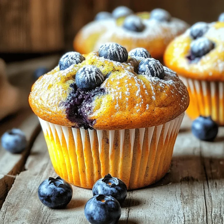 To make delicious Zucchini Blueberry Muffins, you will need a few simple items. Here’s the list: - 1 cup freshly grated zucchini (about 1 medium zucchini) - 1 cup fresh or thawed frozen blueberries - 1/2 cup granulated sugar - 1/4 cup packed brown sugar - 1/3 cup vegetable oil - 1 large egg - 1 teaspoon pure vanilla extract - 1 cup all-purpose flour - 1 teaspoon baking powder - 1/2 teaspoon baking soda - 1/2 teaspoon ground cinnamon - 1/4 teaspoon salt Each ingredient plays a key role in making these muffins tasty. The zucchini adds moisture and nutrition. Blueberries bring sweetness and a burst of flavor. The sugars help to create a lovely golden crust. Vegetable oil keeps the muffins tender. The egg binds everything together and adds richness. The dry ingredients, like flour and baking powder, give structure and lift to the muffins. Cinnamon adds a warm, comforting spice, while salt balances all the flavors. For the full recipe, refer to the details I provided earlier. Enjoy baking these delightful muffins! 1. Preheat the Oven: Start by setting your oven to 350°F (175°C). This step is key. A hot oven helps the muffins rise well. 2. Prepare the Muffin Tin: Grease each muffin cup with butter or oil. You can also use paper liners. This makes it easy to take the muffins out later. 1. Combine Wet Ingredients: In a large bowl, mix the grated zucchini, granulated sugar, brown sugar, vegetable oil, egg, and vanilla extract. Use a whisk to blend well. Ensure everything is mixed evenly. 2. Mix Dry Ingredients: In another bowl, sift the flour, baking powder, baking soda, ground cinnamon, and salt. Sifting makes the flour light and helps the muffins rise better. 1. Combine Wet and Dry Mixtures: Gradually add the dry mix to the wet mix. Stir gently with a spatula. Mix until just combined. Overmixing can make the muffins tough. 2. Fold in Blueberries: Gently fold in the blueberries. Be careful not to crush them. This adds a nice burst of flavor to each bite. 3. Fill Muffin Tin and Bake: Use a spoon or ice cream scoop to fill each muffin cup about two-thirds full. This gives room for the muffins to rise. Bake them for 18-20 minutes. They are ready when a toothpick comes out clean. For the full recipe, check the details above to enjoy these tasty treats! - Avoid Overmixing: Mix your batter just until the dry ingredients blend with the wet ones. Overmixing makes muffins tough. You want a light and airy texture. - Cooking Time Adjustments: Each oven is unique. Keep an eye on your muffins after 15 minutes. They may need a few extra minutes, but check them often. A toothpick test helps here. It should come out clean or with a few crumbs. - Garnishing Options: Dust your muffins with powdered sugar for a sweet touch. Place some fresh blueberries on top for color and charm. This adds a nice pop and makes them look appealing. - Serving Recommendations: Serve your muffins warm for the best taste. They pair well with tea or coffee. For extra fun, offer a dollop of yogurt on the side. It makes a great breakfast or snack! These simple tips will help you create muffins that look good and taste great! For the full recipe, follow the detailed steps in the main section. {{image_4}} You can switch things up with different sweeteners. Honey or maple syrup can work well. Just adjust the amount, as these are sweeter than sugar. For gluten-free options, use almond flour or oat flour. These flours add a nice flavor and texture. Make sure to check if your baking powder is gluten-free too. Adding nuts or seeds can give your muffins a nice crunch. Try walnuts or pumpkin seeds for extra nutrition. They pair well with the blueberries. You can also mix in other fruits. Chopped apples or peaches can add a fresh twist. This way, you can enjoy different flavors in your muffins. For the full recipe, check the section above! To keep your zucchini blueberry muffins fresh, let them cool first. Place them on a wire rack for about 5 minutes. This prevents moisture buildup. Once cool, store them in an airtight container. They will stay fresh for up to three days at room temperature. If you want to keep them longer, refrigerating is an option. Just know that they might lose some softness. If you want to enjoy these muffins later, freezing is a great choice. To freeze, wrap each muffin in plastic wrap. Then, place them in a freezer bag. Be sure to remove as much air as possible. This helps prevent freezer burn. You can freeze the muffins for up to three months. To thaw, simply take a muffin out and let it sit at room temperature for about 1-2 hours. If you're in a hurry, you can microwave it for 10-15 seconds. This will warm it up nicely. Enjoy your muffins fresh and delicious! For the full recipe, check out the detailed instructions above. Can I use frozen zucchini? Yes, you can use frozen zucchini. Just thaw and drain it well. This helps avoid excess moisture in your muffins. How can I make these muffins dairy-free? To make these muffins dairy-free, swap the vegetable oil with a dairy-free option, like coconut oil. Use a plant-based milk to replace any dairy milk if needed. What makes muffins fluffy? Muffins become fluffy when you mix the wet and dry ingredients gently. This helps keep air in the batter, leading to a light texture. Can I substitute other fruits? Absolutely! You can use raspberries, blackberries, or even chopped apples. Just make sure to adjust the sweetness if needed. What to do if muffins are too dense? If your muffins are too dense, check your mixing technique. Overmixing can lead to tough muffins. Also, ensure your leavening agents are fresh. How to avoid soggy muffins? To avoid soggy muffins, make sure to drain any excess moisture from zucchini or other fruits. Also, bake them until a toothpick comes out clean. You now know how to make delicious blueberry zucchini muffins from scratch. We covered key ingredients, step-by-step instructions, tips, and variations. Pay attention to mixing and baking times for the best results. Try out different flavors or storage tips to keep your muffins fresh. Baking is fun and rewarding, so enjoy this tasty treat!