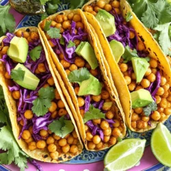 To make crispy chickpea tacos, you need these main ingredients: - 1 can (15 oz) chickpeas, thoroughly drained and rinsed - 1 tablespoon extra-virgin olive oil - 1 teaspoon smoked paprika - 1 teaspoon ground cumin - 1/2 teaspoon garlic powder - 1/2 teaspoon onion powder - Salt and freshly ground black pepper, to taste - 8 small corn tortillas These ingredients work together to create a tasty base for your tacos. The chickpeas provide a hearty texture, while spices add depth and flavor. You can amp up the flavor with these optional ingredients: - 1 cup finely shredded red cabbage - 1 ripe avocado, sliced into thin wedges - 1/2 cup fresh cilantro, roughly chopped - Lime wedges, for serving - Your favorite hot sauce for an extra kick Adding these toppings gives your tacos a fresh crunch and a burst of color. Don’t skip the lime; it brightens the dish! Chickpeas are packed with protein and fiber, making them great for a filling meal. Olive oil adds healthy fats, while spices like cumin and paprika provide antioxidants. Here’s a quick look at the nutritional benefits: - Chickpeas: High in protein and fiber, good for digestion - Olive oil: Contains healthy fats, supports heart health - Spices: Boost metabolism and add flavor without calories These ingredients not only taste good, but they also support a healthy lifestyle. For the full recipe, check out the detailed instructions. Start by preheating your oven to 400°F (200°C). This heat will make the chickpeas crispy. Take a can of chickpeas, drain them well, and rinse under cold water. This step helps remove any extra salt. In a medium bowl, mix the chickpeas with olive oil and spices. Use smoked paprika and cumin for great flavor. Add garlic powder, onion powder, salt, and pepper. Stir well so every chickpea gets coated. Spread the seasoned chickpeas on a baking sheet lined with parchment paper. This makes cleanup easy. Roast in the oven for 25-30 minutes. Stir them halfway through. Keep an eye on them so they don't burn. You want them golden and crunchy. This roasting makes the chickpeas the star of your tacos. Once the chickpeas are ready, it’s time to build your tacos. Warm the corn tortillas in a skillet for about 30 seconds on each side. This makes them soft and tasty. For each tortilla, add a generous spoonful of roasted chickpeas. Top with shredded red cabbage for crunch. Then, add avocado slices for creaminess. Finish with fresh cilantro for color and flavor. Serve with lime wedges and hot sauce if you like it spicy. Enjoy your crispy chickpea tacos! For the full recipe, check out [Full Recipe]. To make your chickpeas crispy, start with dry ones. Drain and rinse them well. Pat them dry using a clean towel. This step is key. The less moisture, the better the crunch. Use high heat when roasting. Set your oven to 400°F (200°C). Roast for 25-30 minutes, stirring halfway through. Keep an eye on them to avoid burning. You want them golden brown and crunchy. For extra flavor, season well with spices before roasting. Smoked paprika and cumin work great. For the best tacos, use small corn tortillas. They hold up well and add flavor. Look for fresh ones at the store. If you can, warm them in a skillet. This makes them soft and pliable. Toast each side for about 30 seconds. This step enhances their taste. If you prefer, you can also use flour tortillas. They are softer and can be more filling. Choose what you like best! Add layers of flavor to your tacos! Shredded red cabbage adds crunch and color. Avocado slices give creaminess. Fresh cilantro brightens up the dish. For a zesty kick, serve lime wedges on the side. You can also drizzle hot sauce for heat. Experiment with other toppings like salsa or diced tomatoes. Consider adding pickled onions for a tangy twist. The more you add, the more fun your tacos become. Check out the Full Recipe for more ideas! {{image_4}} These tacos are already vegan and gluten-free. Chickpeas are plant-based and gluten-free, making them a great choice. You can use corn tortillas, which are naturally gluten-free. Always check labels to ensure they are safe for your diet. You can change up the toppings for fun! Try adding diced tomatoes for freshness. Pickled red onions can give a tangy bite. You might also enjoy a drizzle of tahini or vegan sour cream for creaminess. Don’t forget some crunchy radishes for extra texture! If you love heat, add jalapeños or a spicy salsa. For milder flavors, use a cooling yogurt or avocado cream. You can also swap out the spices in the chickpeas. Use chili powder for a warm kick or keep it simple with just salt and pepper. These variations let you customize your tacos to suit your taste. For a full recipe, check out the main section. If you have leftover chickpeas, store them in an airtight container. Place them in the fridge. They stay fresh for up to four days. You can enjoy them in salads or as a snack. Just remember to keep them dry for the best taste. Assembled tacos can get soggy quickly. It's best to store the filling and tortillas separately. Wrap the tortillas in foil or plastic wrap. Place the chickpea filling in a different container. This way, your tacos will stay crispy. They can last in the fridge for one day. To reheat the chickpeas, spread them on a baking sheet. Bake them at 400°F (200°C) for about 10 minutes. This will help them regain their crispiness. For tortillas, heat them in a dry skillet for about 30 seconds on each side. This will bring back their soft texture. Enjoy your crispy chickpea tacos fresh! For the full recipe, check out the [Full Recipe]. You can use black beans or lentils. Both options give a nice texture. They also have great flavors. If you want a nutty taste, try using roasted sunflower seeds. Yes, you can prepare the chickpeas in advance. Store them in an airtight container. They will stay fresh for about three days. Just reheat before serving. You can also prep the toppings, but keep them separate. This keeps everything fresh and crunchy. To make chickpeas crispy, start with dry ones. Drain and rinse them well. Pat them dry with a towel to remove moisture. This helps them get crispy. Toss them with oil and spices for flavor. Spread them in a single layer on a baking sheet. Roast at 400°F (200°C) for 25-30 minutes. Stir halfway through to cook evenly. Yes, canned chickpeas work great. Just make sure to drain and rinse them. This will remove excess sodium and improve flavor. I love using shredded cabbage for crunch. Avocado adds creaminess, while cilantro gives freshness. You can also add salsa or hot sauce for extra flavor. To add spice, use jalapeños or a hot sauce. You can sprinkle red pepper flakes on top, too. Adjust the spice to fit your taste. Yes! Chickpeas are high in protein and fiber. The tacos are also packed with veggies. This makes them a healthy choice for any meal. You can freeze cooked chickpeas. Place them in a freezer-safe bag. They will last for about three months. Thaw them in the fridge before using. Serve them warm with lime wedges. This adds a zesty kick. You can also pair them with a fresh salad or rice for a full meal. You can find the full recipe for crispy chickpea tacos above. It gives you all the details to make this dish at home. Crispy chickpea tacos are fun and easy to make. We covered key ingredients, like chickpeas, for a tasty meal. I shared steps to prepare, roast, and assemble your tacos. You learned tips for crispiness and best tortillas. We also explored various topping options and how to store leftovers. In closing, these tacos offer flavor and nutrition. Enjoy experimenting with your recipes and find your favorites!