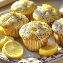 To make delicious lemon poppy seed muffins, gather the following ingredients: - 1 ½ cups all-purpose flour - ½ cup granulated sugar - 2 teaspoons poppy seeds - 1 tablespoon baking powder - ½ teaspoon baking soda - ¼ teaspoon salt - 1 large egg - ½ cup buttermilk (or regular milk with a splash of lemon juice) - ¼ cup vegetable oil - Zest from 1 large lemon - 2 tablespoons fresh lemon juice - Optional: ¼ cup powdered sugar for a sweet glaze (mixed with lemon juice to taste) Measuring ingredients correctly is key to great muffins. Here are some tips: - Flour: Spoon flour into your measuring cup and level it off with a knife. Avoid packing it down. - Sugar: Granulated sugar can be scooped directly, but level it off for accuracy. - Liquid: Use a liquid measuring cup for buttermilk. Pour until it reaches the right line. - Zest: Use a microplane for fine zest. This adds flavor without large chunks. If you lack some ingredients, here are smart swaps: - Buttermilk: Mix regular milk with 1 teaspoon of lemon juice. Let it sit for five minutes. - Vegetable oil: You can use melted coconut oil or melted butter as a substitute. - Lemon juice: If fresh lemons aren’t available, bottled lemon juice works too. - Gluten-free: Use a gluten-free all-purpose flour blend for a gluten-free option. With the right ingredients and tips, your lemon poppy seed muffins will shine. Want to see the full recipe? Check the Full Recipe above! To make lemon poppy seed muffins, follow these steps closely. First, preheat your oven to 375°F (190°C). This helps the muffins rise well. Prepare a muffin tin by lining it with paper liners or spraying it with cooking spray. Next, mix the dry ingredients. In a large bowl, whisk together 1 ½ cups all-purpose flour, ½ cup granulated sugar, 2 teaspoons poppy seeds, 1 tablespoon baking powder, ½ teaspoon baking soda, and ¼ teaspoon salt. Make sure they blend well. In a separate bowl, combine the wet ingredients. Crack 1 large egg and whisk it with ½ cup buttermilk, ¼ cup vegetable oil, the zest from 1 large lemon, and 2 tablespoons fresh lemon juice. Mix until smooth. Now, merge the mixtures. Gently pour the wet mix into the dry mix. With a spatula, fold them together until just combined. It’s okay to have small lumps; do not overmix. Next, fill the muffin tins. Use a spoon or ice cream scoop to divide the batter. Fill each cup about two-thirds full for the best rise. Now, it’s time to bake. Place the muffin tin in the oven and bake for 18-20 minutes. To check if they’re done, insert a toothpick into a muffin. If it comes out clean, they are ready. After baking, cool the muffins. Remove the tin from the oven and let the muffins cool for about 5 minutes. Then, transfer them to a wire rack to cool completely. Baking at 375°F (190°C) is key for these muffins. This temperature allows them to rise nicely and cook evenly. Keep an eye on them around the 18-minute mark. If you notice they are browning too fast, you can lower the heat slightly. Avoid overmixing the batter. This can make your muffins tough instead of light and fluffy. Also, don’t skip the cooling step. Muffins need to cool to set properly. Lastly, always check if they are done with a toothpick; underbaked muffins can be gummy inside. For the best results, follow these steps closely based on the Full Recipe. To make moist muffins, use fresh ingredients. Old baking powder or stale flour can ruin your bake. Buttermilk adds moisture and tang. If you don't have buttermilk, mix regular milk with lemon juice. This simple trick works well. Avoid overmixing your batter. A few lumps are fine. Overmixing makes muffins tough. Let the batter rest for a few minutes before filling the muffin tins. This helps them rise better. Mix dry and wet ingredients separately. This ensures even distribution. In a large bowl, whisk the dry ingredients first. Then, in another bowl, combine the wet items. Pour the wet mix into the dry mix gently. Use a spatula to fold the batter. Fold until just combined. Remember, less is more here. The goal is to keep the muffins light and fluffy. If your muffins are flat, check your leavening agents. Old baking powder or soda can cause this problem. If they are too dense, it’s likely due to overmixing. Also, ensure your oven is at the right temperature. An oven thermometer can help with accuracy. If they stick to the tin, let them cool longer. Using liners or greasing the tin helps. Follow the full recipe for best results. {{image_4}} You can easily switch up the flavors in lemon poppy seed muffins. Adding blueberries brings a sweet burst to each bite. Just fold in one cup of fresh or frozen blueberries after mixing the wet and dry ingredients. If you love chocolate, try adding chocolate chips. Use about ½ cup of semi-sweet chocolate chips for a rich taste. These simple changes make the muffins even more delightful. While a lemon glaze adds a nice touch, you can try other options. A cream cheese glaze gives a rich flavor. Mix 4 ounces of softened cream cheese with 1 cup of powdered sugar and a splash of vanilla extract. For a fruit twist, drizzle a raspberry glaze. Blend fresh raspberries with powdered sugar and a bit of lemon juice to create a sweet tart topping. These glazes enhance both flavor and look. If you want vegan muffins, swap the egg for a flax egg. Mix 1 tablespoon of ground flaxseed with 2.5 tablespoons of water. Let it sit for 5 minutes to thicken. For a gluten-free version, replace all-purpose flour with a gluten-free flour blend. Make sure it has a binding agent, like xanthan gum. You can enjoy delicious muffins while meeting dietary needs. Check out the Full Recipe for more ideas! To keep your lemon poppy seed muffins fresh, store them in an airtight container. This helps prevent them from drying out or getting stale. If you want to keep them at room temperature, place the muffins in a container lined with a paper towel. This will absorb extra moisture. For longer storage, refrigerate them in a sealed bag. When stored properly, lemon poppy seed muffins last about 3 to 5 days at room temperature. If kept in the fridge, they can last up to a week. Always check for signs of spoilage, like mold or an off smell. If you notice any, it’s best to toss them. Freezing is a great way to enjoy muffins later. To freeze lemon poppy seed muffins, first let them cool completely. Wrap each muffin tightly in plastic wrap. Then, place them in a freezer-safe bag. Label the bag with the date. Muffins can stay fresh in the freezer for up to 3 months. When you’re ready to eat, just thaw them at room temperature or warm them in the oven. Enjoy the fresh taste any time! For more details on making these tasty treats, check the Full Recipe. Yes, you can use regular milk. To mimic buttermilk, mix one cup of milk with a splash of lemon juice or vinegar. Let it sit for about 5 minutes. This will create a tangy flavor similar to buttermilk. It helps make your muffins fluffy and moist. I often use this trick when I run out of buttermilk. It works perfectly every time! To make these muffins gluten-free, swap the all-purpose flour with a gluten-free flour blend. Look for a blend that includes xanthan gum, as this helps with texture. You can also use almond flour or coconut flour. Just remember to adjust the liquid since these flours absorb more moisture. I suggest testing small batches first to find the perfect mix! Lemon poppy seed muffins pair well with various items. Serve them with a cup of tea or coffee for a cozy treat. They also go great with yogurt or fresh fruit for a light breakfast. If you want a sweet touch, try them with honey or a fruit jam. I love using raspberry jam for a burst of flavor! In this post, I covered all you need for making lemon poppy seed muffins. We discussed the key ingredients and helpful measuring tips. I also shared step-by-step baking instructions, common mistakes, and how to keep your muffins moist. You learned about flavor variations and storage tips, too. Baking can be fun and rewarding. With these tips, you can create tasty treats. Enjoy the process and make muffins that everyone loves!