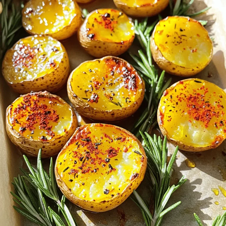 To make honey mustard roasted potatoes, you will need: - 2 pounds baby potatoes, halved - 1/4 cup honey - 3 tablespoons Dijon mustard - 3 tablespoons olive oil These ingredients are key to creating a sweet and tangy flavor that pairs well with the crispy potatoes. Baby potatoes are perfect because they cook evenly and have a delicious, tender texture. To make your dish even better, consider adding: - 2 cloves garlic, minced - 1 teaspoon paprika - Fresh rosemary or thyme sprigs for garnish Garlic adds depth, while paprika brings a hint of smokiness. Fresh herbs elevate the dish's look and taste. Having the right tools makes cooking easier. Here’s what you need: - Mixing bowl - Whisk - Baking sheet Using a mixing bowl helps combine the flavors well. A whisk ensures your honey mustard mixture is smooth. A baking sheet provides a good surface for roasting the potatoes. For the full recipe and detailed instructions, check out the [Full Recipe]. - Preheating the oven: Start by setting your oven to 425°F (220°C). This hot temperature helps the potatoes crisp up nicely. - Preparing the honey mustard mixture: In a large bowl, mix together 1/4 cup honey, 3 tablespoons Dijon mustard, and 3 tablespoons olive oil. Add 2 minced cloves of garlic, 1 teaspoon paprika, and a sprinkle of salt and pepper. Whisk until it's smooth. - Tossing potatoes in the sauce: Take 2 pounds of halved baby potatoes and put them into the bowl with the sauce. - Ensuring even coverage: Gently toss the potatoes until each piece is well-coated. This step adds flavor to every bite. - Spreading potatoes on a baking sheet: Line a baking sheet with parchment paper. Spread the coated potatoes in a single layer. This helps them roast evenly, not steam. - Cooking time and flipping tips: Roast the potatoes for about 25 to 30 minutes. Halfway through, flip them with a spatula. This helps them brown on all sides. For the full cooking experience, check out the Full Recipe. To get those potatoes nice and crispy, choose small baby potatoes. They roast evenly and brown well. Cut them in half to increase the surface area. This helps them get that golden crunch we all love. Balancing flavors is key. The honey adds sweetness while the Dijon mustard gives a nice tang. Olive oil helps the potatoes crisp up. Don't forget the salt and pepper! They bring all the flavors together. When serving, presentation matters. Use a colorful bowl or a nice platter. Drizzle any leftover honey mustard sauce on top for a pop of flavor. Pair your roasted potatoes with grilled chicken or fish. They also go well with a fresh salad. This creates a balanced meal that's sure to impress. One big mistake is overcrowding the baking sheet. If the potatoes are too close, they steam instead of roast. This means less crispiness. Spread them out in a single layer for the best results. Another mistake is not preheating the oven. A hot oven ensures the potatoes cook evenly and quickly. This helps them get that perfect, golden brown color. Follow the steps in the [Full Recipe] for the best results. {{image_4}} You can make this dish even healthier. First, try using sweet potatoes instead of baby potatoes. Sweet potatoes add a nice flavor and are loaded with nutrients. They bring a sweet taste that pairs well with the honey mustard. Another option is to reduce the honey. This lowers the sugar content. You can still enjoy the sweet taste by using less honey. Try cutting it to two tablespoons, or use a sugar substitute if you prefer. Feel free to experiment with different mustards. You could use whole grain mustard for a richer texture. Or try spicy brown mustard for an extra kick. Each type of mustard adds its own unique flavor. Adding spices can also boost the taste. A pinch of cayenne pepper adds heat, while black pepper gives a nice bite. Mix and match to find your perfect flavor profile. Roasting the potatoes with other vegetables can create a colorful dish. Carrots, bell peppers, or Brussels sprouts work well. They cook at similar times and absorb the honey mustard flavor too. Incorporating cheese can elevate this dish further. Try adding crumbled feta or shredded cheddar before roasting. The cheese melts beautifully and adds creaminess. You can find the full recipe to see how to combine these ideas effectively. After enjoying your honey mustard roasted potatoes, let them cool. Place them in an airtight container. Using a container with a tight seal helps keep moisture out. Glass or plastic containers work well. Avoid using metal containers, as they can affect flavor. Properly stored, your leftovers last about 3 to 5 days in the fridge. Check for signs of spoilage before eating. If the potatoes smell off or have mold, throw them away. It's best to use them within this time frame for the best taste and safety. You can reheat your potatoes in the oven or microwave. The oven gives you that crispy texture. Set it to 375°F (190°C) and heat for about 10-15 minutes. Flip the potatoes halfway through. For the microwave, heat in short bursts. This method can make them soft, so use it as a last resort. To keep them crispy, avoid covering them while reheating. To make honey mustard sauce, mix honey and Dijon mustard in a bowl. Use a ratio of 1 part honey to 3 parts mustard for a sweet and tangy flavor. Add olive oil for creaminess and garlic for extra taste. You can adjust the amounts based on your preference. This sauce is perfect for coating the potatoes in the recipe. Yes, you can use other potatoes! Red potatoes or Yukon Golds work well. Each type provides a unique flavor and texture. Just ensure they are cut into similar sizes for even cooking. This way, all the potatoes roast nicely and become crispy. These potatoes pair well with grilled meats, fish, or salads. Try them alongside roasted chicken or pork chops. They also go great with a fresh green salad. The honey mustard flavor adds a nice touch to any meal. This recipe is naturally gluten-free! All the ingredients used, like honey, mustard, and potatoes, are safe. Just ensure that the Dijon mustard you choose does not contain any gluten. Check the label to be sure. Yes, you can prepare the potatoes ahead of time! Cut and coat them with the sauce, then store them in the fridge. You can do this for up to 24 hours before roasting. This makes it easy to have a flavorful side dish ready to go. Just pop them in the oven when you're ready! Honey mustard roasted potatoes are simple and tasty. We covered essential ingredients, like baby potatoes, honey, and Dijon mustard. I shared step-by-step instructions to ensure a perfect roast. Tips and variations help you customize the dish. Plus, I included storage info to keep your leftovers fresh and delicious. With these insights, you can confidently enjoy a great side dish that everyone will love. Happy cooking!