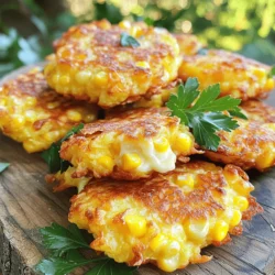 To make cheesy corn fritters, you will need these key ingredients: - 1 cup fresh or frozen corn kernels - 1 cup all-purpose flour - ½ cup shredded cheese (cheddar or mozzarella recommended) - 1 large egg - ½ cup milk - 1 teaspoon baking powder - ½ teaspoon garlic powder - ½ teaspoon onion powder - Salt and pepper to taste - Oil for frying These ingredients work together to create a tasty and crispy snack. The corn adds sweetness, while the flour gives structure. The egg and milk bind everything, making each bite soft and chewy. You can enhance your fritters with some optional ingredients: - 2 tablespoons chopped fresh parsley (for garnish) - Chopped jalapeños (for heat) - Diced bell peppers (for color) - Cornmeal (for a crunchier texture) These extras can bring more flavor and fun to your fritters. Adding herbs or veggies can also boost the nutrition. Choosing the right cheese is key for a great taste. Here are some top picks: - Cheddar: Strong flavor and melts well. - Mozzarella: Creamy and stretchy texture. - Pepper Jack: Adds a spicy kick. Using a blend of these cheeses can create a rich and tasty fritter. Mix and match to find your favorite cheesy combo! For the full recipe, check out the details above. To make the batter, you start with a large bowl. First, add 1 cup of all-purpose flour, 1 teaspoon of baking powder, ½ teaspoon garlic powder, ½ teaspoon onion powder, and salt and pepper to taste. Mix these dry ingredients well. In another bowl, crack 1 large egg and whisk it with ½ cup of milk until smooth. Next, fold in 1 cup of corn kernels and ½ cup of shredded cheese. Mix them gently to keep the cheese and corn evenly spread. Then, combine the wet and dry mixtures. Stir until just mixed; some lumps are okay. You want a nice light texture for the fritters. When frying, use a pan with about ½ inch of oil. Heat it over medium heat. It should be hot enough to sizzle when you drop in some batter. To test the oil, add a small bit of the batter. If it sizzles, you’re good to go. Drop spoonfuls of batter into the hot oil, but don’t overcrowd the pan. Cook each fritter for about 3-4 minutes until golden brown. Flip and cook for another 3-4 minutes. Once done, place them on paper towels to drain excess oil. Serve the fritters warm and crispy. For a fun touch, garnish with fresh parsley. You can also add a side of dipping sauce, like spicy aioli or tangy salsa. These fritters are great as a snack or appetizer. Enjoy them fresh for the best taste! For the full recipe, check out the details mentioned earlier. To get the best texture in your cheesy corn fritters, focus on mixing. When you combine the wet and dry ingredients, stir gently. This keeps the fritters light and fluffy. Overmixing will make them dense. Aim for a lumpy batter; it’s a sign of a good fritter. One big mistake is not heating the oil enough. If the oil isn't hot, the fritters will absorb too much oil. They will end up soggy instead of crispy. Another mistake is overcrowding the pan. Fry a few fritters at a time to allow them space to cook evenly. When frying, use a good quality oil with a high smoke point. Canola or vegetable oil works well. Check the oil temperature by dropping in a tiny bit of batter. If it sizzles, you’re good to go! Keep an eye on the fritters as they cook. Flip them when they turn golden brown, about 3-4 minutes on each side. Drain the cooked fritters on paper towels to remove excess oil. For the full recipe, check out the detailed instructions above. {{image_4}} You can spice up your cheesy corn fritters by adding herbs or spices. Try a pinch of smoked paprika for a smoky taste. You can also add cayenne pepper for some heat. Fresh herbs like cilantro or basil bring a bright flavor. Mix in these ingredients directly with the dry ones. Experimenting can make each batch unique and fun! Adding vegetables boosts the nutrition of your fritters. Diced bell peppers or chopped spinach work well. Grated zucchini can add moisture without changing the taste much. Just remember to squeeze out extra water from veggies like zucchini. This keeps the fritters crispy. Blend these veggies into the batter before frying. You can make the fritters gluten-free by using almond flour or a gluten-free blend. For a dairy-free version, replace cheese with a plant-based option. Nutritional yeast can add a cheesy flavor without dairy. Use a flax egg instead of a regular egg to bind the mixture. These swaps ensure everyone can enjoy your tasty fritters. If you're interested in a detailed recipe, check out the Full Recipe. To keep your cheesy corn fritters fresh, let them cool first. Place them in an airtight container. Store the container in the fridge. They stay good for about three days. If you want to keep them longer, freezing is a great option. To freeze the fritters, let them cool fully. Then, arrange them in a single layer on a baking sheet. This step helps prevent them from sticking together. Once frozen, transfer the fritters to a freezer bag. Remove as much air as possible before sealing. They can last up to three months in the freezer. Reheating is simple. You can use the oven or a skillet. For the oven, preheat it to 350°F (175°C). Place the fritters on a baking sheet and heat for about 10 minutes. For a skillet, add a little oil and heat on medium. Cook each side for around 2-3 minutes until crispy. This way, they stay tasty and crunchy, just like when they were fresh. You can find the full recipe for these fritters to whip up another batch anytime! You can serve Cheesy Corn Fritters with a variety of dips. I love pairing them with spicy aioli or tangy salsa. A simple yogurt sauce also works well. Fresh herbs like cilantro or parsley make a nice touch too. These fritters shine as an appetizer or a snack. You can even add a salad for a fun meal. Yes, you can prepare the batter ahead of time. Just mix everything and cover it well. Store it in the fridge for up to 24 hours. When you are ready to fry, just stir it again. You can also cook the fritters ahead and store them. Let them cool completely, then keep them in an airtight container in the fridge. Reheat them in the oven for crispiness. Check the color of your fritters. They should be a deep golden brown on both sides. You can also insert a toothpick into the center. If it comes out clean, the fritters are done. Cooking them for about 3-4 minutes on each side usually works well. Keep an eye on them to avoid burning. Make sure they are crispy on the outside and soft inside for the best taste. Cheesy corn fritters are easy and fun to make. We covered key ingredients, tips for frying, and different variations. Remember to pick the right cheese for the best flavor. Avoid common mistakes to get the perfect texture. Store extras well for later enjoyment. These fritters can be a hit at any meal or snack time. With these tips, you can create delicious bites every time. Enjoy your cooking journey with cheesy corn fritters!