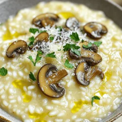 - 1 cup Arborio rice - 4 cups low-sodium vegetable broth - 1 cup sliced mushrooms (cremini or shiitake recommended) - 1 medium onion, finely chopped - 2 cloves garlic, minced - ½ cup heavy cream - ½ cup grated Parmesan cheese - 2 tablespoons olive oil - 2 tablespoons unsalted butter - Salt and freshly cracked pepper, to taste - Fresh parsley, finely chopped (for garnish) The ingredients in this creamy mushroom risotto are simple yet powerful. Arborio rice shines in this recipe. This rice absorbs flavors well and creates a creamy texture. Low-sodium vegetable broth keeps the dish rich without being too salty. Mushrooms add an earthy taste. I love using cremini or shiitake for their depth of flavor. Onions and garlic form the aromatic base. They cook down into a sweet and fragrant mixture. Heavy cream and Parmesan cheese finish the dish. They bring richness and a smooth texture. Olive oil and unsalted butter work together to sauté the base and enhance flavor. Season with salt and pepper to suit your taste. Fresh parsley adds a pop of color and a hint of freshness on top. This combination makes each bite a delight! Check out the Full Recipe for more details. To start, you need to keep your vegetable broth warm. Place it in a medium saucepan and heat it on low. This step helps the risotto cook evenly. A warm broth absorbs better into the rice. Using low-sodium broth is key. This choice lets you control the saltiness of your dish. You can add salt to your taste later. This way, your risotto won't end up too salty or bland. Next, let’s sauté the base. Heat olive oil and one tablespoon of butter in a large skillet. Once the butter melts, add finely chopped onion. Cook it for 3-4 minutes. You want it to become soft and sweet-smelling. Now, add minced garlic and sliced mushrooms to the pan. Cook them for about 5-6 minutes. Stir occasionally until the mushrooms become tender. This step releases their moisture, creating a tasty base for your risotto. Now for the fun part: cooking the risotto! Add Arborio rice to the skillet. Stir it well to coat the grains in the flavorful mixture. Toast the rice for 1-2 minutes. This enhances its nutty flavor. Gradually add the warm vegetable broth, one cup at a time. Stir constantly and wait until the rice absorbs each cup before adding more. This process takes about 20-25 minutes. It helps the rice release starches, making the dish creamy. Once the rice is al dente and creamy, remove the skillet from heat. Stir in half a cup of heavy cream and the last tablespoon of butter. This step creates a rich texture. Next, fold in grated Parmesan cheese. Season with salt and freshly cracked pepper to your taste. Allow the risotto to sit for a couple of minutes. This helps it thicken before serving. For a complete experience, check out the Full Recipe. To get that creamy texture, add broth slowly. Start with one cup, stir, and let it soak in. This method allows the rice to release starches. Each addition helps build a rich, velvety risotto. When it’s done, serve it warm in shallow bowls. Top with parsley and extra cheese for a nice finish. You can adjust the taste based on what you like. Add salt and pepper to suit your palate. Fresh herbs like thyme or rosemary can add depth too. For a twist, try a pinch of nutmeg or a sprinkle of lemon zest. These touches brighten the dish and enhance its flavor. Be careful not to overcook the rice. It should be tender but still have a slight bite, known as al dente. Also, always use warm broth. Cold broth slows down cooking and can ruin the creamy texture. Keep it gentle and warm for the best risotto. For the full recipe, check out the detailed steps above. {{image_4}} If you want a vegan version, swap the heavy cream and cheese. Use cashew cream or coconut milk instead. Nutritional yeast gives a cheesy flavor without dairy. For gluten-free risotto, use certified gluten-free vegetable broth. Arborio rice is naturally gluten-free, so you can enjoy this dish without worry. You can add peas or spinach for extra color and nutrients. Both add a fresh taste that complements the mushrooms. Try different mushroom types too! Shiitake, oyster, or portobello mushrooms bring unique flavors to your risotto. Each variety can change the dish’s taste and texture. Risotto pairs well with proteins like chicken or shrimp. Grilled chicken breast adds nice protein and flavor. Shrimp cooked in garlic butter makes the dish feel special. You can also use risotto as a base for a main dish. Top it with grilled vegetables or a light salad for a complete meal. For the full recipe, check out the details above. To store your risotto, let it cool first. Place it in an airtight container. This keeps it fresh and tasty. You can store it in the fridge for up to three days. After that, it may lose its flavor and texture. When you reheat risotto, you want to avoid drying it out. The best way is to use a pan on low heat. Stir often. You can add a splash of broth. This brings back the creaminess. If you prefer, you can also use a microwave. Just add a bit of broth and cover the dish. Heat in short bursts, stirring in between. This keeps the risotto moist and delicious. For the full recipe, check out the complete guide. Risotto rice, like Arborio, is short-grain rice. It has a high starch content. This starch gives risotto its creamy texture. Regular rice, like long-grain or jasmine, does not have as much starch. Arborio rice absorbs more liquid too. This helps create that rich, creamy dish you love. Yes, you can prepare risotto in advance! Cook it until just al dente. Let it cool and store it in the fridge. To reheat, add a splash of broth. Stir over low heat until warm. Avoid cooking it too long; you want to keep that creamy texture. To make your risotto creamier, stir in heavy cream at the end. This adds richness. You can also add more cheese, like Parmesan. For extra texture, add cooked mushrooms or peas. Stir while adding broth slowly. This releases more starch from the rice. Mushroom risotto comes from Northern Italy. It pairs well with local mushrooms found in the region. This dish highlights the use of fresh ingredients. It reflects Italian cooking's focus on seasonal flavors. Over time, it has become a favorite worldwide. Enjoying it connects you to its rich history. Mushroom risotto is a delightful dish that combines simple ingredients for rich flavor. You start with Arborio rice, sauté fresh vegetables, and finish with creamy goodness. Gradual broth addition is key for perfect texture. Remember to adjust seasonings to your taste. Variations like vegan or gluten-free options can suit any diet. Whether serving or storing, these tips keep your risotto tasty. Enjoy making this classic dish; it’s rewarding and fun!