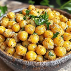 To make ranch roasted chickpeas, you need just a few key items. Here’s the list: - 1 can (15 oz) chickpeas, thoroughly drained and rinsed - 2 tablespoons extra virgin olive oil - 2 teaspoons ranch seasoning mix (store-bought or homemade) - 1 teaspoon garlic powder - ½ teaspoon onion powder - ½ teaspoon smoked paprika - ¼ teaspoon salt (adjust to preferred taste) - ¼ teaspoon freshly ground black pepper - Fresh parsley, finely chopped (for garnish) These ingredients combine to create a tasty, crunchy snack. The chickpeas provide protein and fiber, while the ranch seasoning brings bold flavor. You can switch things up with some optional ingredients. Here are a few ideas: - A pinch of cayenne pepper for heat - Nutritional yeast for a cheesy taste - Lemon zest for a fresh, bright flavor - Other herbs like dill or chives for variety Feel free to experiment with these options. Each adds a unique twist to the classic ranch flavor. Ranch roasted chickpeas are not only delicious but also nutritious. Each serving has: - Approximately 120 calories - 5g of protein - 5g of fat - 18g of carbohydrates - 6g of fiber This snack is a better choice than chips or cookies. It keeps you full and satisfied without the guilt. For the full recipe, check out the steps to make these tasty chickpeas. Start by preheating your oven to 400°F (200°C). This heat helps the chickpeas get crispy. Drain and rinse one can of chickpeas. After rinsing, spread them on a clean kitchen towel. Pat them dry to remove extra water. This step is key for crispiness. If they are wet, they won’t get crunchy. Next, grab a medium-sized bowl. Add the dry chickpeas to the bowl. Pour in two tablespoons of extra virgin olive oil. Then, add two teaspoons of ranch seasoning mix. You can use store-bought or make your own. Follow this with one teaspoon of garlic powder, half a teaspoon of onion powder, and half a teaspoon of smoked paprika. Finally, add a quarter teaspoon of salt and black pepper. Toss everything well so each chickpea gets coated in the flavorful mix. Now, line a baking sheet with parchment paper. This makes cleanup easy and prevents sticking. Spread the seasoned chickpeas in a single layer. Make sure they have space between them; this helps them roast evenly. Place the baking sheet in your preheated oven. Roast the chickpeas for 25-30 minutes. Stir them halfway through to ensure they brown nicely. When they turn golden brown, they are ready. Once done, take them out and let them cool for a few minutes. This cooling time makes them even crunchier. Before serving, sprinkle some fresh parsley on top for a nice touch. Enjoy your ranch roasted chickpeas as a tasty snack! For the full recipe, check out the details above. To get the best crunch from your ranch roasted chickpeas, start with dry chickpeas. After rinsing, use a towel to pat them completely dry. Any moisture will make them soft instead of crunchy. Spread them out on the baking sheet in a single layer. This allows hot air to circulate and crisp them up evenly. Stir them halfway through roasting. This helps them brown on all sides. Seasoning is key to tasty chickpeas. Use two teaspoons of ranch seasoning for a great flavor. You can adjust this based on your taste. If you want more heat, try adding some cayenne pepper. For a milder taste, cut back on the seasoning. Remember to taste your mix before roasting. You can always add more seasoning later, but you can't take it away! If you have leftover chickpeas, store them in an airtight container. They can stay fresh for about three days at room temperature. For longer storage, keep them in the fridge. If they lose some crispiness, you can re-crisp them in the oven. Just pop them back in at 400°F (200°C) for about 5-10 minutes. This will bring back their crunch. For the full recipe, check out the detailed instructions above. {{image_4}} To make your ranch roasted chickpeas spicy, add cayenne pepper or chili powder. Use about ½ teaspoon for a nice kick. You can mix it in with the other seasonings. If you want more heat, feel free to add more. This spicy twist keeps your taste buds excited. Herbs can add great flavor to your chickpeas. Try adding dried herbs like thyme, dill, or oregano. About 1 teaspoon of your chosen herb works well. Mix them in with the ranch seasoning. This gives a fresh taste and a lovely aroma. You can also use fresh herbs after roasting for a pop of color. Switching up your seasonings can lead to exciting new flavors. Consider using taco seasoning for a zesty taste or curry powder for something unique. About 2 teaspoons of either works well. Mix these alternatives with your chickpeas for a fun twist. The options are endless, so feel free to get creative! For more details on the base recipe, check out the Full Recipe. To keep your ranch roasted chickpeas tasty, store them in an airtight container. They stay fresh for about three days at room temperature. If you notice them getting soft, they need to be eaten quickly. The crunch is what makes them fun to snack on. If you want to enjoy your roasted chickpeas again, reheating is easy. Preheat your oven to 350°F (175°C). Spread the chickpeas on a baking sheet in a single layer. Heat them for about 10 minutes. This method helps bring back that crunchy texture. Avoid the microwave, as it can make them soggy. You can freeze ranch roasted chickpeas, but they may lose some crispiness. To freeze, place them in a freezer-safe bag. Remove as much air as possible. They can last up to three months. When you are ready to eat them, thaw them in the fridge overnight and reheat in the oven for the best results. Check out the Full Recipe for more tips! Yes, you can use dried chickpeas. First, soak them overnight in water. This helps them cook well. After soaking, boil them until tender. This may take about 1 to 2 hours. Then, drain and rinse them. Follow the same steps in the recipe. Just remember that the texture may differ slightly. Ranch roasted chickpeas last about 3 to 5 days when stored properly. Keep them in an airtight container. This helps maintain their crunch. If they lose their crispiness, you can re-roast them for a few minutes. This will bring back the fun texture. Ranch roasted chickpeas work great in many dishes. You can add them to salads for extra crunch. They also make a tasty topping for soups. Try them as a snack on their own or with dip. They are fun to eat while watching your favorite show. For a full recipe, check out the details above. Ranch roasted chickpeas are easy and fun to make. We explored the main ingredients, prep steps, and tips for perfect texture. Plus, I shared tasty variations and storage tips to keep them fresh. Remember, these snacks are not just healthy but also packed with flavor! Use these insights to create your own version and enjoy a tasty treat at home. Happy cooking!