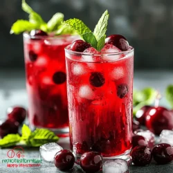 To make Cherry Berry Iced Tea, you need these simple ingredients: - 2 cups water - 2 tablespoons dried hibiscus flowers - 1 cup fresh or frozen cherries, pitted - 1 cup mixed berries (like strawberries, blueberries, and raspberries) - 1/4 cup honey or agave syrup (adjust for sweetness) - 1 tablespoon fresh lemon juice - Ice cubes - Fresh mint leaves for garnish When choosing your ingredients, opt for fresh and ripe fruits. Look for cherries that shine and feel firm. For mixed berries, select ones that smell sweet and look bright. Dried hibiscus should be deep red and fragrant. Honey or agave syrup should be pure, with no added ingredients. This helps ensure your iced tea tastes great! If you can't find dried hibiscus, you can use green tea or rooibos tea instead. Instead of honey or agave syrup, try maple syrup or stevia for sweetness. For the mixed berries, you can use any berry you like, such as blackberries or raspberries. Feel free to experiment with your favorite flavors to make this drink your own! To make Cherry Berry Iced Tea, follow these easy steps: 1. Boil Water: Start by bringing 2 cups of water to a boil in a medium saucepan. This step is crucial for the flavor. 2. Steep Hibiscus: After boiling, remove the saucepan from heat. Add 2 tablespoons of dried hibiscus flowers. Let the flowers steep for about 10 minutes. This helps create a rich color and taste. 3. Strain Tea: Use a fine mesh sieve to strain the tea into a large pitcher. Discard the hibiscus flowers. Now you have a beautiful, smooth tea base. 4. Add Berries: Add 1 cup of pitted cherries and 1 cup of mixed berries (like strawberries, blueberries, and raspberries) to the pitcher. If you want a stronger berry taste, gently mash the berries with a fork. 5. Sweeten: While the tea is warm, stir in 1/4 cup of honey or agave syrup. Mix well until it dissolves. This adds the perfect sweetness. 6. Lemon Juice: Next, add 1 tablespoon of fresh lemon juice. This brightens the drink. Stir the mixture to combine all the flavors. 7. Cool Down: Let the tea cool to room temperature. Then, put it in the refrigerator for at least 2 hours. This chilling time is key for serving it cold. 8. Serve: Fill tall glasses with ice cubes. Pour the chilled Cherry Berry Iced Tea over the ice. Add a sprig of fresh mint for a lovely garnish. Adding visuals or videos can enhance your cooking experience. As you go through each step, consider taking photos or videos. This creates a fun memory and helps track your progress. You can share these images with friends or on social media. - Not boiling the water enough: Make sure the water is at a rolling boil for the best flavor. - Skipping the steeping time: Steeping hibiscus flowers for too little time can lead to a weak tea. - Not straining properly: Always strain the tea to remove the hibiscus flowers for a smooth drink. - Over-sweetening: Start with less sweetener. You can always add more if needed. - Not chilling long enough: Allow at least 2 hours in the fridge for a refreshing iced tea. By following these steps and tips, you can make a delicious Cherry Berry Iced Tea. Enjoy this refreshing drink on a hot day! For the complete recipe, refer to the [Full Recipe]. To get the best flavor from your Cherry Berry Iced Tea, use fresh, ripe fruit. Fresh cherries and berries make a big difference. If you use frozen fruit, thaw them first for a better taste. You can also try adding a splash of fruit juice for extra flavor. Experiment with different types of berries to find your favorite mix. Serve your Cherry Berry Iced Tea in tall, clear glasses. This shows off the beautiful colors. Add ice cubes to keep it cool and refreshing. A sprig of fresh mint on top adds a nice touch. You can also add a slice of lemon for a bright look. For a fun twist, serve it with snacks like fruit skewers or light pastries. Sweetening your Cherry Berry Iced Tea is simple. Honey or agave syrup works well. Start with a little, then taste and add more if needed. Stir the sweetener in while the tea is warm to help it dissolve. If you prefer a less sweet drink, try using less sweetener or adding more berries for natural sweetness. For the full recipe, check out the Cherry Berry Iced Tea section above. {{image_4}} You can make Cherry Berry Iced Tea even more fun. Try adding other fruits. Peaches and raspberries fit nicely. You can also use mango or pineapple for a tropical twist. Mix in some citrus fruits like oranges or limes for extra zing. Just remember to adjust the sweetener if your fruits are sweeter than cherries and berries. Herbs can add a unique taste to your iced tea. Mint is a great choice. It gives a fresh flavor and a nice smell. Basil also works well for a savory note. You can add chamomile flowers for a sweet, calming flavor. If you want floral notes, consider using dried rose petals or lavender. Just go easy; a little goes a long way. Honey is not the only sweetener you can use. Maple syrup is a great option for a different flavor. If you want a sugar-free choice, try stevia or agave syrup. You can also use simple syrup if you prefer a smooth mix. Adjust the amount based on how sweet you like it. For less sweetness, cut back on the sweetener. You can always add more later! Feel free to explore these variations to find your perfect Cherry Berry Iced Tea mix! For the complete recipe, check out the full recipe section. To keep your Cherry Berry Iced Tea fresh, pour it into a clean pitcher. Seal the pitcher with a lid or use plastic wrap. This prevents strong smells from getting in. Store it in the refrigerator. Make sure to drink it within a few days for the best taste. Homemade Cherry Berry Iced Tea lasts about 3 to 5 days in the fridge. After a few days, flavors may fade. If you see any signs of spoilage, like odd smells or changes in color, don't drink it. Always trust your senses. Freezing Cherry Berry Iced Tea is a great option for later use. Pour the tea into ice cube trays. Once frozen, pop out the cubes and store them in a freezer bag. This way, you can add a burst of flavor to your drinks later. Just remember to use them within 3 months for the best taste. Enjoy your icy treat anytime! Cherry Berry Iced Tea offers several health benefits. Hibiscus flowers can help lower blood pressure. They also contain antioxidants that fight free radicals. Cherries are rich in vitamins and may reduce inflammation. Mixed berries provide more vitamins and fiber. This drink is low in calories if you limit the sweetener. Overall, it’s a refreshing choice that hydrates and nourishes. Yes, you can make Cherry Berry Iced Tea without hibiscus. If you skip it, use black tea or green tea instead. This change will give your drink a different flavor. You can also try herbal teas like chamomile for a unique twist. The tea base can change, but the fruit flavors will stay vibrant. You can find pre-made Cherry Berry Iced Tea in many grocery stores. Check the beverage aisle or the tea section. Some cafes also serve it as an iced drink. If you prefer organic options, look at health food stores. You may even find it at farmers' markets during the summer. To make a caffeine-free version, use herbal tea. Choose caffeine-free herbal blends like rooibos or chamomile. These teas offer a smooth flavor without caffeine. Follow the same recipe steps, using your chosen herbal tea instead of black or green tea. You will still enjoy the fruity taste without the buzz! In this post, I shared how to make Cherry Berry Iced Tea. We covered the ingredients needed and discussed quality and substitutes. Step-by-step instructions helped guide the process. I included tips to perfect flavor and offered serving ideas. Variations like fruity add-ins and storage tips are essential too. I hope you feel ready to brew your tea. Enjoy the refreshing taste and share it with friends!