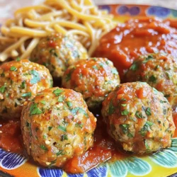 The core of these meatballs includes some fantastic ingredients. Each one plays a big part in taste and nutrition. - Quinoa (1 cup cooked): This grain is a great source of protein. It adds a lovely texture. - Zucchini (1 cup grated): It brings moisture and a mild flavor. Make sure to squeeze it dry. - Mushrooms (1 cup finely chopped): They give an earthy taste and add depth. Button or cremini work well. - Lentils (1 cup cooked): These legumes add protein and fiber. They help hold the meatballs together too. Parmesan cheese (1/4 cup, grated) is a great addition. It brings a rich, savory flavor. If you like a deeper taste, add it in. It melts nicely and makes the meatballs even more delicious. For a vegan option, swap the egg for a flax egg. Just mix one tablespoon of ground flaxseed with three tablespoons of water. Allow it to sit for about 5 minutes until it thickens. If you need gluten-free meatballs, use gluten-free breadcrumbs. They work just as well. The key is to find options that fit your needs while keeping the taste great. First, preheat your oven to 400°F (200°C). This helps cook the meatballs evenly. Next, grab a baking sheet and line it with parchment paper. This will stop the meatballs from sticking and make cleanup easy. In a large mixing bowl, add these ingredients: - 1 cup cooked quinoa - 1 cup grated zucchini, squeezed dry - 1 cup finely chopped mushrooms - 1 cup cooked lentils Make sure the zucchini and mushrooms are well-drained. This stops extra moisture from making your meatballs mushy. Then, include: - 1/2 cup whole wheat breadcrumbs - 1/4 cup grated Parmesan cheese (optional) - 2 cloves garlic, minced - 1 teaspoon Italian seasoning - 1/2 teaspoon red pepper flakes - Salt and black pepper to taste - 1 large egg (or a flax egg) - 2 tablespoons fresh parsley, chopped Mix all these ingredients until they are well combined. I find using my hands works best to ensure everything gets mixed evenly. Now it's time to shape the meatballs. Take a small amount of the mixture and form it into a ball, about 1.5 inches in diameter. Place each meatball on the prepared baking sheet. Make sure to leave space between them for even cooking. For a nice finish, lightly spray the meatballs with cooking spray or drizzle a bit of olive oil on top. This will help them brown nicely. Bake the meatballs for 20-25 minutes. They should feel firm and have a slight golden color when done. Serve your veggie-packed meatballs warm, drizzled with marinara sauce and topped with fresh parsley. Enjoy the vibrant flavors! To make your veggie-packed meatballs healthier, consider these tips: - Swap whole wheat breadcrumbs for crushed oats. Oats boost fiber without adding too many calories. - Use a flax egg instead of a large egg. Flax eggs have less cholesterol and add healthy fats. - Add more veggies. Chopped spinach or bell peppers can increase nutrients without changing flavor. - Reduce cheese or leave it out. You can still enjoy great taste while cutting calories. Texture is key for great meatballs. Here’s how to get it right: - Manage moisture. Make sure to squeeze out excess water from zucchini and other veggies. Too much moisture makes meatballs mushy. - Use binding agents. Mix in breadcrumbs or oats to hold the meatballs together. This helps them stay firm during cooking. - Shape carefully. Don’t pack the meatballs too tightly. A gentle hand keeps them light and fluffy. Flavor makes your veggie-packed meatballs shine. Here are some herbs and spices to try: - Italian seasoning is a classic choice. It blends well with the other ingredients for a savory taste. - Fresh herbs like parsley or basil add brightness. Chop them finely and mix them in. - Experiment with heat. Red pepper flakes give a nice kick. Adjust the amount based on your spice preference. - Garlic is a must. Freshly minced garlic gives depth and richness to your meatballs. For the full recipe, check the Veggie-Packed Meatballs section above. {{image_4}} You can easily adjust veggie-packed meatballs for various diets. For vegetarians, just skip the meat and use the recipe as is. If you want a vegan option, replace the egg with a flax egg. Mix one tablespoon of ground flaxseed with two and a half tablespoons of water. Let it sit for a few minutes to thicken. This binding agent works well! For those on a gluten-free diet, use gluten-free breadcrumbs instead of whole wheat. You can also use quinoa, as it is naturally gluten-free. These swaps keep the meatballs tasty and nutritious while meeting dietary needs. Feel free to experiment with different vegetables or legumes. For a twist, try adding grated carrots or finely chopped bell peppers. These veggies add color and crunch. You could also swap lentils for black beans or chickpeas. Each option brings a unique taste and texture. If you feel adventurous, consider adding spinach or kale for extra greens. These options not only boost nutrition but also enhance flavor. Bring international flair to your veggie-packed meatballs! Consider adding spices like cumin or coriander for a Middle Eastern touch. A bit of paprika can give a smoky flavor. For an Asian twist, mix in some ginger or sesame oil. You can also drizzle teriyaki sauce over the meatballs before serving. This creates a delightful fusion of flavors. Explore these variations to make your veggie-packed meatballs exciting and delicious. Check out the Full Recipe for more ideas! To keep your veggie-packed meatballs fresh, place them in an airtight container. Make sure they cool down first. You can store them in the fridge for up to four days. If you want to keep them longer, consider freezing them. This method preserves their taste and nutrients. When you're ready to enjoy your leftovers, use the oven or a skillet. If using the oven, preheat it to 350°F (175°C). Place the meatballs on a baking sheet. Heat for about 15-20 minutes until they're warm throughout. If you prefer a skillet, add a little oil over medium heat. Cook the meatballs for about 5-7 minutes, turning often. This keeps them moist and tasty. To freeze your veggie-packed meatballs, let them cool completely. Then, arrange them in a single layer on a baking sheet. Freeze until solid, about 1-2 hours. After that, transfer them to a freezer bag. Remove as much air as possible to prevent freezer burn. They can last up to three months. When ready to eat, thaw them overnight in the fridge before reheating. This way, they taste fresh and delicious! To keep your veggie-packed meatballs from falling apart, focus on moisture control. Start by squeezing out excess water from grated zucchini. Use cooked quinoa and lentils for added structure. Also, breadcrumbs act as a binder. Make sure to mix everything well and form the meatballs tightly. An egg helps bind the ingredients, but you can use a flax egg for a vegan option. Yes, you can use frozen vegetables. Just make sure to thaw them first and drain any excess water. For this recipe, finely chop the vegetables after thawing. This ensures they mix well without adding too much moisture. Frozen peas, carrots, or spinach can work well in veggie-packed meatballs. Veggie-packed meatballs pair well with many side dishes. You can serve them over whole grain pasta with marinara sauce. A fresh garden salad is also a great choice. For a heartier meal, consider pairing them with quinoa or rice. Drizzling more marinara sauce on top adds a nice touch. Enjoy experimenting with flavors to find your favorite combinations! These veggie-packed meatballs combine tasty ingredients like quinoa, zucchini, and lentils. I detailed steps for mixing, shaping, and baking them to perfection. You can customize flavors for any diet, and I shared ways to enhance nutrition without losing taste. For storage, I explained ideal methods to keep your meatballs fresh. Remember, tweaking your recipe can lead to exciting and new flavors. Enjoy making these fun and healthy meals that fit your lifestyle. You'll love sharing them with family and friends!