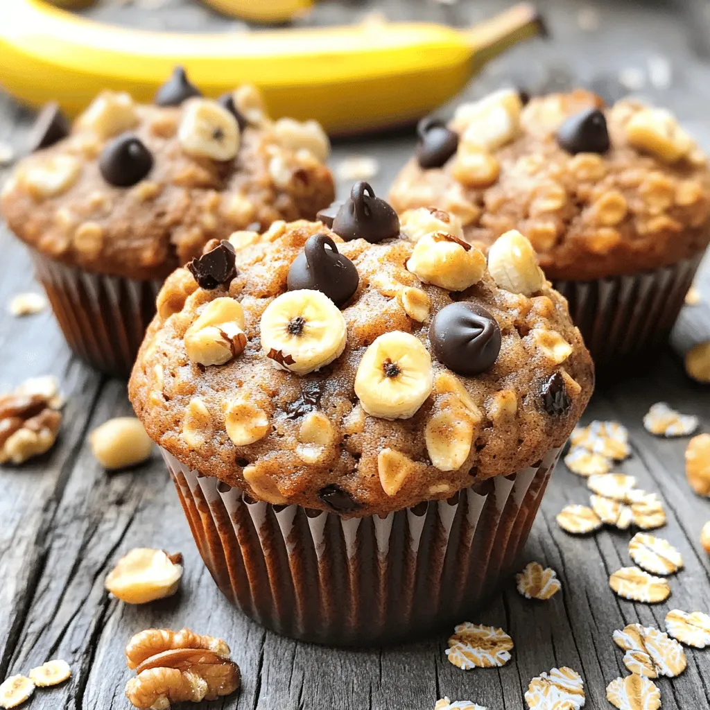 When making banana oatmeal muffins, the right ingredients make all the difference. Here’s what you need: - 2 ripe bananas, thoroughly mashed - 1 cup rolled oats - 1/2 cup whole wheat flour - 1/4 cup brown sugar, firmly packed - 1/4 teaspoon salt - 1 teaspoon baking powder - 1/2 teaspoon baking soda - 1 teaspoon ground cinnamon - 1/2 cup almond milk (or any preferred milk) - 1/4 cup unsweetened applesauce - 1 teaspoon vanilla extract - 1/3 cup chopped walnuts (optional) - 1/3 cup dark chocolate chips (optional) These ingredients blend together to create a tasty and healthy treat. The bananas add natural sweetness, while the oats provide fiber. Whole wheat flour boosts the nutrition, making these muffins a smart choice. You can also customize the recipe by adding walnuts or dark chocolate chips for extra flavor. Use the full recipe to bring these muffins to life. Enjoy baking! - Preheat your oven to 350°F (175°C). - Prepare muffin tin with liners or grease each cup. - Combine mashed bananas, almond milk, applesauce, and vanilla in a bowl. - Whisk together oats, flour, brown sugar, salt, baking powder, baking soda, and cinnamon. - Slowly incorporate dry ingredients into the banana mixture. - Fill muffin cups about two-thirds full with batter. - Bake muffins for 18-20 minutes until a toothpick comes out clean. Using the Full Recipe, these steps will guide you to make delicious banana oatmeal muffins. Each step is easy and fun! Enjoy the smell of baked goods filling your kitchen. To make the best banana oatmeal muffins, do not overmix the batter. Overmixing makes muffins dense. Mix just until combined for a light, fluffy texture. Once baked, allow muffins to cool completely on a wire rack. This step helps them finish setting and enhances their texture. These muffins taste great warm or at room temperature. You can enhance their flavor by pairing them with butter or peanut butter. The creaminess of the butter complements the muffins well. Each muffin has about 120 calories. They contain 3 grams of protein and 2 grams of fiber. These muffins are a tasty and healthy treat! For the full recipe, check out the details above. {{image_4}} Banana oatmeal muffins are great as they are, but you can switch things up. Here are some fun ideas to make them your own. You can easily make these muffins vegan. Just swap the almond milk for any plant-based milk. You can also leave out the eggs, and they will still taste great. This way, more people can enjoy them! Want to make these muffins gluten-free? It’s simple! Use gluten-free flour instead of whole wheat flour. Just check the label to make sure it’s certified gluten-free. This way, everyone can enjoy these tasty treats. Looking to add a little twist? You can enhance the flavor by adding spices. Try a pinch of nutmeg or even some vanilla bean. These will bring a new depth to your muffins that everyone will love. Feel free to check out the Full Recipe for more details on how to make these delicious muffins! To keep your muffins fresh, store them in an airtight container. You can keep them at room temperature for about 3 days. This way, they stay soft and tasty. If you notice any moisture, try to use a paper towel inside the container. This helps absorb extra moisture and keeps them from getting soggy. If you want to save muffins for later, freezing is a great option. You can freeze them for up to 3 months. Make sure to wrap them tightly in plastic wrap or use a freezer-safe bag. When you are ready to eat them, just thaw them at room temperature or warm them in the microwave. They will taste almost like fresh-baked muffins again! Reheating your muffins can bring back their warm, fresh taste. You can use a microwave for a quick fix. Just heat for about 15-20 seconds. If you prefer the oven, bake them at 350°F (175°C) for about 5-10 minutes. This keeps them soft on the inside and lightly crisp on the outside. Enjoy your Banana Oatmeal Muffins warm, just like when they first came out of the oven! Yes, overripe bananas provide the best flavor and sweetness. They add moisture, making muffins soft and tasty. Check with a toothpick to see if it comes out clean. If it has wet batter, bake a few more minutes. Yes, adjust the baking time to about 12-15 minutes for mini muffins. Keep an eye on them to avoid overbaking. Consider blueberries, dried fruits, or seeds for added texture. These mix-ins can make your muffins even more exciting. Yes, the bananas provide natural sweetness, and you can reduce or omit sugar. Taste the batter, and adjust to your liking. These muffins blend ripe bananas with oats and whole wheat flour for a tasty treat. Follow the steps to create a wholesome snack that you can customize. Remember, gentle mixing and proper storage can elevate your baking game. Enjoy them fresh, or keep some for later. Baking is fun, easy, and rewarding. You can impress friends and family with these simple yet delicious muffins!
