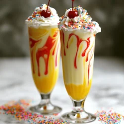 To make a tasty Birthday Cake Milkshake, you will need: - 2 cups creamy vanilla ice cream - 1 cup whole or 2% milk - 1/4 cup dry birthday cake mix - 1/2 cup crumbled birthday cake (any flavor you prefer) - 2 tablespoons colorful sprinkles (plus additional for garnish) - Whipped cream (for topping) - 2 Maraschino cherries (for garnish) For ice cream, I suggest using brands like Haagen-Dazs or Ben & Jerry’s. They offer rich and creamy options that make your milkshake feel special. For cake mix, Betty Crocker and Duncan Hines are reliable brands. Their mixes have great flavor and texture, which is key for a good shake. When picking a cake flavor, think about your favorites. Classic vanilla is always a winner, but chocolate or funfetti can add a fun twist. If you want a fruity taste, consider lemon or strawberry cake. Whichever you choose, the right cake can make your milkshake truly delightful. To make the Birthday Cake Milkshake, start with your blender. Add these ingredients: - 2 cups creamy vanilla ice cream - 1 cup whole or 2% milk - 1/4 cup dry birthday cake mix - 1/2 cup crumbled birthday cake - 2 tablespoons colorful sprinkles Blend on high speed. Watch as the ice cream and milk mix. You want it smooth and creamy. Stop the blender if needed. Scrape down the sides to mix well. Once blended, add the sprinkles. Pulse the blender a few times. This keeps the sprinkles nice and fun. Pour the mix into tall glasses. Fill them to the top for a great look. Top each milkshake with whipped cream. Let it overflow a bit for fun. Finish with more sprinkles and a Maraschino cherry on top. To get that creamy texture, use good ice cream. I find that creamy vanilla works best. Whole milk also helps make it richer. If your shake is too thick, add a splash of milk. Blend again until it’s just right. If it’s too thin, add more ice cream. When using a blender, keep the lid on tight. This stops spills and keeps you safe. Always blend in short bursts. This helps avoid overheating the motor. After blending, be careful pouring the shake. Use a steady hand to avoid messes. If you need to scrape the sides, turn the blender off first. Follow these steps, and you will create a delicious Birthday Cake Milkshake! For the full recipe, check out the entire guide. To make your milkshake look fun, use bright colors. Serve it in clear glasses so the layers show. Add colorful straws and fun napkins. You can even put a slice of cake on the rim of the glass. This adds a cute touch and makes it more festive. Sprinkles on top of the whipped cream make it pop. To make a thick milkshake, use less milk. Start with the recipe's amount, then add more if needed. Blend longer for a creamier texture. If you want a thin shake, add more milk slowly. Blend until you reach your desired consistency. Remember, it's all about what you like! You need a good blender to mix everything well. A tall glass is perfect for serving. Use a spoon for dolloping whipped cream. A measuring cup helps with the right amounts. Lastly, have some fun straws ready. These tools make your milkshake-making easy and fun. For the full recipe, check the main article! {{image_4}} You can mix things up with different flavors in your milkshake. Instead of vanilla, try chocolate ice cream for a rich treat. Chocolate cake mix can add an extra layer of flavor. Strawberry ice cream gives a fruity twist. You can even blend in banana or cookie dough for fun. The options are endless! If you want a dairy-free version, use non-dairy ice cream. Look for almond, coconut, or oat milk ice cream. You can use a plant-based milk, like almond milk, instead of regular milk. Be sure to check the cake mix for dairy ingredients. Many brands offer vegan cake mixes. These swaps make the milkshake just as tasty! For a grown-up twist, add a splash of flavored vodka or rum. Vanilla or cake-flavored vodka works well in this milkshake. Keep the alcohol light so you still enjoy the cake flavor. Blend it in with the other ingredients for a fun party drink. This version is perfect for celebrating special occasions! Find the full recipe to make your Birthday Cake Milkshake. Enjoy experimenting with these variations! If you have leftover milkshake, pour it into a clean jar. Seal it tightly with a lid. Store it in the fridge for up to one day. Shake the jar before drinking. This helps mix the ingredients again. You can freeze your milkshake ingredients for later use. Place the ice cream, cake mix, and cake in freezer-safe bags or containers. Ensure you remove as much air as possible. These ingredients can last up to three months in the freezer. Homemade milkshakes taste best fresh. If stored correctly, they last about one day in the fridge. After that, the texture may change. They might become icy or separate. For the best taste, drink your Birthday Cake Milkshake right after making it. For the full recipe, check the detailed instructions above. You can still enjoy this treat without cake. Use dry birthday cake mix for flavor. Just mix it with ice cream and milk. The cake mix gives that sweet, cake-like taste. Blend it all well, and you’ll have a tasty milkshake that feels festive. The best ice cream for milkshakes is creamy vanilla. It blends well and tastes great. Brands like Häagen-Dazs or Ben & Jerry’s have rich options. You can also try fun flavors like cake batter. These add extra taste to your milkshake. You can find a Birthday Cake Milkshake at many ice cream shops. Check local diners or dessert cafes. Some chains may have this special milkshake, too. You can also make your own at home with the Full Recipe. It's easy and fun! You can make a fun Birthday Cake Milkshake using simple steps and tasty ingredients. We covered what you need, how to blend it well, and tips for a festive look. Remember to try different flavors, including vegan options. With your leftover milkshake, store it easily for later enjoyment. Keep experimenting with ingredients and variations to make it unique. Enjoy every sip and share your creative ideas!