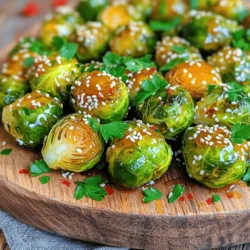 - 1 pound Brussels sprouts, trimmed and halved - 3 tablespoons extra virgin olive oil - 4 tablespoons natural honey - 3 cloves fresh garlic, finely minced - 1 tablespoon soy sauce (or tamari for gluten-free) - 1 teaspoon red pepper flakes (optional) - Sea salt and freshly cracked black pepper to taste - 2 tablespoons toasted sesame seeds - Fresh parsley, chopped When I make Honey Garlic Brussels Sprouts, I start with fresh ingredients. The Brussels sprouts are crucial. I always choose ones that are firm and bright green. This ensures they roast well and taste great. I use extra virgin olive oil for its rich flavor. It helps the sprouts caramelize nicely. Natural honey adds a sweet touch that balances the garlic and soy sauce. I love how these flavors meld together. Garlic adds a punch. I finely mince it to release its oils and aroma. If you like a little heat, red pepper flakes are optional but fun. They add a nice kick without overpowering the dish. For seasoning, I use sea salt and black pepper. These simple seasonings highlight the natural flavors. Toasted sesame seeds give a delightful crunch. Fresh parsley adds color and freshness to the dish. With these ingredients, you create a tasty roasted delight. Check out the [Full Recipe] for step-by-step instructions. First, preheat your oven to 400°F (200°C). A hot oven helps crisp the sprouts. Next, take 1 pound of Brussels sprouts, trim the ends, and cut them in half. In a large bowl, combine the halved sprouts with 3 tablespoons of extra virgin olive oil, 4 tablespoons of natural honey, and 3 cloves of finely minced garlic. Add 1 tablespoon of soy sauce and a sprinkle of red pepper flakes if you like spice. Season with sea salt and cracked black pepper. Toss everything together until the sprouts are well coated. Now, line a baking sheet with parchment paper. This makes cleanup easy! Spread the Brussels sprouts in a single layer on the sheet. Make sure they have space between them for even roasting. Place the baking sheet in your preheated oven. Roast the sprouts for 20-25 minutes. Halfway through, stir them to ensure they cook evenly. They should turn golden-brown and crispy on the outside while staying tender inside. Once the sprouts are done, carefully take the baking sheet out of the oven. Drizzle any leftover honey mixture over the sprouts and toss them gently to coat. This adds extra flavor! Transfer the Brussels sprouts to a serving platter. Finish with 2 tablespoons of toasted sesame seeds and a sprinkle of chopped fresh parsley. These steps will make your dish look appealing and taste fantastic. You can enjoy them warm as a side dish or snack. For the full recipe, check out the details above! To get that perfect caramelization, make sure your oven is hot. Preheat it to 400°F (200°C). This heat helps the sprouts brown nicely. Spread them out on the baking sheet. Give them space to breathe. If they are crowded, they will steam instead of roast. To avoid sogginess while roasting, do not cover the pan. The moisture needs to escape. Toss the sprouts halfway through cooking for even browning. This keeps them crisp on the outside and soft inside. You can add extra flavor by using spices or herbs. Try adding smoked paprika or thyme. These will make your Brussels sprouts even tastier. If you want more heat, increase the red pepper flakes. Adjust the sweetness of the honey to your taste. Adding a little more honey can make them sweeter and more delicious. Pair these Brussels sprouts with main dishes like grilled chicken or steak. They also go well with rice or quinoa for a complete meal. If you have leftovers, try mixing them into a salad or a wrap. You can also toss them into pasta for a quick lunch. They taste great even cold! {{image_4}} You can change how you cook honey garlic Brussels sprouts to fit your taste. Try stir-frying them with honey and garlic. This method gives a quick, tasty finish. Heat some oil in a pan, add the Brussels sprouts, and toss in the honey and garlic. Stir until they are bright green and tender. Another fun way is grilling. This adds a smoky flavor that makes the sprouts even yummier. Toss them in the honey mixture, then place them on a hot grill. Cook until they are charred and cooked through. Want to switch up the taste? Add balsamic vinegar for a bit of tanginess. It balances the sweetness of the honey. Just a splash will give your dish a new twist. You can also mix in nuts or dried fruits for added texture. Walnuts, almonds, or cranberries work well. They add crunch and a burst of flavor. You can make this dish even more colorful by adding seasonal veggies. Toss in carrots or sweet potatoes for a mixed dish that shines on your plate. Don’t forget to adapt your recipe for different holidays. For Thanksgiving, add some cranberries or pecans. For a summer BBQ, keep it simple and fresh. These small changes keep your honey garlic Brussels sprouts exciting and fun. For the full recipe, check out the details above! To store leftover Brussels sprouts, let them cool first. Place them in an airtight container. Keep them in the fridge. They stay fresh for up to 3 days. After that, their quality will drop. When reheating Brussels sprouts, use the oven for the best results. Preheat your oven to 350°F (175°C). Spread the sprouts on a baking sheet. Heat them for about 10 minutes. This method keeps them crispy. You can also use the stovetop for quick reheating. Warm them in a pan over medium heat. Stir often to avoid burning. Yes, you can freeze Brussels sprouts! Blanch them first to keep their color and taste. Boil them for 3-5 minutes and then cool them in ice water. Drain and pat them dry. Place them in freezer bags, removing as much air as possible. They can be frozen for up to 3 months. When you're ready to use them, thaw in the fridge overnight before cooking. You can easily make this recipe vegan. Just swap out the honey. Use agave syrup or maple syrup instead. Both options give a sweet touch. They will keep the flavor you love. Yes, you can prep these sprouts ahead. Trim and halve them a day before. Store them in the fridge in an airtight container. You can also mix the sauce and marinate the sprouts. Just keep them in the fridge until you're ready to cook. These sprouts taste great with many dishes. Try serving them with grilled chicken or fish. They also pair well with rice or quinoa. For a vegetarian option, enjoy them with lentils or a hearty salad. Yes, Brussels sprouts are very healthy. They are low in calories but high in fiber. They also provide vitamins C and K. Eating Brussels sprouts can help improve digestion and support your immune system. They are a great choice for a nutritious meal. Honey garlic Brussels sprouts are a simple and tasty dish. You learned the main ingredients, steps to prepare and roast, and tips to make them better. We covered storage options and variations, too. Remember, adding your favorite flavors can personalize this dish. Enjoy making and sharing honey garlic Brussels sprouts with your loved ones. They will love how sweet and savory they taste! You now have everything you need to get started.