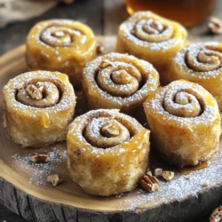 - 1 cup all-purpose flour - 1/4 cup coconut sugar - 1/2 tablespoon baking powder - 1/4 teaspoon salt - 1/2 cup almond milk (or preferred plant-based milk) - 2 tablespoons melted coconut oil - 1 teaspoon vanilla extract - Filling Ingredients: - 3 tablespoons brown sugar - 1 tablespoon ground cinnamon - 2 tablespoons chopped pecans or walnuts (optional) - Drizzle: - 1 tablespoon maple syrup Gather these ingredients to make vegan cinnamon roll bites. Start with all-purpose flour, which gives these bites their structure. Coconut sugar adds a hint of caramel flavor and sweetness. Baking powder helps them rise, while salt enhances all flavors. Almond milk or any plant-based milk keeps it vegan and moist. Melted coconut oil ensures a rich taste, and vanilla extract brings warmth. For the filling, mix brown sugar with ground cinnamon for that classic taste. Chopped nuts add crunch but are optional. The drizzle of maple syrup at the end provides a sweet finish. You can find the complete recipe [Full Recipe]. - Preheat the oven to 350°F (175°C). - Prepare the baking sheet with parchment paper. - In a large bowl, mix the dry ingredients: flour, coconut sugar, baking powder, and salt. - In another bowl, mix the wet ingredients: almond milk, melted coconut oil, and vanilla extract. - Slowly pour the wet mix into the dry mix. Stir gently until combined. - Roll the dough out on a floured surface. Aim for a rectangle about 1/4 inch thick. - To make the filling, mix brown sugar, ground cinnamon, and nuts. Sprinkle this on the dough. - Start rolling the dough tightly from one edge to the other. - Slice the rolled dough into bite-sized pieces, about 1-2 inches thick. - Place the sliced pieces on the prepared baking sheet, leaving space between them. - Bake for 15-20 minutes until golden brown and puffy. - Drizzle warm bites with maple syrup for a sweet finish. For the full recipe, check out the ingredients and instructions above. Enjoy your baking! To get the best texture in your vegan cinnamon roll bites, avoid overmixing the dough. Mix just until everything is combined. This keeps the bites soft and fluffy. Ensure even rolling of the dough. Roll it out to about 1/4 inch thick, so all bites cook evenly. Uneven rolling can lead to some parts being hard and others soft. You can enhance flavor by experimenting with different types of nuts. Try using walnuts, pecans, or even almonds. Each nut adds a unique crunch and taste. Adjust sweetness by adding more or less brown sugar. Tasting as you go helps you find the right balance for your palate. For presentation, arrange the cinnamon roll bites artfully on a serving platter. Dust them lightly with powdered sugar for a beautiful touch. You can also garnish with extra chopped nuts. Serve them warm for the best taste experience. These bites are great for brunch, snacks, or dessert! {{image_4}} You can make these vegan cinnamon roll bites gluten-free! Use 1 cup of gluten-free all-purpose flour instead of regular flour. This swap keeps the texture nice. You might also try almond flour or oat flour for a unique twist. Each flour brings its own flavor, so choose what you like best. Want to change things up? You can add cocoa powder to the dough for a chocolate twist. Just mix in 2 tablespoons of cocoa powder with the dry ingredients. For a bright touch, incorporate citrus zest. Lemon or orange zest adds a fresh flavor that pairs well with cinnamon. Consider adding healthy ingredients for extra flavor and nutrition. Dried fruits like raisins or cranberries can add sweetness. Chia seeds or flax seeds are great for added fiber. Toss in about 1/4 cup of your choice to the dough before baking. These add-ins not only boost nutrition but also make each bite even more delightful. For the complete recipe, check the Full Recipe. Let your cinnamon roll bites cool for 10 minutes on a wire rack. This step helps them firm up and keeps them from getting soggy. Once they cool, you can store them in containers. I recommend using airtight containers to keep them fresh. You can also use a glass jar if you want to see those cute bites. You can keep your cinnamon roll bites at room temperature for about three days. Just make sure they are in a cool, dry place. If you need to store them longer, freezing is a great option. To freeze, place the bites in a single layer on a baking sheet. Once frozen, transfer them to a freezer-safe bag. They will stay fresh for up to three months. When you're ready to enjoy, just thaw them overnight in the fridge. Yes, you can use other types of milk. Soy milk, oat milk, or coconut milk all work well. Each option adds a unique flavor. Almond milk is popular, but feel free to choose your favorite. Just ensure it’s unsweetened to control the sugar. To add more richness, try a frosting or glaze. A simple icing made with powdered sugar and plant-based milk is great. You can also use vegan cream cheese for a tangy touch. Drizzle it on top after baking for a sweet finish. Reheat leftover bites in the oven for the best texture. Preheat the oven to 350°F (175°C). Place the bites on a baking sheet and warm them for about 5 to 10 minutes. This keeps them soft and fluffy. Yes, making the dough ahead is easy. Prepare the dough and wrap it tightly in plastic. Store it in the fridge for up to 24 hours. When ready, roll it out and bake as directed. This saves time on busy mornings or special events. Absolutely! If you want nut-free bites, simply leave out the chopped nuts. You can replace them with seeds like sunflower or pumpkin seeds. This keeps the bites crunchy without using nuts. We covered how to make delicious cinnamon roll bites using simple ingredients. You learned the steps for dough preparation, filling, and baking. Keep in mind tips for texture and flavor to enhance your bites. Feel free to experiment with variations like gluten-free options or fun flavors. Store them properly to enjoy later. With easy adjustments and a little creativity, you can enjoy a tasty treat any time!