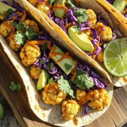 To make Spicy Roasted Cauliflower Tacos, you need simple, fresh ingredients. Here’s what you will need: - 1 medium head of cauliflower, cut into bite-sized florets - 2 tablespoons extra virgin olive oil - 1 tablespoon chili powder - 1 teaspoon ground cumin - 1 teaspoon smoked paprika - 1/2 teaspoon garlic powder - 1/2 teaspoon onion powder - Salt and freshly cracked black pepper, to taste - 8 small corn tortillas - 1 cup finely shredded purple cabbage - 1 ripe avocado, sliced - 1/4 cup fresh cilantro, roughly chopped - Lime wedges for serving - Optional: your favorite hot sauce for an added kick These ingredients create a perfect balance of flavors. The cauliflower gives the tacos a hearty base. The spices add warmth and depth. The fresh toppings bring crunch and brightness. You can find the full recipe with detailed steps to guide you through the cooking process, ensuring a delicious meal every time. Set your oven to 425°F (220°C). This high heat is key for roasting. It will caramelize the cauliflower and bring out its natural sweetness. In a large bowl, mix the cauliflower florets with olive oil and spices. Use 2 tablespoons of olive oil, 1 tablespoon of chili powder, 1 teaspoon of ground cumin, and 1 teaspoon of smoked paprika. Add 1/2 teaspoon of garlic powder, 1/2 teaspoon of onion powder, and salt and pepper to taste. Toss until every floret is covered. This step makes each bite flavorful. Spread the cauliflower on a baking sheet in one layer. Roast for 25-30 minutes. Halfway through, stir the florets for even cooking. Look for tender, golden brown pieces with crispy edges. While the cauliflower roasts, warm the corn tortillas in a dry skillet over medium heat. Heat each side for about 30 seconds until they are soft and warm. Once the cauliflower is ready, it’s taco time! Take a warm tortilla and add roasted cauliflower. Top it with shredded purple cabbage and slices of creamy avocado. Finish with fresh cilantro and a squeeze of lime juice. For extra heat, add your favorite hot sauce. Serve the tacos warm with lime wedges on the side. For complete instructions, check the Full Recipe. To get the best texture, aim for crispiness on the outside. Start with a hot oven, set at 425°F. Cut the cauliflower into even florets for uniform cooking. Toss the florets with olive oil and spices until well-coated. Spread them out on a baking sheet to allow airflow. Roast for about 25-30 minutes. Stir halfway to ensure even browning. The goal is a tender inside and a golden, crispy exterior. Warming tortillas can be tricky. To avoid cracks, use a dry skillet over medium heat. Heat each tortilla for about 30 seconds on each side. You want them warm and pliable. This way, you can fold them without breaking. If you have a tortilla warmer, use it to keep them warm while you finish cooking the cauliflower. Fresh cilantro adds a burst of flavor to your tacos. Its bright taste balances the spice from the cauliflower. Always use fresh lime juice to enhance the dish. A squeeze of lime brightens every bite. For an extra kick, drizzle your favorite hot sauce over the top. This simple garnish makes the tacos even more delicious. {{image_4}} You can make these tacos your own! Start by adding different vegetables or proteins. Try black beans for protein or bell peppers for crunch. You can also use zucchini or sweet potatoes. Each adds new flavors and textures that brighten your meal. Want more heat? Add more chili powder or hot sauce. If you prefer mild, cut back on the spices. You can also use a sweet pepper like a bell pepper instead of chili. This lets you control the spice. Toppings change everything! Try adding pickled onions or sliced radishes for a zing. Feta cheese or a drizzle of yogurt can add creaminess. For a fresh twist, consider mango salsa or a dollop of guacamole. These toppings create unique flavors and make each bite exciting. For more ideas, check out the Full Recipe for Spicy Roasted Cauliflower Tacos. To store your spicy roasted cauliflower tacos, let them cool first. Place the leftovers in an airtight container. Keep them in the fridge for up to three days. This method helps keep the flavors fresh. Make sure to separate the tortillas from the filling. This way, the tortillas won’t get soggy. When you're ready to enjoy leftovers, reheat them carefully. I suggest using the oven. Preheat it to 350°F (175°C). Spread the cauliflower on a baking sheet and warm for about 10-15 minutes. This keeps the cauliflower crispy. For the tortillas, wrap them in foil and heat them in the oven for about 5 minutes. This method helps them stay soft and pliable. If you want to save some for later, freezing works well. Pack the roasted cauliflower in freezer-safe bags or containers. Remove as much air as possible to prevent freezer burn. You can freeze the tortillas too. Stack them with parchment paper between each one. They freeze well and can be used later for other meals or tacos. Yes, you can make these tacos vegan. The main ingredients are already plant-based. Here are some substitutes you can use: - Use a vegan hot sauce instead of regular hot sauce. - Replace the avocado with guacamole for extra creaminess. - Add more veggies like bell peppers or zucchini for extra taste. To make the cauliflower crispier, follow these tips: - Cut the florets into smaller pieces for better roasting. - Use a higher oven temperature, like 450°F (232°C). - Make sure the cauliflower is spread out on the baking sheet. This helps it roast evenly. - Turn the florets halfway through cooking to get all sides crispy. These tacos pair well with several side dishes: - Serve with a fresh green salad for a light option. - Add some rice or quinoa for a filling meal. - Consider black beans or refried beans for extra protein. - Top with salsa or a corn salad for a festive touch. For the complete recipe, check out the Full Recipe section. In this post, we explored the delicious Spicy Roasted Cauliflower Tacos. We covered key ingredients, step-by-step instructions, and helpful tips. You learned how to achieve crispy cauliflower and how to store leftovers. Don’t forget the importance of fresh garnishes and various toppings for your tacos. Experiment with flavors to find what suits you. Enjoy your cooking journey and the vibrant taste of these tacos!