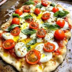 - Store-bought flatbreads or naan - Marinara sauce options (homemade vs. store-bought) - Fresh mozzarella cheese details To make Quick Margherita Flatbread, start with the right base. You can use store-bought flatbreads or naan. They save time and taste great. Choose a good quality marinara sauce. You can use homemade sauce or a high-quality store-bought option. Homemade is always fresh, but store-bought is a quick choice. Next, fresh mozzarella cheese is key. Use mozzarella that is soft and creamy. It melts well and adds flavor. Slicing it thin helps it melt evenly. - Cherry tomatoes - Fresh basil leaves - Olive oil and seasonings For extra flavor, consider adding cherry tomatoes. They bring a sweet, juicy burst to each bite. Fresh basil leaves add a lovely aroma and brightness. Drizzling olive oil enhances the taste and gives a nice finish. You can also sprinkle on salt and pepper to boost the flavors. If you like, add dried oregano for an extra hint of spice. These ingredients create a flatbread that is simple yet tasty. You can find the Full Recipe for detailed steps to bring this dish to life. First, preheat your oven to 450°F (232°C). This step is key to getting a nice, crispy flatbread. A hot oven helps the cheese melt well and the edges turn golden. Next, take a baking sheet and line it with parchment paper. This will stop the flatbreads from sticking, making cleanup easier. Now it's time to build your flatbreads. Use a spoon or spatula to spread marinara sauce evenly on each flatbread. Make sure to leave a small edge for a pretty crust. After that, layer fresh mozzarella slices on top of the sauce. Distribute the cheese evenly so every bite is cheesy. Then, scatter halved cherry tomatoes on the cheese. Season with salt and pepper to brighten the flavors. If you like, sprinkle some dried oregano for an extra kick. Slide the baking sheet into your hot oven. Bake for 10 to 12 minutes. Look for melted cheese that is bubbling and edges that are golden brown. When it's done, carefully take the flatbreads out and let them cool for about a minute. To finish, garnish with fresh basil leaves. This will give your flatbread a lovely aroma and fresh taste. Slice into wedges and enjoy your creation! For more details on the ingredients and steps, you can refer to the Full Recipe. - How to achieve a crispy crust: Start with a hot oven. Preheat it to 450°F (232°C). This high heat helps the flatbread crisp up nicely. Place the flatbread directly on the oven rack for the last few minutes of baking. This ensures even heat and a crunchy base. - Choosing the right mozzarella: Use fresh mozzarella for that creamy texture. It melts beautifully and adds rich flavor. Look for mozzarella packed in water. It has the best taste and moisture level. Avoid shredded mozzarella, as it can dry out in the oven. - Overloading on toppings: It’s tempting to pile on the toppings, but less is more. Too many toppings can lead to a soggy flatbread. Stick to a few key ingredients. You want to enjoy every bite without losing the flatbread's crunch. - Not preheating adequately: Preheating is key to a great flatbread. If you skip this step, your flatbread won't cook evenly. Always give your oven enough time to reach the right temperature before baking. - Pairing your flatbread with sides: Serve your flatbread with a simple salad. A fresh arugula or mixed green salad complements the rich flavors. You can also try a light soup, like tomato basil, for a comforting meal. - Creative presentation ideas: Slice your flatbread into wedges and arrange them on a colorful plate. Add a small bowl of marinara sauce for dipping. You can also sprinkle extra basil on top for a pop of color and flavor. {{image_4}} You can have fun with your flatbread by adding different toppings. Try bright bell peppers for crunch or salty olives for flavor. Both add a nice touch. You can also swap cheeses. Provolone gives a nice sharpness, while goat cheese adds creaminess. Each option brings its own taste to your flatbread. If you're gluten-free, look for flatbreads made from almond or rice flour. These options taste great and keep the spirit of the dish. For a vegan version, switch out the mozzarella for vegan cheese. There are many tasty alternatives made from nuts or soy. This way, everyone can enjoy the flatbread. Use fresh, seasonal ingredients to change your flatbread. In spring, add asparagus or artichokes for a fresh taste. Summer calls for ripe heirloom tomatoes and zucchini. In fall, think about roasted pumpkin or squash. Winter can bring hearty greens like kale or spinach. For festive times, top with cranberries or a drizzle of balsamic glaze. These ideas keep your flatbread exciting all year long. To keep your Quick Margherita Flatbread fresh, use an airtight container. This will prevent moisture from ruining the texture. If you plan to eat the leftovers soon, store them in the fridge. They will stay good for about three days. For longer storage, freeze the flatbread. Wrap it tightly in plastic wrap, then place it in a freezer-safe bag. This method helps keep the flavors intact. When reheating, you want to keep the flatbread crisp. The best way to do this is in the oven. Preheat the oven to 350°F (175°C). Place the flatbread on a baking sheet and heat for about 10 minutes. If you're in a hurry, you can use a microwave. Put a paper towel under the flatbread to absorb moisture. Heat for about 30 seconds to 1 minute. However, this may make it softer. In the fridge, your flatbread will last about three days. If you freeze it, it can last up to three months. Always check for signs of spoilage. Look for mold or a sour smell. If you see or smell anything off, it’s best to throw it away. For more details, check out the Full Recipe. It takes about 22 minutes to make this flatbread. - Prep time: 10 minutes - Cook time: 12 minutes You can whip it up quickly. This makes it a great choice for busy nights. Yes, you can use homemade marinara sauce. - Fresh flavors: Homemade sauce tastes great and is healthier. - Control: You can adjust spices and sweetness. Store-bought sauce can work too, but homemade gives a special touch. You can serve many things with flatbread. Here are some ideas: - Salads: A simple green salad adds freshness. - Dips: Pair with hummus or tzatziki for extra flavor. - Vegetables: Roasted veggies make a nice side. Feel free to mix and match to find your favorites! In this post, we covered all you need for making Quick Margherita Flatbread. You learned about the key ingredients, from flatbreads to mozzarella. We shared steps for baking and tips to avoid common mistakes. You saw various ways to customize your flatbread to fit any diet. Lastly, we discussed how to store leftovers properly. With these insights, you can create a tasty meal that suits your tastes. Enjoy your flatbread, and don't hesitate to experiment with different toppings!