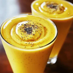 To make a delicious Almond Butter Banana Smoothie, gather these simple ingredients: - 2 ripe bananas, sliced - 2 tablespoons almond butter - 1 cup almond milk (or any milk of your choice) - 1 tablespoon honey (or maple syrup for a vegan option) - 1 tablespoon chia seeds - 1/2 teaspoon ground cinnamon - Ice cubes (optional, for a chilled smoothie) - A pinch of salt These ingredients create a creamy and satisfying blend. Bananas give natural sweetness and creaminess. Almond butter adds a nutty flavor and healthy fats. Almond milk keeps it light and dairy-free. Honey or maple syrup enhances sweetness, while chia seeds provide fiber and protein. Ground cinnamon adds warmth, and a pinch of salt balances the flavors. You can easily customize this recipe to suit your taste. For a thicker smoothie, use frozen bananas instead of fresh ones. I love adding a scoop of protein powder for an extra boost. This smoothie is perfect for breakfast or a snack. Remember, you can find the full recipe in the section above. How do you prepare the Almond Butter Banana Smoothie? Let’s break it down step by step. - Step 1: Combine Bananas and Almond Butter Start by placing the sliced bananas and almond butter into your blender. This mix gives the smoothie its creamy texture and rich flavor. - Step 2: Add Remaining Ingredients Next, pour in the almond milk. Then add honey or maple syrup for sweetness. Toss in chia seeds, ground cinnamon, and a pinch of salt. Each ingredient adds its own special touch. - Step 3: Blend to Perfection Blend everything on high speed for about one to two minutes. This step is vital for a smooth finish. If needed, stop the blender halfway to scrape the sides. This ensures everything combines well. - Step 4: Taste and Adjust Sweetness After blending, take a moment to taste your smoothie. If you want it sweeter, add more honey or maple syrup. Blend briefly again to mix in any extra sweetness. - Step 5: Serve and Enjoy Finally, pour the smoothie into glasses. It’s best to enjoy it right away. You can garnish with chia seeds or a slice of banana for a pretty touch. This method makes a delicious Almond Butter Banana Smoothie. You can find the full recipe above to guide you through each step! - Use frozen bananas for a creamier consistency. Frozen bananas blend smoothly and add a thick texture. You get a rich, creamy smoothie with a delicious mouthfeel. - Experiment with different nut butters. Almond butter is great, but try peanut or cashew butter too. Each brings a unique taste to your smoothie. - Add protein powder for extra nutrition. This boosts the smoothie’s protein content. It keeps you full longer and helps with muscle recovery if you work out. - Garnish with chia seeds or banana slices. A sprinkle of chia seeds adds crunch and nutrition. Slices of banana on top make it look fresh and inviting. - Serve in chilled glasses for a refreshing look. This small step makes your smoothie feel even more special. Chilled glasses keep the drink cool for longer, too. These tips make your Almond Butter Banana Smoothie not only tasty but also a delight to serve. For the full recipe to create this delicious drink, check out the Full Recipe. {{image_4}} You can easily make this smoothie your own. Here are some fun ideas: - Add spinach or kale for a green smoothie. This adds nutrients without changing the taste much. - Incorporate berries like strawberries or blueberries for a burst of flavor and extra vitamins. - Swap almond milk for coconut milk to give it a tropical twist. This change makes it creamy and rich. If you follow a vegan diet, make sure all your ingredients are certified vegan. Check your almond butter and sweetener for this. You can also use gluten-free oats or granola as a garnish. This keeps your smoothie tasty and safe for those with gluten sensitivities. Experimenting with these variations can make your almond butter banana smoothie even more enjoyable! For more ideas, check the Full Recipe for inspiration. You will get the best taste from this smoothie when it’s fresh. If you have leftovers, you can refrigerate them for up to 24 hours. Just remember to seal the container tightly. If you want to save it longer, freeze the smoothie in ice cube trays. This way, you can enjoy quick smoothies on-the-go later. If you stored your smoothie in the fridge, blend it again to make it smooth. Sometimes, the texture changes after sitting. If it seems too thick, add a splash of milk. This brings back that creamy, enjoyable texture. You can try peanut butter, sunflower seed butter, or cashew butter. Each has a unique taste. Peanut butter gives a classic flavor. Sunflower seed butter is nut-free and great for allergies. Cashew butter has a creamy texture that works well too. Yes, you can make it ahead. However, I recommend drinking it right away. This keeps the smoothie fresh and tasty. If you store it, the flavor and texture may change. Yes, it is perfect for meal prep. You can prepare several servings at once. Store them in the fridge for up to 24 hours. Just remember to shake or blend it again before drinking. To make it dairy-free, use almond milk or any plant-based milk. Options like oat, soy, or coconut milk work well too. This keeps the smoothie creamy and delicious without dairy. Almond butter is rich in healthy fats and protein. It also contains vitamins and minerals. These nutrients support heart health and boost energy. Almond butter can help keep you full longer, making it a great addition to your meals. Enjoy it in this smoothie for a nutritious boost! For the full recipe, check out Creamy Almond Banana Bliss. This almond butter banana smoothie is an easy, tasty, and healthy treat. You learned the simple steps to make it, and the tips to customize it. You can store leftovers for later or even freeze them for a quick snack. Remember, you can swap ingredients to match your taste. Enjoy experimenting and find your favorite version! With all these options, making this smoothie can be a fun kitchen adventure. Your healthy eating journey can start right now. Blend up this smoothie and enjoy!