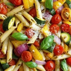 Here are the ingredients you will need to make your roasted vegetable pasta: - 2 cups mixed vegetables (zucchini, bell peppers, red onion, cherry tomatoes) - 3 cloves garlic - 2 tablespoons extra-virgin olive oil - Sea salt and black pepper - 1 teaspoon dried Italian seasoning - 8 ounces pasta (penne or fusilli) - 1/4 cup fresh Parmesan cheese (optional) - Fresh basil leaves for garnish Gathering these fresh ingredients helps create a vibrant dish. You can customize the vegetables based on what you like or what’s in season. Fresh herbs add a nice touch, giving the dish a bright flavor. For a creamier pasta, consider adding cheese. The full recipe will guide you through bringing these elements together. - Preheat the oven to 425°F (220°C). - Chop your mixed vegetables into small pieces. I love using zucchini, bell peppers, red onions, and cherry tomatoes. They add great color and taste. Next, mince the garlic and toss it with the veggies. Drizzle two tablespoons of olive oil over them. Sprinkle sea salt, black pepper, and Italian seasoning. Mix well so every piece gets coated. - Place seasoned vegetables on a baking sheet. - Roast for 20-25 minutes. Spread the vegetables evenly on your baking sheet. Make sure they are not crowded; this helps them roast well. Place the sheet in your preheated oven. Roast for 20 to 25 minutes. Stir them halfway through to ensure they cook evenly. They should turn golden and caramelized. - Boil water and cook pasta as per package instructions. - Reserve starchy pasta water. While the veggies roast, bring a large pot of salted water to a boil. Add 8 ounces of pasta, like penne or fusilli, and cook according to the package instructions. Once done, drain the pasta in a colander. Be sure to save about half a cup of that starchy pasta water for later. - Mix roasted vegetables with drained pasta. - Adjust consistency with reserved pasta water. In a large bowl, combine the roasted vegetables with the drained pasta. If the dish looks dry, add a splash of the reserved pasta water. Stir gently until everything is well mixed and has the right texture. - Add Parmesan cheese and toss gently. - Garnish with fresh basil leaves. To finish, sprinkle a quarter cup of grated Parmesan cheese over the pasta. Toss it gently so the cheese melts slightly. For a fresh touch, add torn basil leaves as a garnish. Now, your roasted vegetable pasta is ready to enjoy! For the full recipe, check out the section above. To get the best out of your roasted vegetables, cut them into even sizes. Aim for 1-inch pieces. This helps them cook at the same rate. For caramelization, use a hot oven. Roasting at 425°F (220°C) works well. Give the veggies space on the baking sheet. Crowding them can lead to steaming instead of roasting. Cook your pasta al dente. This means it should have a slight bite. Overcooked pasta can turn mushy when mixed with roasted vegetables. To keep some pasta water, reserve about 1/2 cup before draining. This starchy water helps bind the dish and adds flavor. To add extra flavor, consider spices like red pepper flakes or smoked paprika. Fresh herbs like thyme or rosemary can also brighten the dish. Using flavored oils, like garlic-infused olive oil, can make a big difference. Drizzle a bit over your veggies before roasting for added depth. {{image_4}} You can use any seasonal vegetables you like. Fresh asparagus, carrots, or eggplant work well. These veggies add color and taste. If you want to swap out, try using broccoli or cauliflower. They roast nicely too. For those with special diets, think about using mushrooms or spinach. These options are rich in nutrients and flavor. You can also mix in some sweet potatoes for a touch of sweetness. When it comes to pasta, you have choices. For gluten-free options, try rice or chickpea pasta. They cook well and taste great. Whole grain pasta is another good choice. It adds extra fiber and a nutty flavor. You can also explore lentil or quinoa pasta. These alternatives boost protein and keep the dish light and healthy. To enhance your meal, add grilled chicken or shrimp. These proteins pair well with the roasted vegetables. Cook them simply with salt and pepper for a nice taste. If you prefer plant-based proteins, consider chickpeas or tofu. Both options are filling and add good texture. You can sauté tofu with soy sauce for added flavor. To keep your roasted vegetable pasta fresh, store it in the fridge. Place it in an airtight container. This helps prevent moisture loss and keeps flavors intact. Aim to eat it within three days for the best taste. When reheating, use the stovetop for the best texture. Add a splash of water or broth to the pan. This keeps the pasta from drying out. Stir often until heated through. For a quick fix, you can use the microwave. Heat in short bursts, stirring in between. This helps the dish heat evenly. To refresh leftover pasta, add a dash of olive oil or a sprinkle of fresh herbs. It adds flavor and moisture. If you want to save some for later, freezing is a great option. Allow the pasta to cool completely. Then, portion it into freezer-safe bags or containers. Squeeze out as much air as possible before sealing. This will help avoid freezer burn. To thaw, place the container in the fridge overnight. For faster results, run warm water over the sealed bag. When ready to eat, reheat on the stovetop or in the microwave, adding a little water or broth for moisture. Enjoy your roasted vegetable pasta anytime, whether fresh or frozen! You can find the Full Recipe to guide you through the process. Yes, you can easily make this dish vegan. To replace the cheese, use nutritional yeast. This adds a cheesy flavor without dairy. You can also swap the pasta for a gluten-free option if needed. Make sure to check all labels to avoid hidden dairy in ingredients. To add heat, try red pepper flakes or chopped fresh chili. Mix these into the olive oil before roasting the vegetables. If you like a smoky flavor, add smoked paprika. You can also serve the final dish with hot sauce on the side for extra spice. A simple green salad pairs nicely with this pasta. You can include leafy greens, cucumbers, and a light vinaigrette. Garlic bread is another great option for a hearty meal. Grilled vegetables or a light soup can also complement the flavors well. Roasted vegetable pasta lasts about 3 to 5 days in the fridge. Store it in an airtight container to keep it fresh. Always check for signs of spoilage before eating leftovers. Reheat gently to maintain the texture. Yes, you can use frozen vegetables for this recipe. They are convenient and save time. However, they may release more water when cooked, making the dish a bit soggier. If using frozen, roast them for a shorter time. This helps them crisp up better. Roasted vegetable pasta is simple and rewarding. You learned about key ingredients, cooking steps, and storage tips. Each step helps you create a tasty dish that's healthy too. Remember, you can customize with different veggies or pasta types. Also, storing leftovers properly will keep your meal fresh. Enjoy creating this versatile dish that suits your taste. Your kitchen adventures await with endless variations!
