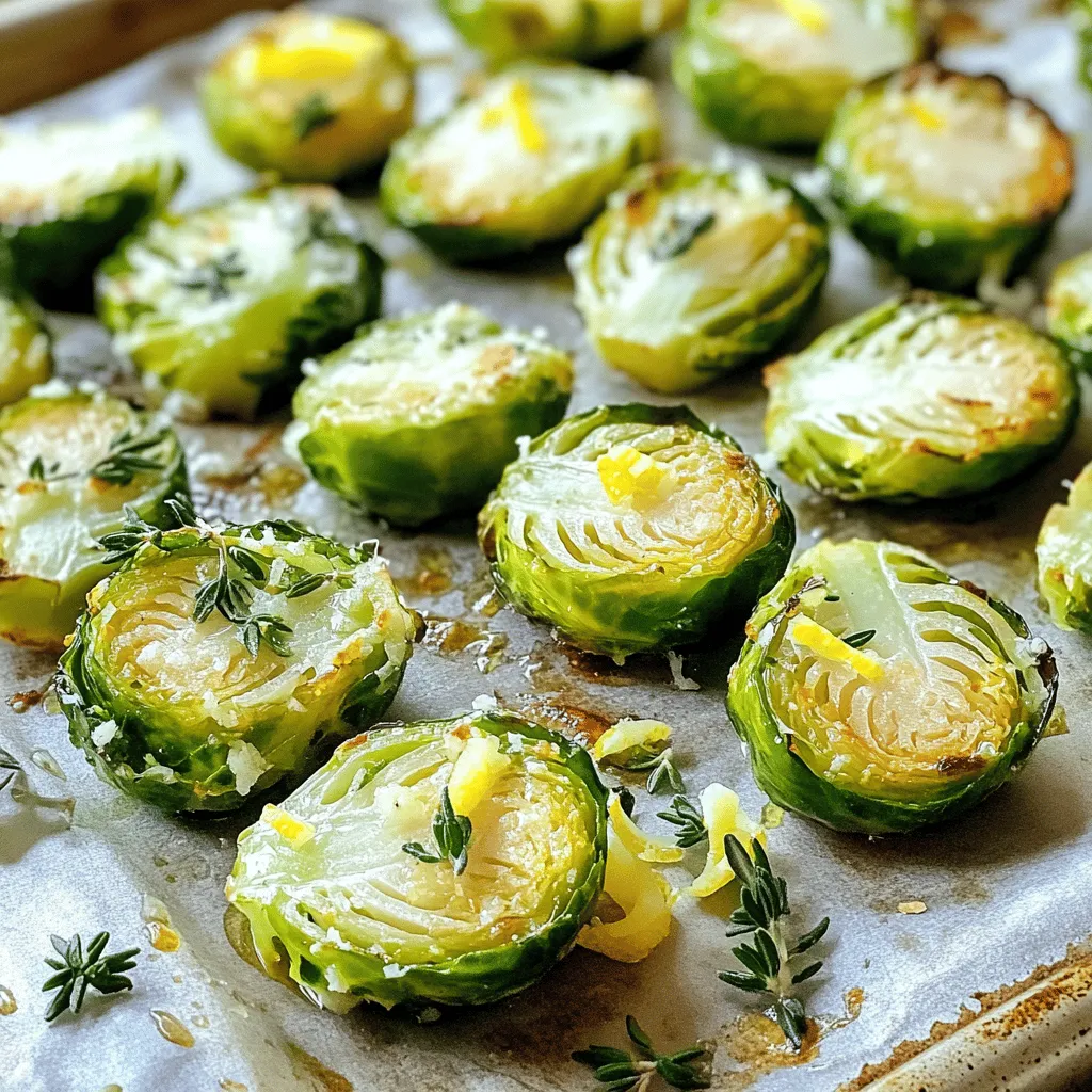 - 1 lb Brussels sprouts, halved - 4 cloves garlic, finely minced - 3 tablespoons extra virgin olive oil - 1 teaspoon fresh thyme leaves, chopped - 1 teaspoon fresh rosemary, finely chopped - 1/2 teaspoon smoked paprika - Kosher salt and freshly cracked black pepper, to taste - Zest of 1 lemon for brightness - 2 tablespoons freshly grated Parmesan cheese When making Garlic Herb Roasted Brussels Sprouts, I focus on fresh, high-quality ingredients. Start with the Brussels sprouts. I always choose firm, bright green sprouts for the best flavor. Halving them helps the insides become tender. Next up, garlic is key. I love using fresh garlic. Mince it finely to release its full flavor. The aroma will fill your kitchen as it roasts. For oil, I prefer extra virgin olive oil. It adds richness and helps with browning. Now, let's talk herbs. I use fresh thyme and rosemary. They bring earthy notes that pair well with Brussels sprouts. Smoked paprika adds a warm, subtle kick. I sprinkle kosher salt and cracked pepper to enhance all the flavors. If you want a little brightness, lemon zest is a lovely touch. Finally, if you're feeling indulgent, sprinkle some grated Parmesan cheese on top. It melts beautifully and adds a savory crust. This recipe makes a savory delight that’s sure to impress! For the full recipe and step-by-step instructions, check out the Garlic Herb Roasted Brussels Sprouts recipe. 1. Preheat the Oven: Set your oven to 425°F (220°C). This high heat helps create a nice crisp. 2. Prepare Brussels Sprouts: Rinse the Brussels sprouts under cold water. Trim the woody ends with a knife. Halve each sprout lengthwise for even cooking. 3. Mix Ingredients: In a large bowl, combine the halved Brussels sprouts, minced garlic, olive oil, thyme, rosemary, smoked paprika, lemon zest, salt, and pepper. Use your hands or a spatula to mix everything well. This ensures every sprout is coated in flavor. 4. Arrange on Baking Sheet: Take a baking sheet lined with parchment paper. Spread the seasoned Brussels sprouts in a single layer, cut side down. This helps them caramelize and develop a nice color. 5. Roast in Oven: Place the baking sheet in the oven. Roast for about 20-25 minutes. Stir halfway through to ensure even browning. Look for golden-brown, fork-tender sprouts as your cue to finish. 6. Add Cheese (Optional): If you want, sprinkle grated Parmesan cheese over the sprouts in the last 5 minutes. This will melt and create a lovely cheesy crust. 7. Serve Warm: Once done, take the baking sheet out. Carefully transfer the Brussels sprouts to a serving dish. Enjoy these savory treats warm! For the complete recipe, check out the [Full Recipe]. - Use a high quality extra virgin olive oil for best flavor. This oil brings out the taste of the sprouts. - Aim for uniform size in halving Brussels sprouts for even cooking. This helps them roast at the same rate. - Consider adding more garlic or herbs for a stronger taste. Garlic gives a nice punch, while herbs add freshness. - Lemon juice can be added right before serving for extra zest. This brightens the dish and balances the flavors. - Drizzle additional olive oil and garnish for an elegant finish. A touch of olive oil makes the dish shine and look appetizing. {{image_4}} To change up the flavor, try adding cayenne pepper. This spice gives a nice kick. You can also swap in fresh herbs like basil or parsley. These herbs add a new taste and freshness. If you want a vegan option, replace Parmesan with nutritional yeast. This swap keeps the flavor while making it plant-based. For added crunch, mix in nuts like walnuts or pecans. They will give your sprouts a delightful texture. If you’re short on time, try air frying the Brussels sprouts. This method cooks them quickly and keeps them crispy. You can also roast them on a grill. Grilling gives a smoky flavor that is hard to beat. - Refrigerate: Store in an airtight container for up to 3 days. This keeps them fresh and tasty. - Freezing: Can be frozen for up to 2 months. Make sure to cool them down before you pack them. - Reheat in oven for best texture. Set it to 350°F (175°C) for 10-15 minutes. - Microwave: Use for quick service. It’s fast but may lose some crispness. - Add a bit of olive oil before reheating. This keeps them moist and flavorful. - Pair with proteins like chicken or fish for a full meal. They balance well together. - Excellent as a side dish for holiday gatherings. Their bright flavors make any meal special. For the full recipe, check out the section above! Yes, you can prep and refrigerate them before roasting. This saves time on busy days. Just add extra time to reheating for even warmth and flavor. Halve them lengthwise. This helps them cook evenly. It also allows more flavor to soak in. You get nice caramelization, making them tastier. Absolutely! Feel free to experiment with different herbs. You can use basil, oregano, or even sage. Mixing herbs can help you find your perfect flavor profile. Try what you love! For the full recipe, see above. Roasting Brussels sprouts unlocks rich flavor and offers many options for personalization. We covered the essential ingredients, preparation steps, tips for perfecting your dish, and ways to store leftovers. Remember, you can play around with seasonings or cooking methods to suit your taste. Enjoy your roasted Brussels sprouts warm, as a side or main dish. Your meal will shine with vibrant flavors and delightful textures!