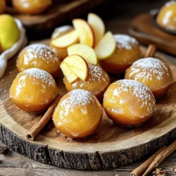 - 1 cup apple cider - 1/2 cup granulated sugar - 1/2 teaspoon ground cinnamon - 1/4 teaspoon ground nutmeg - 2 cups all-purpose flour Apple cider forms the base of the flavor. It gives the donut holes that warm, fall taste. The sugar adds sweetness, while cinnamon and nutmeg bring spice. The all-purpose flour holds it all together, giving the donut holes their soft texture. - 1 tablespoon baking powder - 1/2 teaspoon salt - 1/4 cup unsalted butter, melted - 1 large egg - 1/2 cup whole milk - 1 teaspoon vanilla extract Baking powder helps them rise, making them fluffy. Salt enhances all the flavors. Butter adds richness, while the egg binds the mix. Whole milk keeps the batter smooth, and vanilla adds a touch of warmth. - 1 cup powdered sugar - Extra apple cider for the glaze The powdered sugar creates a sweet coating. Mixing it with apple cider makes a smooth glaze. This glaze is the final touch, giving each donut hole a shiny, sweet finish. For the full recipe, follow the steps to create these delightful treats! To start, we must enhance the apple cider's flavor. Pour 1 cup of apple cider into a small saucepan. Heat it over medium-high heat until it boils. This takes just a few minutes. Once boiling, turn the heat down to low. Let it simmer gently, stirring from time to time. You want the cider to reduce to about 1/4 cup. This will take around 10-15 minutes. After it reaches the right amount, remove the pan from heat. Allow the reduced cider to cool slightly. This step is key for the best flavor in your donut holes. Next, it's time to mix our batter. In a large bowl, whisk together these dry ingredients: - 2 cups all-purpose flour - 1 tablespoon baking powder - 1/2 teaspoon salt - 1/2 cup granulated sugar - 1/2 teaspoon ground cinnamon - 1/4 teaspoon ground nutmeg In another bowl, mix the wet ingredients: - 1/4 cup unsalted butter, melted - 1 large egg - 1/2 cup whole milk - 1 teaspoon vanilla extract - The cooled, reduced apple cider Pour the wet mixture into the dry ingredients. Stir gently until just combined. It is okay to have small lumps. Overmixing will make the donut holes tough. Now, let’s get to frying. First, heat oil in a deep frying pan or pot. You need enough oil to fully cover the donut holes. Aim for a temperature of 350°F (175°C). Use a kitchen thermometer to check. While the oil heats, shape the dough into small balls. Use a small cookie scoop or your hands. Aim for 1-inch diameter balls. Carefully drop them into the hot oil. Fry them in small batches to avoid overcrowding. Each batch should take about 2-3 minutes. They should turn golden brown as they cook. Gently turn them for even frying. Once cooked, use a slotted spoon to transfer them to a plate lined with paper towels. This will help soak up any excess oil. For the full recipe, including the glaze instructions, be sure to check the [Full Recipe]. To get the best texture for your donut holes, you need to adjust flour and liquid. Start with the recipe's exact amounts. If the dough feels too dry, add a little more milk. If it feels too wet, add a bit more flour. This small tweak can make a big difference! Frying time is key, too. Aim for 2-3 minutes in hot oil. Keep an eye on the color; you want a nice golden brown. If they are browning too fast, lower the heat a bit. If they are pale, increase the heat. One common mistake is overcrowding the frying pan. If you add too many donut holes at once, the oil cools down. This can lead to soggy, greasy donuts. Fry in small batches for the best results. Another mistake is not allowing the cider to reduce enough. Reducing the cider concentrates its flavor. If you skip this step, your donuts may taste bland. Let the cider simmer until it’s about 1/4 cup. For a fun twist, try different spices. Besides cinnamon and nutmeg, consider adding ginger or allspice. These spices bring warmth and depth to your donut holes. You can also add unique ingredients. Try mixing in a bit of caramel or chopped apples into the dough. This will add even more flavor and texture to your treat. For more ideas, check out the Full Recipe for Apple Cider Glazed Donut Holes! {{image_4}} You can switch up the glaze on these donut holes. Try a chocolate glaze for a rich twist. Just melt chocolate and mix with a bit of cream. This will coat your donut holes in a sweet chocolate layer. Another option is maple glaze. Combine maple syrup with powdered sugar for a sweet, sticky finish. Both glazes add a fun spin to the classic apple cider flavor. Want to get creative? Add pumpkin puree to the dough for a fall touch. This gives the donut holes a soft texture and warm flavor. You can also try adding caramel to the mix. Drizzle caramel over the warm donut holes for an extra treat. Using different types of apples can change the taste too. Honeycrisp apples add a sweet crunch, while Granny Smith offers a tart kick. If you want a lighter option, consider baked donut holes. They still taste great and cut down on oil. You can use whole wheat flour instead of all-purpose flour for added fiber. For those with dietary needs, substitute sugar with honey or a sugar alternative. You can also use almond milk instead of whole milk. These small changes can make your donut holes healthier without losing flavor. For the full recipe, check out the Apple Cider Glazed Donut Holes recipe above. To keep your apple cider glazed donut holes fresh, store them in an airtight container. This helps maintain their moisture and flavor. Make sure they are completely cool before sealing them up. I recommend using a glass or plastic container that is easy to close tightly. Avoid stacking them too high, as this can cause them to lose their shape. When you are ready to enjoy leftover donut holes, reheating is key. The best method is to use an oven or an air fryer. Preheat your oven to 350°F (175°C). Place the donut holes on a baking sheet and warm them for about 5-7 minutes. This method helps keep them crispy. Avoid using a microwave, as it can make them soggy. If you want to save some for later, freezing is a great option. First, let the donut holes cool completely. Then, place them in a single layer on a baking sheet and freeze them for about an hour. Once frozen, transfer them to a freezer-safe bag or container. They can last in the freezer for up to three months. To thaw, just leave them in the fridge overnight or let them sit at room temperature for a couple of hours. Yes, you can prepare the donut holes ahead of time. I suggest frying them a day before serving. After frying, let them cool completely. Store them in an airtight container at room temperature. When you’re ready to serve, glaze them fresh. This keeps them soft and tasty. These donut holes pair well with several drinks and snacks. Here are some ideas: - Coffee: A warm cup of coffee enhances the sweet flavor. - Apple cider: Hot or cold, it adds a lovely autumn touch. - Ice cream: Vanilla or caramel ice cream creates a nice contrast. - Chocolate sauce: Drizzling chocolate adds a rich layer of flavor. To check if your donut holes are cooked, insert a toothpick into the center. If it comes out clean, they’re ready. Fry them for 2-3 minutes until golden brown. Keep an eye on the color. If they darken too fast, lower the heat. You now know how to make delicious apple cider glazed donut holes. We covered ingredients, steps, tips, and variations. Using the right cider and spices makes a big difference. Avoid common mistakes to ensure the best texture. I believe anyone can enjoy these treats. They’re fun to make and taste amazing. Try experimenting with different flavors or glazes for your own twist. Store them well to keep them fresh. Enjoy sharing these delightful bites with friends and family. Happy cooking!
