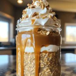 - 1 cup rolled oats - 1 cup unsweetened almond milk (or any milk of your choice) - 1 tablespoon chia seeds - 1 tablespoon pure vanilla extract - 2 tablespoons pure maple syrup - 1 teaspoon espresso granules (or instant coffee) - 1/4 cup caramel sauce - 1/2 teaspoon ground cinnamon - A pinch of salt I love how easy it is to make Caramel Macchiato Overnight Oats. You just mix simple ingredients, and they turn into a tasty treat! The rolled oats form the base. They soak up the milk and flavors overnight. The almond milk or your choice of milk keeps it creamy. Chia seeds add a nice texture and healthy boost. Pure vanilla extract gives a lovely aroma. Maple syrup adds sweetness. You can adjust this to fit your taste. Espresso granules or instant coffee add a coffee kick. This helps capture that beloved caramel macchiato flavor. Now, let’s not forget about the caramel sauce! It brings the rich, sweet element that ties everything together. The ground cinnamon adds warmth, and a pinch of salt balances the sweetness. - Whipped cream - Chopped nuts (e.g., pecans, walnuts) - Additional caramel sauce To top it off, I suggest whipped cream for a touch of luxury. Chopped nuts like pecans or walnuts give a nice crunch and flavor. A drizzle of extra caramel sauce makes it even more special. This recipe really comes together with these few simple ingredients. You can find the Full Recipe elsewhere in this article. Enjoy this sweet and creamy dish in the morning or as a snack! - First, mix your dry ingredients in a bowl. This includes rolled oats, chia seeds, espresso granules, ground cinnamon, and salt. - Next, add the wet ingredients. Pour in almond milk, vanilla extract, and maple syrup. Stir until everything blends well. - Now, take a jar or container. Layer half of the oat mix at the bottom. - Spoon 2 tablespoons of caramel sauce on top of the first layer. This adds a sweet surprise. - Pour the rest of the oat mixture over the caramel layer. Make sure it's even. - Seal the jar tightly. Place it in the refrigerator overnight. - This helps the flavors meld. You will wake up to a tasty treat in the morning! To keep your oats from getting soggy, use the right milk amount. If you like thicker oats, use less milk. For creamier oats, add a bit more. I suggest starting with 1 cup of almond milk. You can adjust based on your taste. Remember, chia seeds soak up liquid too, so they will help with texture. You can personalize the sweetness to fit your taste. If you want more sweetness, add more maple syrup. I usually start with 2 tablespoons. You can also try honey or agave for a different flavor. Each option gives a nice touch to your oats. {{image_4}} You can make your Caramel Macchiato Overnight Oats even more exciting! Try adding cocoa powder to create a mocha twist. Just a tablespoon will give your oats a rich chocolate flavor. It's a fun way to mix things up. You can also experiment with different nut milks. Coconut milk adds a tropical touch, while cashew milk brings a creamy texture. Each type of milk will change the flavor, so feel free to explore! Want to make it vegan? Skip the caramel sauce or use a plant-based version. You can also swap maple syrup for agave nectar. Both adjustments keep the oats sweet and delicious. For gluten-free oats, just ensure you use certified gluten-free rolled oats. This small change makes it safe for everyone. If you want a protein boost, add Greek yogurt to your oats. Just a half cup will make your breakfast richer and more filling. Plus, it makes the oats super creamy. You can find the full recipe for Caramel Macchiato Overnight Oats to try these variations. Enjoy mixing and matching these ideas to suit your taste! To keep your Caramel Macchiato Overnight Oats fresh, store them in a sealed jar. This prevents air from getting in and keeps the oats tasty. They can last in the fridge for up to three days. If you want the best flavor, eat them within two days. The oats will soak up the milk and flavors, making them soft and creamy. You can freeze your overnight oats for longer storage. To do this, put your oats in a freezer-safe jar. Leave some space at the top, as they will expand when frozen. When you want to eat them, transfer the jar to the fridge for a night to thaw. You can also microwave them for a quick warm-up. Just remember to stir well after reheating. This keeps the texture nice and smooth. Yes, you can make these oats a few days ahead. They taste better as they sit. Just mix everything and store in the fridge. This saves time on busy mornings. You can keep your oats in the fridge for up to five days. Just make sure to use a sealed jar or container. Check for any changes in smell or texture before eating. Yes, you can use quick oats or steel-cut oats. Just keep in mind that cooking times and textures may differ. Rolled oats give a nice creaminess that I love. Absolutely! You can skip the coffee and still enjoy tasty oats. Try adding extra vanilla or a dash of cocoa powder for flavor. You can use honey, agave syrup, or even a fruit puree. Each will give a unique taste. Just adjust the sweetness to fit your liking. Check out the Full Recipe for more ideas! You learned how to make Caramel Macchiato Overnight Oats. We covered the key ingredients and easy steps to prepare them. You also got tips on texture and sweetness, plus a few fun variations. Remember, you can adjust the recipe to fit your taste. Whether you prefer it vegan or want to switch up flavors, the choice is yours. Make your breakfast tasty and fun! Enjoy your delicious oats every morning!