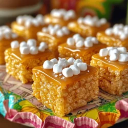 - 6 cups Rice Krispies cereal - 1 cup mini marshmallows - 1 cup creamy or chunky peanut butter - 1 cup unsalted butter (equivalent to 2 sticks) - 1 cup granulated sugar - 1/2 cup packed brown sugar - 1 teaspoon vanilla extract - 1 teaspoon sea salt (plus additional for garnish) You can change some ingredients if needed. For peanut butter, try almond butter or sunflower seed butter. These will add a different taste but still work well. If you can't find mini marshmallows, you can use regular marshmallows. Just cut them into smaller pieces. The type of chocolate or caramel you use can change the flavor. Choose high-quality chocolate for a richer taste. A good caramel will add depth too. Always check the labels for freshness and quality. Start by melting the butter in a large saucepan over medium heat. Once it melts, add the granulated and brown sugars. Stir constantly until the mixture begins to boil lightly. This boiling stage is key for achieving that deep, caramelized flavor that makes these treats special. Next, lower the heat to a gentle simmer. It's time to mix in the mini marshmallows and peanut butter. Keep stirring until everything melts and blends smoothly, which takes about 2-3 minutes. This step is crucial for getting that creamy texture. If you skip this, your treats may not be as rich and delicious. Now, fold in the Rice Krispies cereal. Do this gently, ensuring every piece gets coated in that sweet caramel mix. This is important to prevent the cereal from breaking. Once mixed, lightly grease a 9x13 inch baking dish with cooking spray or butter. Pour the Rice Krispie mixture into the dish. Use a spatula or your hands to spread it evenly. Press down firmly but gently to compact the mixture, which helps it hold together well. For the complete recipe, check the [Full Recipe]. To keep the mixture from getting too hard, avoid cooking it too long. Once the sugars melt, just bring it to a light boil. Then, take it off heat as soon as you see bubbles. This method helps keep your treats chewy and soft. Balancing salty and sweet is key. Use a teaspoon of sea salt in the mix, and sprinkle more on top. This adds a nice contrast and makes each bite pop with flavor. Always taste the mixture before pouring it over the Rice Krispies to ensure it's just right. For a fun presentation, cut the treats into fun shapes using cookie cutters. You can also stack them in a clear jar for a lovely display. This lets everyone see the delicious layers of caramel and cereal. Pair these treats with warm milk or a scoop of vanilla ice cream. The warm drinks contrast well with the cool sweets. You can also serve them with a rich coffee for a nice kick. If your mixture is too sticky, it may mean you added too many marshmallows or didn't cook it long enough. To fix this, add a bit more Rice Krispies. If the mix is too crumbly, you may need more melted butter or peanut butter. Mix in a spoonful at a time until it holds together better. For the complete guide, check the Full Recipe. {{image_4}} You can change up the flavors in your salted caramel Rice Krispie treats. Different types of peanut butter can add a twist. Try crunchy for texture or flavored ones like chocolate or honey. You can also toss in chocolate chips or nuts. Dark chocolate chips add a rich taste. Chopped nuts like pecans or almonds give a nice crunch. For gluten-free options, use gluten-free Rice Krispies. This way, everyone can enjoy these treats. If you need vegan alternatives, swap the butter for coconut oil. Use vegan marshmallows and a nut butter of your choice. This keeps the recipe plant-based and just as tasty. You can serve these treats in many ways. Create bars for a thicker bite or stick to traditional squares for a classic look. You can also decorate them. Drizzle melted chocolate or caramel on top for extra flair. A sprinkle of sea salt adds to the flavor and makes them look fancy. For the full recipe, check out my earlier sections. To keep your salted caramel Rice Krispie treats fresh, use an airtight container. A glass or plastic container works well. Line the bottom with parchment paper. This helps prevent sticking. Store the treats at room temperature. They stay good for about 3 to 5 days. You can freeze the treats too! First, let them cool completely. Wrap them tightly in plastic wrap. Then place them in a freezer-safe bag. They can stay fresh in the freezer for up to 3 months. When you want to enjoy them, remove them from the freezer. Let them thaw at room temperature for a few hours. This keeps the texture nice and chewy. Check for changes in texture or smell. If the treats feel hard or dry, they may have gone bad. Look for any off smells or signs of mold. If you see any, it's best to throw them away. Always trust your senses to ensure your treats are fresh! To make salted caramel Rice Krispie treats, follow these easy steps. First, melt unsalted butter in a large saucepan over medium heat. Add granulated and brown sugars, stirring until it bubbles. This creates a great caramel flavor. Next, lower the heat and mix in mini marshmallows and peanut butter. Stir until smooth. Remove from heat and add vanilla extract and sea salt. This step enhances the taste. Fold in Rice Krispies cereal gently. Pour the mix into a greased 9x13 dish and press down firmly. Let it cool for 30 minutes, then cut into squares. For a tasty touch, sprinkle more sea salt on top. For the full recipe, check the section above. Yes, you can use different cereals. Some great options include Cornflakes, Cheerios, or even puffed rice. Each cereal brings its unique flavor and texture. If you use a sweeter cereal, you may want to reduce the sugar slightly. If you prefer a crunchier treat, try adding some nuts or seeds. This twist keeps it fun and interesting! Salted caramel Rice Krispie treats last about a week when stored properly. Keep them in an airtight container at room temperature. If you want them to last longer, you can freeze them. Just wrap them tightly in plastic wrap and then in foil. When you want to enjoy them, let them thaw at room temperature. Always check for any signs of spoilage, like changes in texture or smell, to keep your treats fresh. This article covered how to make delicious Salted Caramel Rice Krispie Treats. You learned about essential ingredients, tips, and variations. Remember to choose high-quality chocolates and marshmallows for the best flavor. Experiment with different nut butters and cereals for unique twists. Follow storage tips to keep treats fresh longer. With this guide, you can create tasty, fun snacks perfect for any occasion. Enjoy crafting your treats and sharing them with friends and family. Happy cooking!