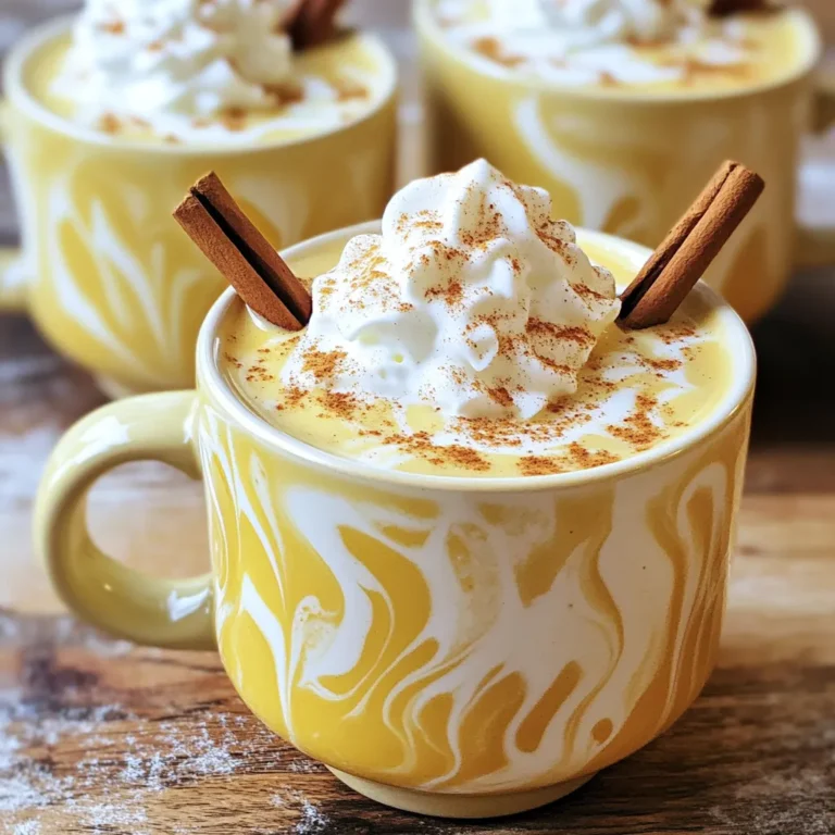 To make a cozy cup of pumpkin spice white hot chocolate, you'll need: - 2 cups whole milk - 1 cup heavy cream - 1 cup white chocolate chips - 1/2 cup pumpkin puree - 1 teaspoon vanilla extract - 1 teaspoon pumpkin pie spice (plus extra for garnish) These ingredients create a rich and smooth drink. The combination of white chocolate and pumpkin gives it a sweet and warm flavor. Whole milk and heavy cream make it creamy and satisfying. You can add lovely touches to your drink with these extras: - Whipped cream for topping - Cinnamon sticks for garnish (optional) Whipped cream adds a fluffy layer on top. A cinnamon stick not only looks great but also gives a nice hint of spice as you sip. If you need to swap ingredients, here are some easy options: - Use almond milk or oat milk in place of whole milk for a dairy-free option. - Replace white chocolate chips with dark chocolate chips for a richer taste. - If you don’t have pumpkin pie spice, mix cinnamon and nutmeg for a similar flavor. These substitutions keep the drink tasty while fitting your needs. Enjoy your pumpkin spice white hot chocolate however you like! Start by gathering your ingredients. You need whole milk and heavy cream. Pour both into a medium saucepan. Set the heat to medium. Stir gently with a wooden spoon. Warm the mixture, but do not let it boil. This step helps create a creamy base. Once your milk is warm, it's time to add the fun stuff. Toss in the white chocolate chips. Stir until they melt completely. This creates a smooth and rich texture. Next, add the pumpkin puree, vanilla extract, and pumpkin pie spice. Stir well and keep warming the mixture. Make sure it stays hot, but skip boiling. Now that your drink is ready, it’s time to serve. Ladle the pumpkin spice white hot chocolate into mugs. Top each mug with a generous dollop of whipped cream. Don't forget to add a sprinkle of pumpkin pie spice for that festive touch. If you want, place a cinnamon stick in each mug. This adds a nice look and a little extra flavor. To make your pumpkin spice white hot chocolate even better, consider a few easy tweaks. - Use fresh pumpkin puree for a richer taste. It adds a nice, natural sweetness. - Experiment with spices. Try adding a pinch of nutmeg or cloves for depth. - Sweeten it up. If you like it sweeter, add a bit of maple syrup or honey. - Add a splash of coffee. This gives a nice boost and creates a mocha flavor. People often make simple errors when making this drink. - Don’t boil the milk mixture. Keep it warm, not boiling. Boiling can change the texture. - Add chocolate too quickly. Stir in the chocolate chips slowly to avoid clumping. - Forget to taste. Always check the flavor before serving. Adjust spices if needed. Making a vegan version is easy and still delicious! - Swap the dairy. Use almond or oat milk in place of whole milk and cream. - Choose vegan chocolate chips. Look for brands that are dairy-free for the best results. - Add a little extra pumpkin spice. This enhances the flavor and gives it a cozy vibe. {{image_4}} You can easily switch up this drink to fit your taste. Try adding a splash of coffee for a mocha flavor. This adds a rich depth that pairs well with the spices. You might also consider using dark or milk chocolate instead of white. This change brings a different sweetness and richness. For a fun twist, blend in a spoonful of Nutella. It gives a chocolate-hazelnut taste that is simply delightful. Bored of the classic flavor? Explore new spice combinations. Use chai spice for a cozy, warm taste. A touch of cayenne pepper can add a surprising kick. This balances the sweetness of the white chocolate. You can also try adding cardamom for a unique twist. This spice enhances the warmth of the pumpkin. Experimenting with these spices keeps things exciting. Seasonal flavors can make your drink feel festive. A drizzle of caramel adds a sweet depth that pairs perfectly with pumpkin. You can also mix in crushed peppermint candies for a fresh twist. This gives your hot chocolate a holiday flair. For a richer experience, swap out some cream for eggnog during the winter. The creamy texture complements the pumpkin flavor well. Each of these additions makes your pumpkin spice white hot chocolate special. To keep your pumpkin spice white hot chocolate fresh, pour any leftovers into a clean container. Make sure it has a tight lid. Store it in the fridge. It will stay good for about three days. When you want to enjoy it again, be sure to follow the reheating steps below. When you're ready to drink your leftover hot chocolate, pour it into a saucepan. Heat it over low heat. Stir gently to keep it from burning. You want it warm, not boiling. This should take about five minutes. If you like, you can add a splash of cream or milk to make it extra creamy. If you want to save your pumpkin spice white hot chocolate for later, freeze it! Pour it into ice cube trays for small portions. Once frozen, move the cubes into a freezer bag. This way, you can use just what you need later. To enjoy, thaw the cubes in the fridge overnight or heat them gently on the stove. To make pumpkin spice white hot chocolate dairy-free, you can swap out dairy milk and cream. Use almond milk, oat milk, or coconut milk. These options add a nice flavor. Make sure to choose a dairy-free white chocolate or use a vegan chocolate instead of white chocolate chips. This way, you keep the creamy texture and rich taste without any dairy. You can add a few spices to boost the flavor. Nutmeg is a great choice; it gives warmth and depth. Cardamom adds a unique twist and a fragrant aroma. You might also try a pinch of ginger for some zing. Experiment with these spices in small amounts. This lets you find the right balance for your taste. Absolutely! While white chocolate gives a sweet touch, you can use milk chocolate or dark chocolate for a different flavor. Milk chocolate will add more sweetness, while dark chocolate adds richness and depth. Adjust the sugar in your recipe based on the type of chocolate you use. Enjoy the fun of trying different chocolate types to find your favorite! In this post, we covered how to make Pumpkin Spice White Hot Chocolate. We explored essential ingredients, step-by-step instructions, and various tips. You can customize flavors, avoid common mistakes, and even store leftovers easily. This drink can warm your days and fit any season. Try your own twists, enjoy the cozy taste, and share with friends. Now, gather your ingredients and start making your delicious drink today!