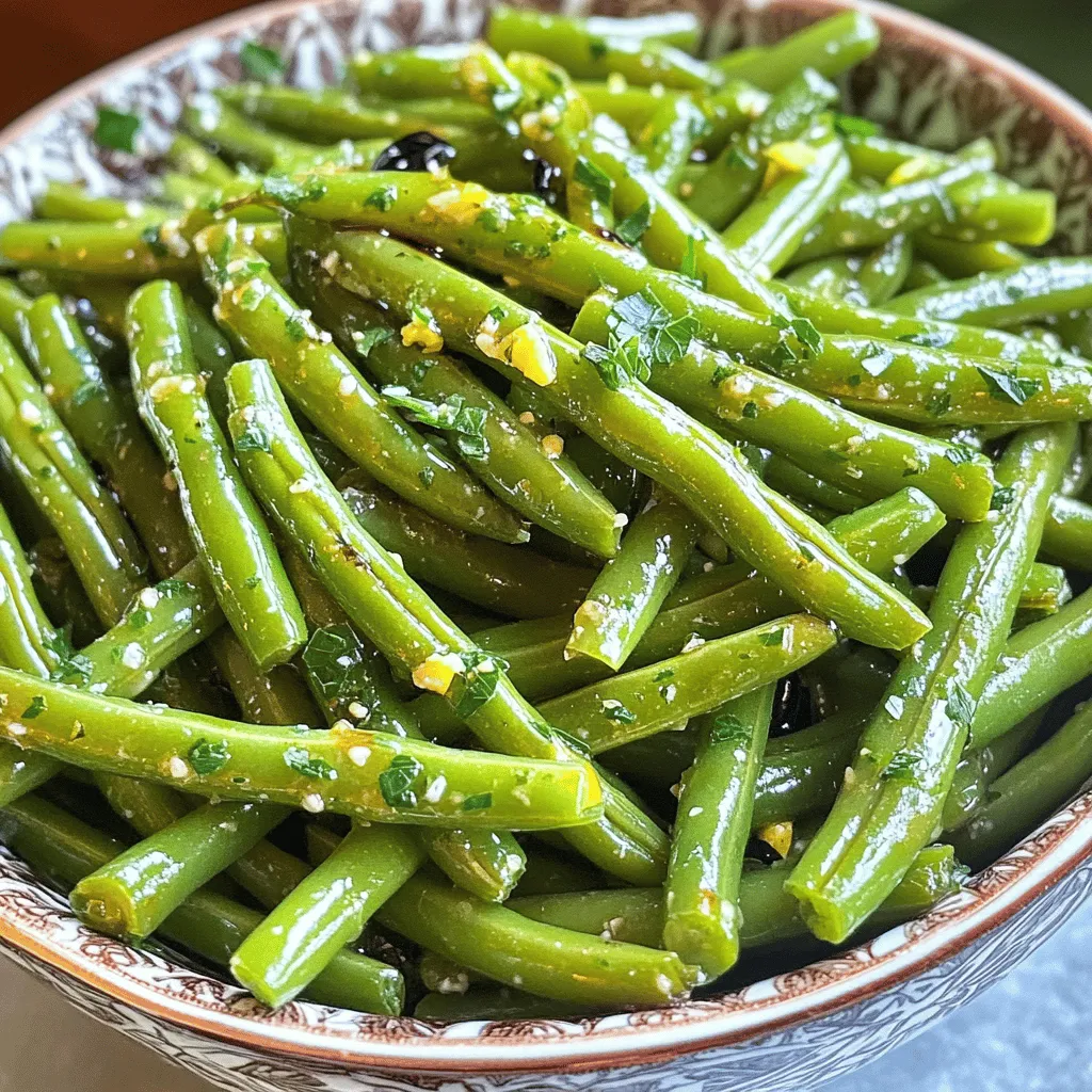 For this dish, you need 1 pound of fresh green beans. Trim the ends and clean them well. Fresh green beans give a crisp texture and bright taste. You can find them at your local grocery store or farmers' market. You will need 4 tablespoons of unsalted butter, melted. Make sure it is warm but not hot. Add 4 cloves of finely minced garlic to the butter. Garlic adds depth and a strong flavor, making the green beans taste great. Season the dish with 1 teaspoon of fresh lemon zest to brighten the flavor. Use ½ teaspoon of sea salt and ¼ teaspoon of freshly ground black pepper to enhance all the tastes. For a touch of sweetness, 1 tablespoon of balsamic glaze is optional. Finally, garnish with fresh parsley that is finely chopped to add color and freshness. This will make your dish look inviting and delicious. First, set your air fryer to 375°F (190°C). Let it heat for about 5 minutes. This step helps the green beans cook evenly. A hot air fryer gives you those nice crispy edges we love. Next, grab a big bowl. Melt 4 tablespoons of unsalted butter until it's just warm. Add 4 minced garlic cloves and 1 teaspoon of fresh lemon zest. Then, sprinkle in ½ teaspoon of sea salt and ¼ teaspoon of black pepper. Whisk it all together. You want a smooth, fragrant garlic butter sauce that smells amazing. Now, take 1 pound of fresh green beans. Trim and clean them first. Toss them into the bowl with the garlic butter mixture. Gently mix until every bean is coated. This is key for great flavor. Make sure each green bean gets its share of that tasty sauce. Place the coated green beans in the air fryer basket. Lay them out in a single layer. Make sure not to overcrowd the basket. Cook them for 8-10 minutes. Remember to shake the basket halfway through. This helps them brown evenly. They are done when they are tender-crisp and slightly caramelized. Carefully move the cooked green beans to a serving platter. For a special touch, drizzle some balsamic glaze on top. This adds a hint of sweetness. Then, sprinkle chopped fresh parsley for color and freshness. You can also serve them in a nice bowl or add extra melted butter for indulgence. Enjoy your tasty side dish! To make sure your green beans cook evenly, preheat your air fryer. Set it to 375°F (190°C) for about five minutes. This helps the beans start cooking right away. When you put the beans in, arrange them in a single layer. This way, the hot air can flow around each bean. If you crowd them, some will cook slower than others. Shake the basket halfway through cooking. This will turn the beans and help them brown nicely. Taste is personal, so feel free to adjust the flavors. If you like more garlic, add another clove or two. For a bit more zing, try adding more lemon zest. If you love spice, a pinch of red pepper flakes can add heat. Some people prefer less salt, so start with half a teaspoon. Taste as you go, and make your green beans just how you like them. Want to make your green beans even more special? You can add extra ingredients. Toasted sesame seeds can give a nice crunch. A sprinkle of Parmesan cheese can add richness. If you like sweetness, a drizzle of balsamic glaze works great. Fresh herbs like thyme or dill can add a fresh twist too. Experiment with these additions to find your favorite flavor combinations! {{image_4}} You can change the flavor of your green beans by trying different seasonings. Here are some ideas: - Red Pepper Flakes: Add a pinch for spice. - Parmesan Cheese: Sprinkle on top for a cheesy bite. - Lemon Juice: A splash brightens the dish. - Onion Powder: A little adds depth and warmth. Feel free to mix and match these flavors to find your favorite combo! If you want a vegan dish, swap the butter. Use olive oil or vegan butter instead. This keeps it rich while being plant-based. You can also try coconut oil for a unique twist. The garlic and lemon zest will still shine through. Air fryer garlic butter green beans work great with many meals. They pair well with: - Grilled Chicken: The flavors complement each other well. - Steak: Add a hearty touch to any cut of beef. - Fish: Light and fresh, perfect for salmon or cod. - Pasta: Toss them in with your favorite noodles for a veggie boost. These green beans can add color and taste to any plate! To keep your air fryer garlic butter green beans fresh, store them right. First, let the beans cool to room temperature. Then, place them in an airtight container. This method helps keep moisture out. You can keep them in the fridge for up to three days. When you're ready to enjoy leftovers, reheating them is easy! Place the green beans in your air fryer. Set it to 375°F (190°C) for about 3-5 minutes. This helps restore their crispness. You can also use a microwave, but they may become soft. If you choose the microwave, heat them in short bursts to avoid overcooking. If you want to store green beans for longer, freezing is a great option. First, blanch the beans in boiling water for 2-3 minutes. This process locks in their bright color and flavor. After blanching, quickly cool them in ice water. Once cooled, drain and pat them dry. Then, place them in freezer-safe bags, removing as much air as possible. Label and freeze the bags for up to six months. When you're ready to use them, just cook straight from frozen! You should cook green beans in the air fryer for 8 to 10 minutes. This timing allows them to become tender-crisp. Make sure to shake the basket halfway through. This way, the beans cook evenly and brown nicely. Yes, you can use frozen green beans, but they may need a little more time. Start with 10 to 12 minutes and check for doneness. You may also want to thaw them first to help with even cooking. If you need a garlic substitute, try using shallots or garlic powder. Shallots add a mild, sweet flavor. Garlic powder offers some garlic taste but is less intense. You can adjust the amount to fit your taste. Air-fried green beans are often healthier than deep-fried ones. Air frying uses less oil, which cuts down on calories and fat. Plus, you still get that nice crunch without all the grease. This makes air-frying a great option for tasty, healthy dishes. Air frying green beans is simple and fun. We explored fresh ingredients like green beans, garlic, and butter. I shared easy steps for cooking and serving. Tips on taste adjustments and storage make it practical. You can also adapt recipes for vegan needs or pair them with other dishes. Air frying not only saves time but also brings great flavor. Enjoy experimenting with this tasty veggie!