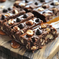 - 1 cup rolled oats - 1/2 cup hazelnuts, coarsely chopped - 1/2 cup almond flour - 1/4 cup unsweetened cocoa powder - 1/3 cup pure maple syrup The base of these bars starts with rolled oats. They give a hearty texture. Hazelnuts add a lovely crunch and a nutty flavor. Almond flour brings a slight sweetness and helps bind the mixture. Unsweetened cocoa powder gives the chocolatey taste without added sugar. Pure maple syrup serves as the sweetener and adds moisture. - 1/4 cup almond butter (or creamy peanut butter) - 1 teaspoon pure vanilla extract - 1/2 teaspoon sea salt - 1/4 cup dark chocolate chips Almond butter or peanut butter enhances the rich texture. The pure vanilla extract adds warmth to the flavors. Sea salt balances the sweetness and brings out the chocolate taste. Dark chocolate chips provide bursts of chocolate in every bite. You can choose dairy-free chips for a vegan option. - Chopped hazelnuts - Melted chocolate drizzle Garnishes like chopped hazelnuts add visual appeal and extra crunch. A drizzle of melted chocolate makes the bars look fancy and taste even better. These toppings are optional, but they elevate the overall experience. - Preheat the oven to 350°F (175°C). - Line an 8x8-inch baking pan with parchment paper. First, you want to set your oven to 350°F. This temperature helps the bars bake evenly. Next, grab your 8x8-inch pan. Line it with parchment paper. Leave some paper hanging over the edges. This makes it easy to lift out the bars later. - Combine rolled oats, hazelnuts, almond flour, cocoa powder, and sea salt. In a large bowl, mix your rolled oats and chopped hazelnuts. Add almond flour, cocoa powder, and sea salt. Stir these dry ingredients well. You want them to be evenly blended. This step builds a strong base for the bars. - Whisk together maple syrup, almond butter, and vanilla extract. In another bowl, whisk the maple syrup, almond butter, and vanilla extract. Mix until it is smooth. This mixture adds flavor and moisture to your bars. - Pour wet into dry ingredients and mix thoroughly. - Fold in dark chocolate chips. Now, pour the wet mixture into the dry ingredients. Stir them together until everything is moist. The mix should be thick and slightly sticky. Next, fold in the dark chocolate chips. You want the chips spread evenly for tasty bites. - Transfer the mixture into the baking pan and pack it down. - Bake for 20-25 minutes and cool in the pan. Transfer your mixture into the lined baking pan. Press it down firmly. This helps the bars hold their shape. Place the pan in your preheated oven. Bake for about 20-25 minutes until the edges look golden brown. After baking, let it cool in the pan for 15 minutes. - Allow to cool completely on a wire rack before cutting. Finally, lift the bars out using the parchment paper. Let it cool completely on a wire rack. Once cool, cut the mixture into squares or rectangles. This gives you perfect bars that won’t crumble. Enjoy your healthy snack! To get the best texture in your bars, pack the mixture tightly. Press it down firmly in the pan. This helps the bars hold their shape after baking. Keep an eye on the baking time. Bake just until the edges turn golden brown. This gives a nice crunch while keeping the center chewy. Mixing techniques matter for even chocolate chip distribution. After adding dark chocolate chips, fold them in gently. This way, each bite bursts with chocolate goodness. Make sure every part of the mixture gets a taste of the chocolate. Presentation can elevate your bars. Arrange the cooled oat bars on a rustic wooden board. Add a sprinkle of chopped hazelnuts on top. For a special touch, drizzle melted chocolate over the bars. This not only looks beautiful but adds extra flavor too. {{image_4}} If you want to mix things up, consider changing some ingredients. Here are a few ideas: - Nut alternatives: Use pecans or walnuts instead of hazelnuts. They add a different taste and texture. - Sweetener options: Swap maple syrup with agave syrup or honey for a new flavor twist. Enhance the taste of your bars with these additions: - Adding spices: A pinch of cinnamon brings warmth. Sea salt flakes can boost the chocolate flavor. - Incorporating dried fruits: Raisins or cranberries can add a chewy texture and natural sweetness. You can easily adapt these bars to fit different diets: - Vegan adaptations: Use maple syrup and almond butter to keep it plant-based. Ensure the chocolate chips are dairy-free. - Gluten-free options: The almond flour and rolled oats are already gluten-free. Just double-check your ingredients to be safe. To keep your chocolate hazelnut oat bars fresh, store them in an airtight container. This helps reduce air exposure and keeps them moist. You can use a glass or plastic container with a tight seal. For added protection, wrap the bars in parchment paper before placing them inside. This way, they stay fresh longer. To freeze your oat bars, follow these steps: 1. Allow the bars to cool completely. 2. Cut them into squares or rectangles. 3. Wrap each bar tightly in plastic wrap. 4. Place the wrapped bars in a freezer bag. 5. Label the bag with the date. For thawing, take out the desired number of bars. Leave them at room temperature for about 30 minutes. You can also heat them in the microwave for 10-15 seconds to enjoy a warm treat. These oat bars can last up to one week in the fridge. For the best taste, eat them within this time. If you freeze them, they can stay good for about three months. After thawing, eat them within a week for optimum freshness. Yes, you can make these bars in advance. They store well in an airtight container. You can keep them at room temperature for a few days. For longer storage, place them in the fridge. They taste great chilled or at room temp. You can use milk chocolate chips if you prefer a sweeter taste. White chocolate chips also work for a creamy flavor. If you want to skip chocolate, try dried fruit or coconut flakes instead. Just ensure they blend well with the other flavors. You can adjust the maple syrup amount based on your taste. If you want less sweetness, use less syrup. You can also swap in honey or agave syrup for different flavors. Taste the mix before baking to find your perfect balance. Absolutely! These bars are great for meal prep. You can make a batch and cut them into portions. They are easy to grab for breakfast or a snack. Just store them properly to keep them fresh throughout the week. Yes, you can easily make these bars nut-free. Replace almond flour with oat flour or sunflower seed flour. Swap almond butter for sunflower seed butter. This way, you still get a tasty treat without any nuts. You now know how to make tasty Chocolate Hazelnut Oat Bars. We covered the key ingredients, simple steps, and useful tips to perfect your bars. Remember to pack the mix well and monitor the baking time for the best texture. Feel free to explore variations and store your bars for later. These delicious bars are easy to make and great for snacks or meal prep. Enjoy your homemade treats and let your creativity shine!