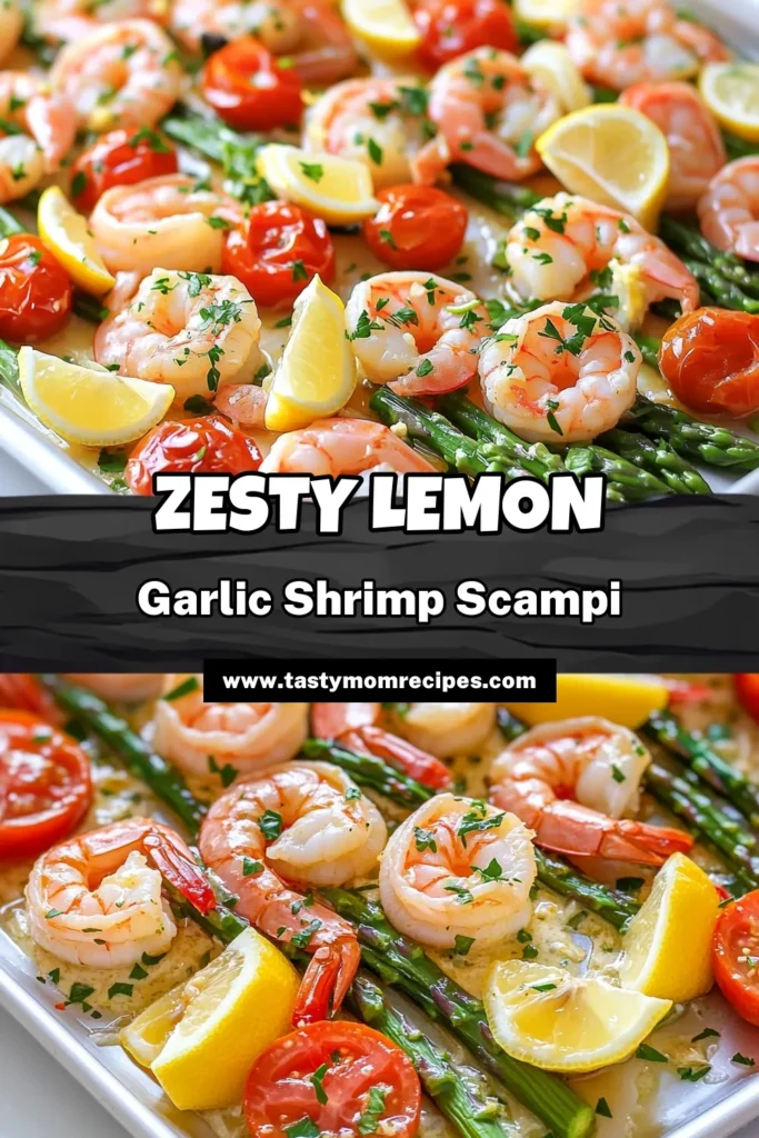 Dive into a delicious Zesty Sheet Pan Lemon Garlic Shrimp Scampi that's not only quick but bursting with flavor! In just 20 minutes, you can whip up a vibrant dish featuring juicy shrimp, fresh asparagus, and cherry tomatoes, all drizzled with a zesty garlic-lemon sauce. Perfect for a weeknight dinner! Click to explore the full recipe and bring this delightful dish to your table tonight. #shrimp #seafoodrecipes #quickmeals #dinnerideas