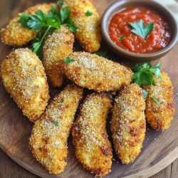 To make Air Fryer Garlic Parmesan Chicken Tenders, you need: - 1 pound chicken tenders - 1 cup all-purpose flour - 2 large eggs, beaten - 1 cup panko breadcrumbs - ½ cup freshly grated Parmesan cheese - 4 cloves garlic, finely minced - 1 teaspoon Italian seasoning - ½ teaspoon paprika - Salt and freshly ground pepper to taste - Olive oil spray These ingredients blend together to create a tasty and crunchy dish that everyone will enjoy. You can add more flavor to your chicken tenders with: - Dried herbs like thyme or oregano - A squeeze of lemon juice for brightness - A pinch of cayenne pepper for heat - Fresh herbs like parsley for garnish These extras can help you customize your dish for different tastes. For this recipe, gather these tools: - Three mixing bowls - A whisk or fork for the eggs - Measuring cups and spoons - An air fryer - Tongs for handling the chicken Having the right tools makes cooking easier and more fun. Enjoy the process! Set up your work area with three bowls. In the first bowl, add one cup of all-purpose flour. This will help the chicken stick to the coating. In the second bowl, beat two large eggs. This egg wash helps the coating adhere better. In the third bowl, mix one cup of panko breadcrumbs, half a cup of freshly grated Parmesan cheese, four minced garlic cloves, one teaspoon of Italian seasoning, half a teaspoon of paprika, and a sprinkle of salt and pepper. Stir everything well to blend the flavors. Grab each chicken tender, starting with the flour bowl. Dredge it in the flour and shake off the extra. Next, dip it into the egg, letting the excess drip off. Finally, roll the tender in the panko mix. Press down slightly to help the coating stick. Repeat this process for all the chicken tenders until they are well coated. Set your air fryer to preheat at 380°F for five minutes. This step is key for crispy chicken. While the air fryer preheats, spray the basket lightly with olive oil. Arrange the chicken tenders in a single layer, making sure not to overcrowd them. This helps them cook evenly. Once the air fryer is ready, you can start cooking your tasty chicken tenders! For Air Fryer Garlic Parmesan Chicken Tenders, set your air fryer to 380°F (193°C). Cook the tenders for 10 to 12 minutes. Flip them halfway through. This helps both sides get crispy and golden brown. To ensure even cooking, avoid overcrowding the basket. Place the tenders in a single layer. If you have many tenders, cook them in batches. Lightly spray the chicken with olive oil before cooking. This will help with crispiness and browning. To check for doneness, use a meat thermometer. The internal temperature should reach 165°F (75°C). This ensures the chicken is safe to eat. If you don’t have a thermometer, look for a golden brown color. The coating should be crispy and firm. {{image_4}} To boost flavor, try adding lemon zest. This brightens the dish and adds freshness. You might also mix in some red pepper flakes for heat. A dash of smoked paprika gives a nice smoky taste. Fresh herbs like thyme or oregano can add depth too. Just sprinkle them into your panko mix for extra flavor. The key to crispiness is the panko breadcrumbs and the egg wash. Use fresh panko for better texture. Don’t rush the dredging; coat each piece well. Press the breadcrumbs onto the chicken. This helps them stick during cooking. A light spray of olive oil before air frying is vital. It aids in browning and crisping the coating. If you are making a lot, don’t crowd the air fryer. Cook in batches to ensure even heat. This way, every piece gets crispy. You can keep cooked tenders warm in a low oven while finishing the rest. Just set the oven to about 200°F (93°C). This keeps them hot without cooking further. You can switch up the cheese in this recipe. Instead of Parmesan, try using mozzarella for a gooey texture. Cheddar gives a sharp flavor that many love. Even a mix of cheeses can add depth. Just remember to keep the amount the same, so the coating stays crunchy. Want to add some heat? Mix in cayenne pepper or chili flakes to the panko coating. You can also add a dash of hot sauce to the egg wash. This gives your tenders a spicy kick while keeping the garlic and Parmesan flavor intact. Adjust the spice level based on your taste. Don’t feel limited to chicken. You can use pork tenderloin or even shrimp. Both can be coated the same way and cooked in the air fryer. Just adjust the cooking time. Shrimp cooks faster, while pork may take a bit longer. This way, you can enjoy a variety of flavors and textures. To store your garlic parmesan chicken tenders, let them cool first. Once cool, place them in an airtight container. Make sure to layer parchment paper between the tenders to avoid sticking. Store them in the fridge for up to three days. For longer storage, use a freezer-safe container. Reheating chicken tenders can be tricky, but the air fryer works great! Set your air fryer to 350°F (175°C). Place the tenders in a single layer in the basket. Heat for about 5-7 minutes. This method keeps them crispy, and they taste fresh again! If you want to prep ahead, you can freeze the uncooked tenders. After coating them, lay them on a baking sheet. Freeze them for one hour, then transfer them to a freezer bag. They can stay frozen for up to three months. To cook, no need to thaw; just cook them for a few extra minutes in the air fryer. In this article, I covered how to make Air Fryer Garlic Parmesan Chicken Tenders. We explored the key ingredients, tools, and step-by-step cooking instructions. I shared tips for perfect cooking times and methods to enhance flavor and texture. You can also experiment with variations and learn the best ways to store and reheat leftovers. This dish is fun and simple to make, sure to please everyone. Enjoy your crispy, delicious tenders!