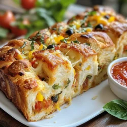To make Garbage Bread Delight, gather your ingredients. This recipe is simple and fun. Here’s what you will need: - 1 pre-made or homemade pizza dough - 1 cup shredded mozzarella cheese - 1 cup assorted leftover vegetables (like bell peppers, spinach, or mushrooms), diced - 1/2 cup cooked meat (optional; choose from pepperoni, chicken, or sausage) - 1/4 cup black olives, sliced - 1/4 cup ricotta cheese - 2 tablespoons pesto sauce - 1 tablespoon olive oil - 1 teaspoon garlic powder - 1 teaspoon Italian seasoning - Salt and pepper to taste - 1 egg, beaten (for egg wash) Using leftovers makes this recipe great. You can mix and match your vegetables and meats. The key is to have fun! Each bite will surprise you with different flavors. The mozzarella cheese melts beautifully, while the pesto adds a nice touch. This dish is perfect for any occasion. Enjoy the cooking process and make it your own! {{ingredient_image_2}} 1. Preheating the oven: First, set your oven to 400°F (200°C). This makes sure your oven is hot and ready for baking. 2. Rolling out the pizza dough: Take your pizza dough and place it on a floured surface. Use a rolling pin to flatten it into a big rectangle. Aim for about 1/4-inch thick. This thickness helps the dough hold the filling. 3. Mixing of the filling ingredients: In a bowl, mix the following: - 1 cup of shredded mozzarella cheese - 1 cup of assorted leftover vegetables, diced (like bell peppers, spinach, or mushrooms) - 1/2 cup of cooked meat (like pepperoni, chicken, or sausage, if you want) - 1/4 cup of sliced black olives - 1/4 cup of ricotta cheese - 2 tablespoons of pesto sauce - 1 teaspoon of garlic powder - 1 teaspoon of Italian seasoning - Salt and pepper to taste Stir all these together well. Make sure everything is mixed evenly. 4. Spreading the filling and rolling the dough: Take the filling and spread it on the rolled-out dough. Leave about a 1-inch border around the edges. This helps keep the filling inside when you roll it. 5. Baking instructions: Start rolling the dough from one of the longer sides. Roll it away from you to make a log shape. Pinch the seams tightly to close it. Tuck the ends under to keep the filling safe. Place the log on a baking sheet lined with parchment paper. Brush the top with a beaten egg for a golden color when baked. 6. Baking: Place the baking sheet in the oven. Bake for 20-25 minutes. Check if it is golden brown and sounds hollow when tapped. This shows it is cooked through. 7. Cooling and serving: When baked, let your garbage bread cool for a few minutes. Then, slice it into thick pieces. Serve warm for the best taste. - Best practices for rolling and sealing: Start with a clean, floured surface. Roll the pizza dough into a rectangle about 1/4 inch thick. This thickness helps hold your filling. When you roll, start from one of the longer sides. Roll slowly and tightly, then pinch the seams well. Tuck the ends under to keep everything inside. - Achieving a golden crust with egg wash: Use a beaten egg wash on top of the rolled dough. This step is key for a golden, shiny finish. Brush gently to cover the surface. Avoid letting any egg wash drip down the sides. This keeps the crust crisp. - Serving suggestions for presentation: Slice the garbage bread into thick pieces. Arrange them on a rustic wooden board. For a pop of color, add fresh basil leaves on top. Serve with a small bowl of marinara sauce. This adds flavor and makes your dish look beautiful. Pro Tips Use Fresh Ingredients: For the best flavor, opt for fresh vegetables and herbs. They will enhance the overall taste and make the garbage bread more vibrant. Experiment with Fillings: Don’t hesitate to get creative with your filling! Use whatever leftovers you have on hand, such as cheeses, vegetables, or proteins, to make this dish uniquely yours. Adjust the Thickness: Roll the dough to your preferred thickness. A thinner roll will make for a crispier bread, while a thicker roll will yield a softer texture. Perfect the Egg Wash: For a beautifully golden finish, ensure you brush the dough evenly with the beaten egg before baking. This will create an appetizing appearance. {{image_4}} Garbage bread is a fun way to use leftovers. You can easily swap out ingredients to fit your taste. - Different cheese combinations: You can use cheddar, gouda, or feta cheese. Mixing cheeses adds depth to the flavor. - Creative vegetable mixes: Try using zucchini, carrots, or even kale. Get creative with what you have in your fridge. This dish loves variety! - Meatless or vegetarian versions: If you want a meatless option, just skip the meat. You can add more veggies or even some beans for protein. Mix and match these swaps to make your garbage bread unique. Let your taste guide you! To keep your garbage bread fresh, store it well. Here’s how: - Best methods for refrigeration: Wrap leftover garbage bread tightly in plastic wrap or foil. Place it in an airtight container. This keeps it fresh and prevents it from drying out. You can store it in the fridge for up to three days. - Reheating tips for optimal taste: To reheat, preheat your oven to 350°F (175°C). Place the slices on a baking sheet. Cover them with foil to keep them moist. Heat for about 10-15 minutes, or until warm. This method helps maintain the crispy crust. - Freezing for future meals: If you want to save it longer, freezing works great. Wrap each slice in plastic wrap, then in foil. Place them in a freezer-safe bag. You can freeze garbage bread for up to three months. When ready to eat, thaw in the fridge overnight. Reheat as mentioned above for the best taste. What can I use instead of pizza dough? If you don’t have pizza dough, you can use puff pastry or bread dough. Both options will give you a nice, flaky texture. You can even try crescent roll dough for a sweeter twist. Can I make it ahead of time? Yes, you can make garbage bread ahead of time. Assemble the bread, wrap it tightly, and store it in the fridge. It stays fresh for up to two days. Just remember to bake it before serving. How do I know when it's fully cooked? To check if your garbage bread is done, tap the top. If it sounds hollow, it’s ready. The bread should also turn a lovely golden brown color. Use a knife to cut into it if needed, but let it cool for a few minutes first. This blog post covered how to make delicious garbage bread. We discussed simple ingredients like dough, cheese, and veggies. You learned step-by-step instructions to roll, fill, and bake. I shared tips for a perfect finish and suggested fun ingredient swaps. We also talked about storing leftovers and answered common questions. Now, you have the tools to create your own garbage bread delight. Enjoy experimenting with flavors and share it with others!