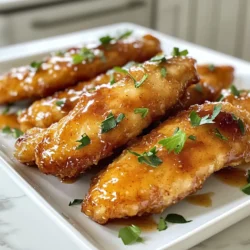 - 1 pound of chicken tenders - 1/2 cup of packed brown sugar - 1/4 cup of low sodium soy sauce - 1 tablespoon of Dijon mustard - 1 tablespoon of garlic powder - 1 teaspoon of onion powder - 1/2 teaspoon of freshly ground black pepper - 1/2 teaspoon of salt - 1 tablespoon of olive oil (plus more for greasing) - Fresh parsley, finely chopped (for garnish) You can swap out some ingredients for different flavors. Use honey instead of brown sugar for a lighter taste. Tamari can replace soy sauce for a gluten-free option. If you need a kick, try sriracha or a hot sauce instead of Dijon mustard. For a fresh twist, use lemon juice or apple cider vinegar in place of mustard. Each serving has about 290 calories. This includes 10 grams of fat, 40 grams of protein, and 15 grams of carbohydrates. You also get around 500 milligrams of sodium. The dish offers some fiber too, thanks to the chicken and seasonings. It provides a good boost of energy and is great for a quick meal that satisfies. {{ingredient_image_2}} 1. Make the Marinade: In a medium bowl, mix together brown sugar, soy sauce, Dijon mustard, garlic powder, onion powder, black pepper, and salt. Whisk until smooth. This blend gives the chicken a tasty kick. 2. Marinate the Chicken: Place the chicken tenders in a resealable bag or a shallow dish. Pour the marinade over the chicken. Ensure each piece is well coated. Seal the bag or cover the dish with plastic wrap. Refrigerate for at least 1 hour. For the best flavor, let it sit overnight. 3. Preheat the Oven: Set your oven to 400°F (200°C). Get a baking sheet ready. Line it with parchment paper or grease it with olive oil. This step keeps the chicken from sticking. 4. Prepare the Chicken: Once marinated, take the chicken out. Let any extra marinade drip off. Place the tenders on the baking sheet in a single layer. Do not overcrowd them. 5. Bake the Chicken: Cook the chicken tenders in the oven for 15-20 minutes. Use a meat thermometer to check. The chicken must reach an internal temperature of 165°F (75°C). There should be no pink in the center. 6. Rest the Chicken: After baking, take the sheet out of the oven. Let the tenders rest for about 5 minutes. This keeps them juicy and tender. 7. Serve: Serve the chicken warm. Garnish with chopped parsley for a fresh touch. - Always check the internal temperature of the chicken. This ensures it is safe to eat. - Letting the chicken rest after cooking helps keep it moist. - If you want extra flavor, consider marinating overnight. For a better understanding, look for video tutorials online. Watching someone prepare this dish can help you learn quicker. You can also find images that show the marinating process and baked chicken. This visual aid can make cooking more fun and easy! To make your brown sugar chicken tenders even tastier, consider adding spices like smoked paprika or cayenne pepper. These add a nice kick while balancing the sweetness of the brown sugar. You can also use fresh herbs, like thyme or rosemary, for an aromatic boost. While baking is simple, you can also grill or pan-fry the chicken tenders. Grilling gives them a smoky flavor, while pan-frying adds a crispy texture. If you choose to fry, use a bit of oil in a hot skillet. Cook until golden brown on each side. Aim for about 4-5 minutes per side. Pair these chicken tenders with sides like roasted vegetables or a fresh salad. For a fun twist, serve them with a honey mustard or barbecue sauce. A cool dipping sauce complements the sweet flavor well. You can also garnish with fresh parsley for color and freshness. Pro Tips Marinate Longer for More Flavor: Allowing the chicken tenders to marinate overnight will enhance the flavors significantly, resulting in a more delicious and tender dish. Use a Meat Thermometer: To ensure perfect doneness, use a meat thermometer. The internal temperature should reach 165°F (75°C) for safe consumption. Don't Overcrowd the Baking Sheet: Arrange the chicken tenders in a single layer with space in between. This allows for even cooking and prevents steaming. Garnish for Presentation: A sprinkle of fresh parsley not only adds color but also a fresh flavor that complements the sweetness of the brown sugar marinade. {{image_4}} You can make this dish gluten-free by swapping soy sauce for tamari. Tamari offers a similar taste without the gluten. For a low-sodium version, choose low-sodium soy sauce. This cut helps reduce salt intake but keeps great flavor. To change things up, try different marinades or spices. Add a splash of lime juice for a zesty kick. You can also use honey instead of brown sugar for sweetness. For a spicy touch, mix in cayenne pepper or chili powder. These small changes create new tastes without much effort. Scaling the recipe is easy. If you need more servings, double all the ingredients. For fewer servings, cut everything in half. This flexibility helps you serve just the right amount for any meal. To keep your brown sugar chicken tenders fresh, store them in the fridge. Place the cooked chicken in an airtight container. This helps prevent moisture loss and keeps the chicken juicy. If you have more than you can eat, freeze the extras. Wrap the chicken tightly in plastic wrap, then in aluminum foil. This will protect it from freezer burn. When it’s time to enjoy leftovers, reheat carefully. Preheat your oven to 350°F (175°C). Place the chicken tenders on a baking sheet. Cover them with foil to keep them moist. Heat for about 10-15 minutes. Check that they reach a safe temperature of 165°F (75°C) before serving. You can also use a microwave, but be aware it may make the tenders a bit soggy. Brown sugar chicken tenders can last in the fridge for 3-4 days. If frozen, they stay good for up to 3 months. Remember to label your containers with dates. This helps you keep track of how long they’ve been stored. Enjoy your delicious tenders while they are at their best! How long should I marinate the chicken? I recommend marinating the chicken for at least 1 hour. For the best taste, let it sit overnight. This gives the flavors time to soak in. How do I cook the chicken tenders? Bake the chicken tenders in a preheated oven at 400°F (200°C) for 15-20 minutes. Make sure the chicken is fully cooked with no pink inside. What if my chicken tenders dry out? To avoid dryness, do not overcook them. Check for doneness at 15 minutes. Letting them rest for 5 minutes after baking helps keep them juicy. What if my chicken tenders burn? If they start to burn, lower the oven temperature next time. Make sure to place the tenders in a single layer on the baking sheet. How can I make this dish kid-friendly? Make the chicken tenders fun by cutting them into smaller pieces. Serve them with a tasty dip like ranch or honey mustard. Kids love to dip! This article provided a clear guide on making chicken tenders. We discussed ingredients, cooking steps, and flavor tips to enhance your dish. You learned about substitutions, nutritional values, and how to store leftovers. I shared variations to suit different diets and preferences, plus answers to common questions. Remember, with these steps, you can create tasty, juicy chicken tenders every time. Enjoy cooking and sharing this meal with loved ones!
