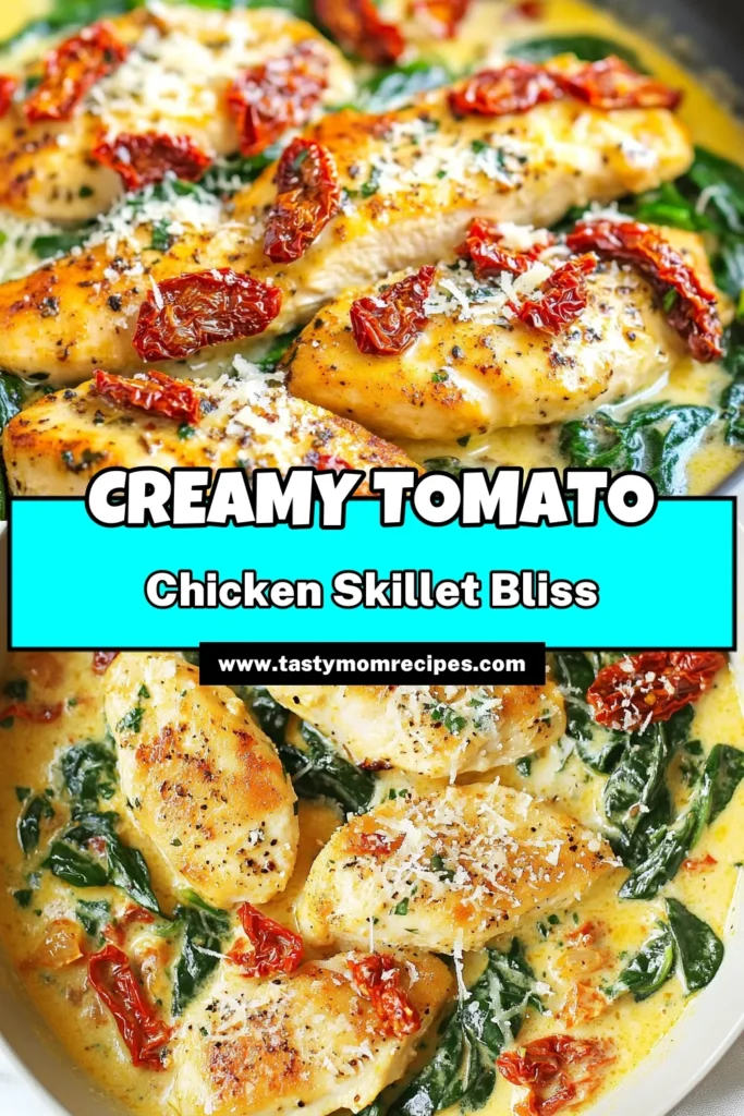 Indulge in this Creamy Sun-Dried Tomato Chicken Skillet, a delightful Italian creamy chicken dish that’s perfect for an easy weeknight meal! This Chicken Skillet Recipe combines tender chicken, rich sun-dried tomatoes, and fresh spinach in a luscious sauce. It's a one-pan chicken dinner that takes just 25 minutes to prepare. Savor the flavors and make this Easy Sun-Dried Tomato Chicken tonight! Save for later! #ChickenSkillet #EasyRecipes #OnePanDinner #ItalianCuisine