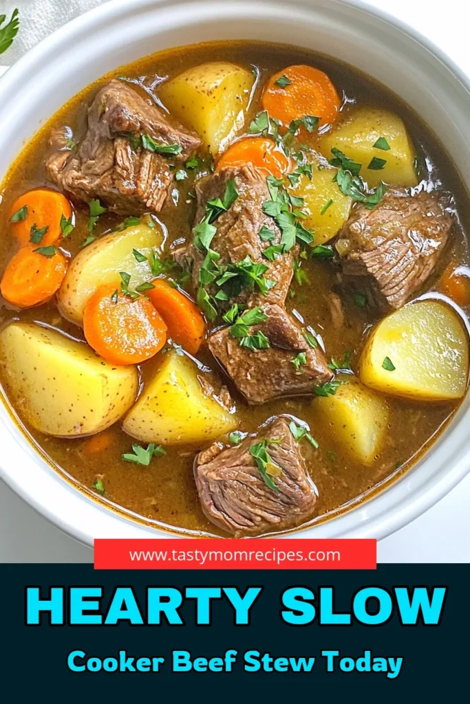 Warm up your kitchen with this Slow Cooker Rustic Beef Stew recipe that's packed with flavor and comfort! This hearty dish combines tender beef, hearty vegetables, and aromatic herbs, all cooked to perfection in your slow cooker. Perfect for a family dinner or meal prep, it's simple to make and utterly delicious. Click to explore the full recipe and treat your taste buds today! #BeefStew #SlowCookerRecipes #ComfortFood #HealthyEating