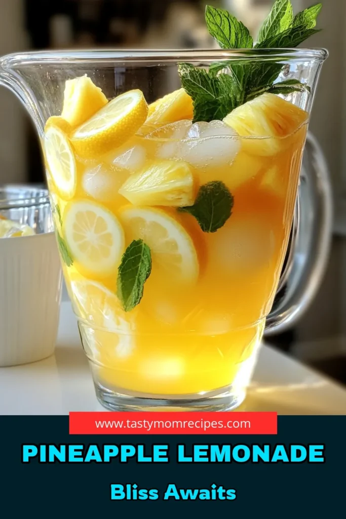 Beat the heat with a refreshing Pineapple Lemonade Twist! This delightful recipe combines fresh pineapple and zesty lemon for a perfect summer drink. Easy to make in just 15 minutes, it’s sure to impress at your next gathering. Chill it and serve over ice with mint and fruit garnishes for a stunning presentation. Click through for the full recipe and enjoy this tropical twist! #PineappleLemonade #SummerDrinks #RefreshingBeverages #DIYRecipes