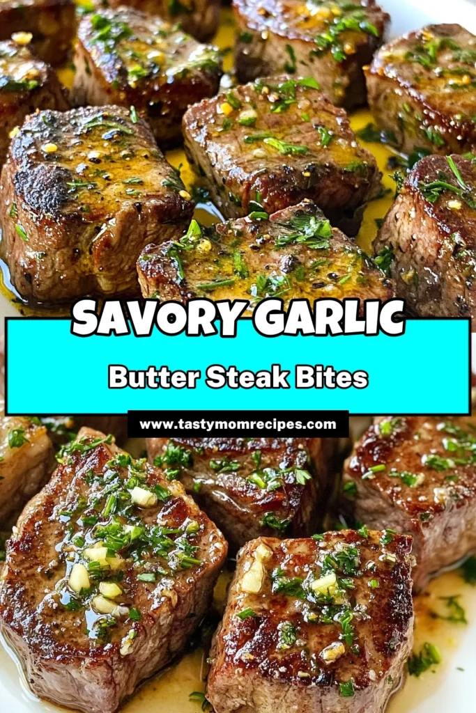 Savor the flavor of Garlic Butter Steak Bites with this quick and easy recipe! Perfect for busy nights, these sirloin steak bites are seared to perfection and tossed in a fragrant garlic butter sauce. Ideal for anyone searching for easy steak recipes or quick dinner ideas. Impress your family with this delicious Garlic Steak Bites Recipe. Try it tonight and elevate your meals! #GarlicButterSteakBites #SteakRecipes #QuickDinnerIdeas #DeliciousRecipes