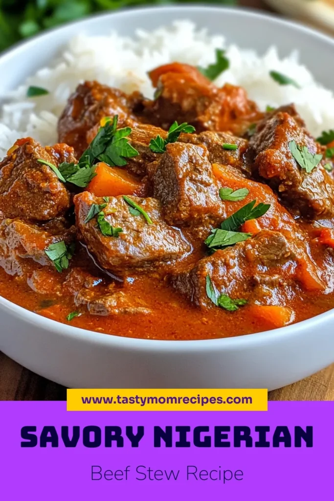 Dive into this delicious Nigerian beef stew recipe that’s perfect for family dinners! This easy Nigerian stew blends tender beef with rich flavors, including a hint of curry for a unique twist. Enjoy this hearty Nigerian beef dish that's sure to impress. Ready to cook? Check out the full recipe to create a flavorful masterpiece. Save this and elevate your cooking with traditional Nigerian recipes! #NigerianBeefStew #EasyNigerianStew #BeefStewWithCurry #TraditionalNigerianRecipes