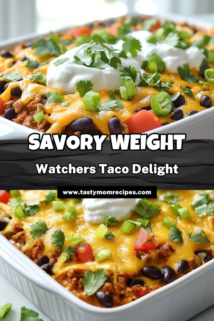 Savor this deliciously healthy Weight Watchers Taco Casserole! Packed with lean ground turkey, black beans, and frozen corn, it's a great low-sodium taco seasoning option. This easy casserole meal is perfect for busy weeknights and will delight your family. Don't miss out on this healthy taco casserole recipe that's satisfying without the guilt. Try it today and watch your loved ones empty their plates! Save this recipe! #WeightWatchers #TacoCasserole #HealthyEating #EasyMeals