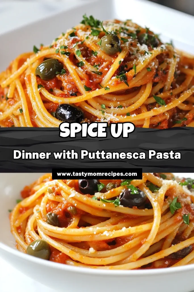 Discover the perfect spicy pasta puttanesca recipe! This authentic puttanesca pasta is not only quick to prepare but also incredibly flavorful with olives and capers. Ideal for busy weeknights, this easy spaghetti puttanesca can be made in just 30 minutes. Enjoy a hearty vegetarian pasta with olives that brings the taste of Italy to your dinner table. Save and try this quick Italian pasta dish today! #PastaPuttanesca #QuickDinner #ItalianRecipes #VegetarianMeals