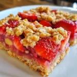 To make delicious Strawberry Oatmeal Bars, you need simple, fresh ingredients. Here’s the complete list: - 2 cups rolled oats - 1 cup whole wheat flour - 1/2 cup packed brown sugar - 1/2 cup unsalted butter, melted - 1/4 cup honey or maple syrup - 1/2 teaspoon pure vanilla extract - 1/2 teaspoon baking soda - 1/2 teaspoon salt - 2 cups fresh strawberries, hulled and sliced - 1 tablespoon fresh lemon juice - 1 teaspoon cornstarch These ingredients work together to create a tasty treat. The rolled oats give a chewy texture. Whole wheat flour adds a nutty flavor. Brown sugar provides sweetness and moisture. Butter and honey (or maple syrup) keep the bars rich and soft. The strawberries bring a burst of freshness. The lemon juice brightens the flavor. Cornstarch helps thicken the filling, making it perfect. You can easily find all these items at your local store. Gather these ingredients, and get ready to bake! {{ingredient_image_2}} - Preheat Oven First, preheat your oven to 350°F (175°C). This step is key for even baking. - Prepare the Base Mixture In a large bowl, mix 2 cups of rolled oats, 1 cup of whole wheat flour, and 1/2 cup of packed brown sugar. Add 1/2 cup of melted unsalted butter, 1/4 cup of honey or maple syrup, 1/2 teaspoon of pure vanilla extract, 1/2 teaspoon of baking soda, and 1/2 teaspoon of salt. Stir until everything blends well and looks crumbly. - Create the Crust Set aside 1 cup of your oat mix for the topping. Firmly press the rest into the bottom of a greased or lined 9x9 inch baking pan. This forms a solid base for your bars. - Prepare the Strawberry Filling In another bowl, toss 2 cups of sliced strawberries with 1 tablespoon of fresh lemon juice and 1 teaspoon of cornstarch. This mixture adds flavor and helps thicken the filling. - Assemble the Bars Spread the strawberry mixture evenly over the crust in your baking pan. - Add Topping Sprinkle the reserved oat mixture over the strawberries. This will give your bars a nice crumble texture on top. - Bake the Bars Place the pan in your preheated oven and bake for 25-30 minutes. Look for a golden top and bubbling strawberries. - Cool and Slice After baking, take the pan out and let it cool for 10-15 minutes. This makes it easier to cut. - Final Cooling Tips For the best texture, cool the bars completely in the pan. If you used parchment paper, lift them out gently. Otherwise, you can cut them right in the pan. Perfecting the Bake Time Baking time is key for these bars. Check them at 25 minutes. The top should be golden brown. If it looks pale, give it a few more minutes. Watch for the strawberries bubbling; this shows they are ready. Ensuring Even Baking To ensure even baking, rotate your pan halfway through. This helps the heat spread better. If you notice one side is browning faster, turn the pan for balance. Ingredient Substitutions You can swap whole wheat flour for almond or oat flour. Use coconut oil instead of butter for a dairy-free option. For sweetness, try agave syrup in place of honey or maple syrup. Flavor Enhancements Add spices like cinnamon or nutmeg for warmth. You can mix in nuts or seeds for extra crunch. A touch of orange zest brightens the flavor too. Serving Suggestions Cut the bars into neat squares. Serve them on a rustic wooden board for a homey feel. Pair them with yogurt or ice cream for a treat. Garnishing Ideas Dust the bars with powdered sugar for a sweet touch. Drizzle honey or a simple glaze on top for extra flair. Fresh mint leaves add a pop of color and freshness. Pro Tips Use Fresh Strawberries: For the best flavor and texture, always opt for fresh strawberries that are in season. This will ensure your bars are bursting with juicy goodness. Adjust Sweetness: Depending on the sweetness of your strawberries, you may want to adjust the amount of brown sugar or honey. Taste the strawberry mixture before assembling the bars. Make Ahead: These bars can be made ahead of time and stored in an airtight container in the fridge for up to a week. They also freeze well for longer storage. Experiment with Flavors: Feel free to add spices like cinnamon or nutmeg to the oat mixture for an extra flavor boost. You can also substitute other fruits like blueberries or raspberries. {{image_4}} You can easily change the taste of your strawberry oatmeal bars. Here are two fun ideas: - Mixed Berry Oatmeal Bars: Swap strawberries for a mix of berries like blueberries and raspberries. This adds a burst of flavor and a nice color. - Chocolate Chip Strawberry Bars: Add chocolate chips to the strawberry mixture. The sweet chocolate pairs well with the tart strawberries. You can adjust this recipe for different diets. Here are some options: - Gluten-Free Options: Use gluten-free oats and flour. This keeps the bars tasty and safe for those with gluten issues. - Vegan Adaptations: Replace butter with coconut oil and honey with maple syrup. This makes the bars vegan while keeping them delicious. How you serve these bars can make them even better. Consider these ideas: - Pairings with Ice Cream: Serve warm bars with a scoop of vanilla ice cream. The warm and cold mix is amazing! - Breakfast or Snack Ideas: Enjoy these bars as a quick breakfast or a snack. They are easy to grab and taste great any time of day. - Room Temperature Storage: You can store the bars at room temperature. Place them in an airtight container. Keep them in a cool, dry place away from sunlight. They will stay fresh for up to three days. - Refrigeration Tips: If you want to keep them longer, refrigerate the bars. This helps to keep them fresh for up to a week. Make sure to wrap them well or place them in a sealed container. - How to Freeze the Bars: To freeze, first let the bars cool completely. Cut them into squares. Wrap each square in plastic wrap. Then, place them in a freezer-safe bag or container. They can last up to three months in the freezer. - Thawing Tips: To thaw, simply take the bars out of the freezer. Let them sit at room temperature for about 30 minutes. You can also warm them in the microwave for a few seconds if you want a cozy treat. - Duration for Freshness: The bars are best when eaten fresh. At room temperature, they last for about three days. In the fridge, they can stay good for a week. - Signs of Spoilage: Look out for any mold or an off smell. If the bars feel dry or hard, they may not taste great. Always check before enjoying your treats! How do I know when the bars are done baking? You can tell the bars are done when the top turns golden brown and the strawberries bubble up. A toothpick test is also helpful. Insert it in the center; if it comes out clean, they are ready. Can I use frozen strawberries for this recipe? Yes, you can use frozen strawberries. Just thaw them first and drain any excess juice. This keeps the bars from being too soggy. What can I substitute for honey or maple syrup? You can use agave syrup or brown rice syrup as a substitute. Both will work well in this recipe. Are Strawberry Oatmeal Bars gluten-free? No, these bars are not gluten-free due to the whole wheat flour. You can use gluten-free oats and flour for a gluten-free version. How long can I store leftovers? You can store leftovers in an airtight container for up to five days. Just keep them in a cool, dry place to maintain freshness. Can these bars be made ahead of time? Absolutely! You can make these bars a day or two in advance. They taste great even after sitting for a bit. You now have a clear guide to making delicious Strawberry Oatmeal Bars. We covered all the steps, from mixing the base to choosing toppings. You learned how to customize and store them, ensuring freshness and flavor. Try different variations for fun new twists. Enjoy these bars as a tasty snack or a sweet treat. With simple ingredients and easy steps, you can make these at home. Happy baking!