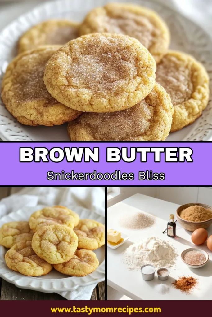 Indulge in the rich flavor of brown butter snickerdoodle cookies with this easy snickerdoodle recipe! These chewy snickerdoodle cookies are rolled in cinnamon sugar for the ultimate homemade cookies with brown butter experience. Perfect for any occasion, they’re simple to make and irresistible to eat. Try this delightful recipe today and share your cookie creation! Save and get baking! #SnickerdoodleCookies #BrownButter #CinnamonSugar #HomemadeCookies
