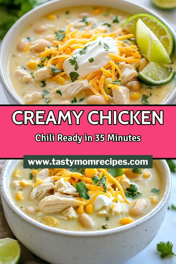 Discover the ultimate creamy white chicken chili with this easy stovetop chicken chili recipe! Perfect for those seeking high-protein chili recipes, this flavorful white chicken chili with sour cream is a comforting meal for any night. With simple ingredients and a quick cook time, you'll enjoy a delicious bowl in no time. Save this easy white chili recipe for your next family dinner! #WhiteChickenChili #EasyChiliRecipe #HighProteinChili #StovetopChili