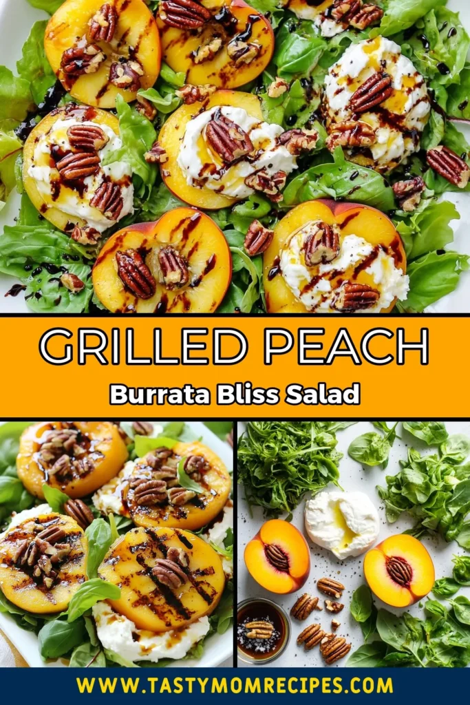 Elevate your summer dining with this Grilled Peach Burrata Salad, the ultimate Burrata Salad Recipe! This fresh and light salad features perfectly grilled peaches and a delightful Peach and Burrata combination that will impress your guests. Enjoy a Healthy Grilled Peach Recipe that's easy to prepare and bursting with flavor. Perfect for summer, this Summer Salad with Peaches will be a hit at your next gathering! Save this recipe today! #GrilledPeachSalad #SummerSalad #HealthyEating #Burrata