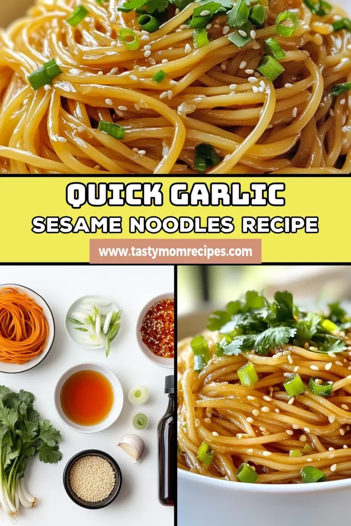 Discover the ultimate quick noodle recipe with these Minute Garlic Sesame Noodles! This easy garlic noodle dish combines al dente noodles with fragrant garlic and savory sesame oil for a flavor-packed meal in just 15 minutes. Add a spicy touch with chili flakes for spicy sesame noodles goodness. Perfect for busy weeknights! Try it today and impress your taste buds. Save this recipe for later! #GarlicSesameNoodles #QuickNoodleRecipe #EasyGarlicNoodles #SesameNoodleDish