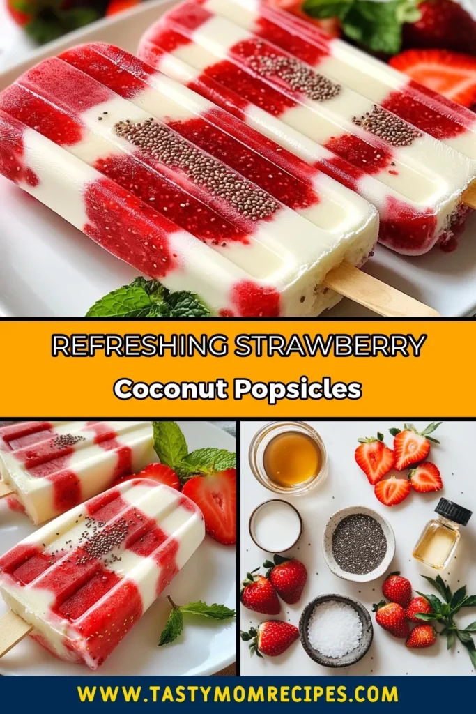 Beat the heat with these delightful strawberry coconut popsicles! This chia seed popsicle recipe combines fresh strawberries and creamy coconut milk for a healthy frozen treat that’s both refreshing and vegan. Perfect for summertime snacking or a guilt-free dessert. Make your own homemade coconut popsicles easily at home! Try this quick recipe today and enjoy vibrant flavors in every bite. Save for later! #StrawberryCoconutPopsicles #HealthyFrozenTreats #VeganStrawberryPopsicles #ChiaSeedPopsicleRecipe