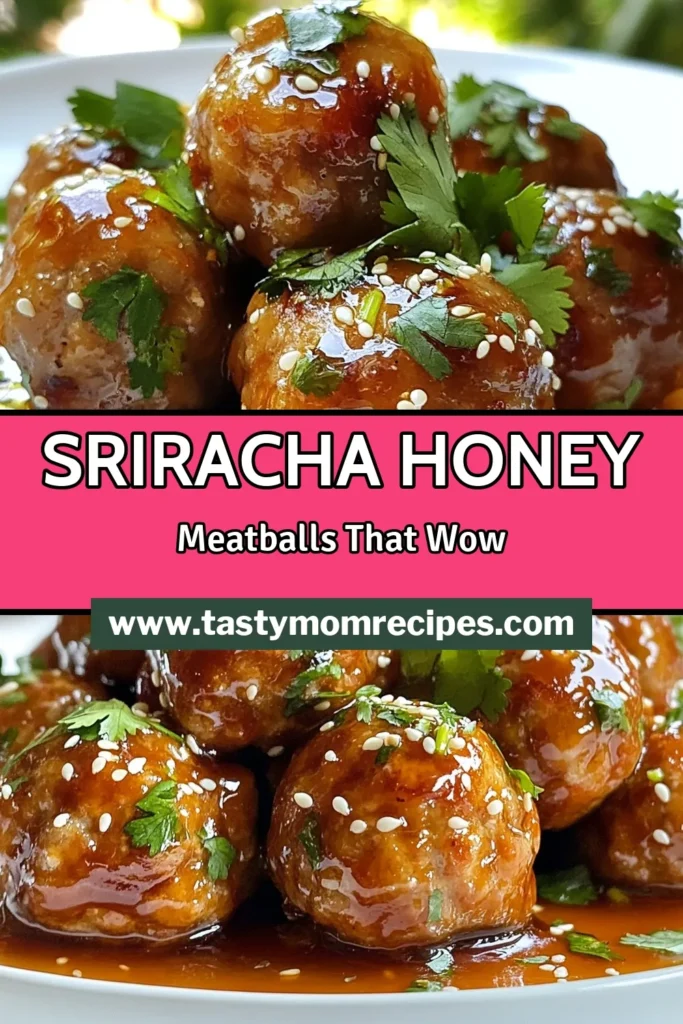 Discover how to make mouthwatering Sriracha honey meatballs with this easy meatball appetizer recipe! These baked meatballs with Sriracha are perfectly glazed for a spicy kick that will delight your taste buds. Using ground beef and honey, this spicy glaze meatball recipe is an ideal dish for parties or weeknight dinners. Try this simple yet flavorful dish and impress your friends! Save for later! #Meatballs #Appetizers #Sriracha #CookingTips