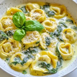 - Cheese tortellini (9 oz) - Olive oil (2 tablespoons) - Fresh spinach (4 cups) - Heavy cream (1 cup) - Grated Parmesan cheese (1/2 cup) - Italian seasoning (1 teaspoon) - Garlic (3 cloves, minced) - Salt and freshly cracked black pepper - Red pepper flakes (optional) Gathering the right ingredients makes cooking more fun. For this creamy spinach tortellini skillet, you need cheese tortellini. You can use fresh or frozen. I love using fresh for a softer texture. The olive oil adds healthy fat and flavor. Fresh spinach is a must. The bright green leaves wilt down nicely, adding color and nutrients. Heavy cream gives this dish its rich, creamy base. It coats the tortellini beautifully. Grated Parmesan cheese brings a salty, nutty taste. Italian seasoning ties all the flavors together. Garlic adds a fragrant aroma and depth. Don't forget salt and freshly cracked black pepper to taste. If you like a kick, red pepper flakes add heat. You can skip them if you prefer. When you have all these ingredients ready, you can create a tasty meal in no time! {{ingredient_image_2}} - Heat 2 tablespoons of olive oil in a large skillet over medium heat. - Add 3 minced garlic cloves and sauté for about 1 minute. The garlic should smell good but not brown. - Toss in 4 cups of chopped spinach. - Stir the spinach for about 2-3 minutes until it wilts and becomes tender. - Pour in 1 cup of heavy cream and add 1/2 cup of grated Parmesan cheese. - Mix well and let it simmer for 3-4 minutes. The sauce should thicken nicely. - Boil 9 ounces of tortellini according to the package instructions. - Drain the tortellini and set it aside for later. - Add the cooked tortellini to the skillet with the creamy sauce. - Mix gently to coat the tortellini well. Season with salt, pepper, and red pepper flakes if you like some heat. - Remove the skillet from the heat and garnish with fresh basil leaves. - For extra flavor, sprinkle more Parmesan on top before serving. To achieve the best creamy texture, use heavy cream. It adds richness that makes your dish shine. You can also use half-and-half for a lighter version. If your sauce gets too thick, add a splash of pasta water. This helps keep it smooth and blend well. Add fresh herbs like thyme or oregano for depth. You can also sprinkle in some nutmeg for a warm finish. For extra nutrition, toss in veggies like peas or cherry tomatoes. They not only boost flavor but also add color to your dish. Choose a large, nonstick skillet for even cooking. This helps prevent sticking and burning. When you sauté garlic, keep the heat medium-low. Stir constantly to avoid burning. Burnt garlic can ruin the flavor of your sauce. Pro Tips Fresh Spinach is Best: Use fresh spinach for a vibrant flavor and texture. If using frozen, make sure to thaw and drain it well to avoid excess moisture. Customize Your Cheese: Feel free to experiment with different types of cheese. A mix of mozzarella and Parmesan can give a delightful twist to the dish. Perfect Tortellini Cooking: Ensure you cook the tortellini al dente to maintain its texture when mixed with the creamy sauce. This will prevent it from becoming mushy. Extra Flavor Boost: Add a splash of lemon juice or zest just before serving for a bright, fresh flavor that complements the creaminess of the dish. {{image_4}} You can add grilled chicken or shrimp to this dish. This boosts protein and adds flavor. Cook the chicken or shrimp separately and mix them in before serving. Another option is to swap out the tortellini for gnocchi. It gives a different texture and taste to the meal. Gnocchi is soft and will soak up the creamy sauce well. If you're looking for vegetarian options, consider using more veggies. Bell peppers or zucchini work great. Just sauté them with the spinach until tender. For a vegan twist, replace the cream and cheese with plant-based versions. Coconut cream and nutritional yeast can create a creamy base and cheesy flavor. Try different cheeses to change the taste. Mozzarella or goat cheese can add unique flavors. You can also add lemon zest or juice. This brightens the dish and balances the creaminess. A little acidity can make a big difference in flavor. To store leftovers, let the creamy spinach tortellini cool first. This step helps keep moisture from building up. Place the leftovers in an airtight container to maintain freshness. I recommend using glass or BPA-free plastic containers. They seal tightly and help prevent spills. Your dish should stay fresh for about three days in the fridge. Yes, you can freeze creamy tortellini skillet. However, the texture may change after freezing. To freeze, let the dish cool completely. Then, transfer it to a freezer-safe container or bag. Ensure you remove as much air as possible. This helps prevent freezer burn. When ready to eat, thaw it overnight in the fridge. For reheating, the stovetop works best. Gently warm the dish in a skillet over low heat. Stir occasionally to heat it evenly. If the cream separates, add a splash of milk or broth while stirring. This helps bring the cream back together. You can also use a microwave if needed. Just cover it to keep moisture in, and heat in short bursts. Yes, you can use frozen spinach. Just thaw it first and drain any excess water. This helps prevent a watery sauce. The flavor will still be great, and it saves time. To make this dish gluten-free, choose gluten-free tortellini. Many brands offer tasty options that mimic the original. Check the label to ensure it meets your needs. This dish pairs well with a simple salad or garlic bread. You could also serve it with roasted vegetables for added nutrition. A light white wine complements the flavors nicely. Leftovers will last about 3 to 4 days in the fridge. Store them in an airtight container to keep them fresh. Reheat the dish on the stove for best results. You can prep some parts ahead. Cook the tortellini and sauce separately. Store them in the fridge and combine them when you are ready to eat. This saves time on busy days. This creamy spinach tortellini skillet is simple and delicious. We covered key ingredients, easy steps, and helpful tips for a great meal. You can customize it with proteins or veggies. Remember to store leftovers properly for later enjoyment. This dish is perfect for busy nights or a quick lunch. Enjoy the creamy texture and tasty flavors. You now have all you need to impress your family or friends with this dish. Cook, share, and savor this delightful meal.