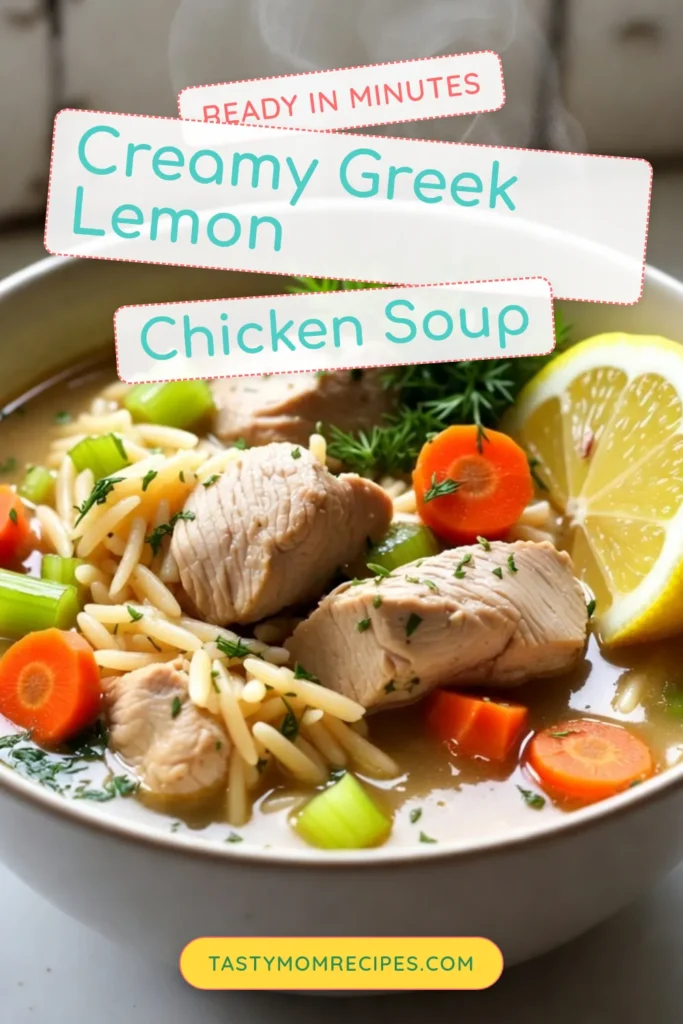 Discover the delightful flavors of Greek lemon chicken soup! This creamy lemon chicken soup combines tender chicken, fresh vegetables, and orzo, creating a healthy Greek soup packed with Mediterranean goodness. Perfect for any meal, this lemon orzo soup recipe is simple and satisfying. Try this recipe today for a cozy dining experience! Save for later and enjoy with your loved ones. #GreekLemonChickenSoup #HealthyGreekSoup #CreamyLemonChickenSoup #MediterraneanCooking