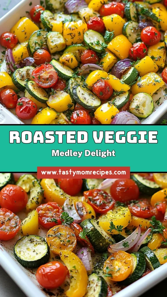 Discover the delightful taste of herb roasted vegetables with this easy roasted veggie recipe. Our colorful roasted vegetable medley features zucchini, bell peppers, tomatoes, and a blend of Italian herbs, making it the perfect side dish. Ready in just 45 minutes, this Italian herb vegetable dish is healthy, delicious, and a crowd-pleaser. Save this recipe for your next family meal! #HerbRoastedVegetables #RoastedVegetableMedley #EasyRoastedVeggies #ColorfulRoastedVegetablesRecipe